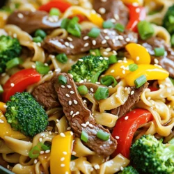 - 200g Rinderflanksteak, dünn geschnitten - 200g Eiernudeln - 1 Paprika (rot oder gelb), in Streifen geschnitten - 1 Tasse Brokkoliröschen - 2 Esslöffel Teriyakisauce - 1 Esslöffel Sojasauce - 2 Teelöffel Sesamöl - 1 Esslöffel frischer Ingwer, fein gehackt - 2 Knoblauchzehen, fein gehackt - 1 Esslöffel Pflanzenöl - Frühlingszwiebeln, gehackt (zur Garnierung) - Sesamsamen (zur Garnierung) - Statt Rinderflanksteak können Sie auch Hühnchen verwenden. - Fügen Sie Mais oder Zuckerschoten für zusätzliche Süße hinzu. - Für mehr Schärfe können Sie Chili oder Sriracha verwenden. - Wählen Sie frisches Gemüse für den besten Geschmack und die beste Textur. - Achten Sie beim Rindfleisch auf eine schöne Marmorierung; das macht es zart. - Kaufen Sie hochwertige Sojasauce und Teriyakisauce. Das verbessert das gesamte Gericht. - Frischer Ingwer und Knoblauch verleihen Ihrem Gericht einen tollen Geschmack. Beginne mit dem Rinderflanksteak. Schneide es in dünne Stücke. Gib das Fleisch in eine Schüssel. Füge 1 Esslöffel Teriyakisauce hinzu. Mische alles gut. Lass das Fleisch für 15 bis 20 Minuten marinieren. So zieht der Geschmack richtig ein. Nimm einen großen Topf und fülle ihn mit Wasser. Bring das Wasser zum Kochen. Gib die Eiernudeln hinein und koche sie nach Packungsanweisung. Rühre ab und zu um, damit sie nicht kleben. Wenn sie fertig sind, gieße sie ab. Lass die Nudeln beiseite. Erhitze eine große Pfanne oder einen Wok bei mittlerer Hitze. Gib 1 Esslöffel Pflanzenöl hinein. Füge den gehackten Knoblauch und den Ingwer hinzu. Brate sie für etwa 30 Sekunden an. Sie sollten gut riechen. Jetzt kommt das Gemüse: die Paprika und den Brokkoli. Brate alles für 3 bis 4 Minuten. Das Gemüse sollte zart, aber knackig sein. Schiebe das Gemüse an den Rand der Pfanne. Gib das marinierte Rindfleisch in die Mitte. Brate es für 3 bis 4 Minuten bis es braun ist. Jetzt werden die gekochten Nudeln hinzugefügt. Gieße die restliche Teriyakisauce und die Sojasauce darüber. Füge auch 2 Teelöffel Sesamöl hinzu. Mische alles gut. Die Nudeln sollten gleichmäßig mit der Sauce bedeckt sein. Nimm die Pfanne vom Herd. Gib die Teriyaki Beef Noodles in tiefe Schalen. Garniere sie mit gehackten Frühlingszwiebeln und Sesamsamen. Diese geben zusätzlichen Crunch. Ein Spritzer frischer Limette obenauf macht das Gericht frisch und lecker. Um das Rindfleisch saftig und zart zu machen, mariniere es gut. Benutze frische Teriyakisauce. Lass das Fleisch mindestens 15 Minuten ziehen. Dünn geschnittenes Flanksteak ist ideal. Es hat einen tollen Geschmack und wird schnell gar. Achte darauf, das Fleisch nicht zu lange zu braten. Es sollte innen noch leicht rosa sein. Das macht es zart und lecker. Du kannst das Gemüse nach deinem Geschmack anpassen. Probiere auch Karotten oder Zucchini. Diese Gemüse bringen Farbe und Geschmack. Wenn du etwas Schärfe magst, füge Chili hinzu. Das macht die Nudelgerichte aufregender. Achte darauf, das Gemüse knackig zu halten. So bleibt der Biss erhalten und das Essen wird frisch. Die Sauce ist der Schlüssel zum Geschmack. Du kannst mehr Teriyakisauce für Süße hinzufügen. Wenn du es salziger magst, nimm extra Sojasauce. Probiere auch Honig für eine süße Note. Ein Spritzer Limette kann Frische bringen. Experimentiere mit diesen Zutaten, um deinen perfekten Geschmack zu finden. Koch einfach nach deinem Gusto! {{image_4}} Wenn du eine fleischlose Option suchst, sind vegetarische Teriyaki Noodles perfekt. Tausche das Rindfleisch gegen Tofu oder Tempeh aus. Schneide den Tofu in Würfel und mariniere ihn mit Teriyakisauce. Brate ihn dann goldbraun an. Füge viel Gemüse hinzu, wie Karotten, Zucchini oder Erbsen. Diese Noodles sind schmackhaft und gesund. Möchtest du einen Kick? Füge Chili oder Sriracha hinzu. Du kannst auch frische Chilischoten in die Pfanne werfen, während das Gemüse brät. Ein Spritzer Limette erhöht die Schärfe und Frische. Für mehr Würze, verwende scharfe Teriyakisauce. Diese Variante bringt deine Geschmacksknospen zum Tanzen! Teriyaki Beef Noodles als Salat sind eine tolle Idee für heiße Tage. Koche die Nudeln und lasse sie abkühlen. Mische sie mit frischem Gemüse wie Gurken und Rucola. Gieße eine Mischung aus Teriyakisauce und Sesamöl darüber. Dekoriere den Salat mit Sesamsamen und Frühlingszwiebeln. Diese leichte Mahlzeit ist erfrischend und sättigend! Wenn du Reste von deinen Teriyaki Beef Noodles hast, bewahre sie in einem luftdichten Behälter auf. So bleiben die Nudeln frisch und lecker. Stelle sicher, dass du die Reste innerhalb von zwei Tagen isst. Kühle die Nudeln schnell ab, bevor du sie in den Kühlschrank stellst. Um die Teriyaki Beef Noodles einzufrieren, lasse sie zuerst abkühlen. Fülle die abgekühlten Nudeln in einen gefrierfesten Behälter oder einen Gefrierbeutel. Drücke die Luft heraus, bevor du sie schließt. Du kannst sie bis zu drei Monate im Gefrierfach aufbewahren. Wenn du bereit bist, sie zu essen, lasse sie über Nacht im Kühlschrank auftauen. Um die Reste aufzuwärmen, gibt es ein paar einfache Methoden. Du kannst sie in einer Pfanne bei mittlerer Hitze mit etwas Wasser oder Öl leicht dämpfen. Alternativ kannst du die Nudeln in der Mikrowelle aufwärmen. Decke die Schüssel ab, damit sie nicht austrocknen. Erwärme sie in kurzen Intervallen und rühre gut um. So bleiben die Nudeln saftig und schmackhaft. Die Zubereitung der Teriyaki Beef Noodles dauert etwa 30 Minuten. Die Vorbereitungszeit beträgt 15 Minuten, während das Kochen etwa 15 Minuten in Anspruch nimmt. Dieses Gericht ist schnell und perfekt für ein leckeres Abendessen unter der Woche. Ja, du kannst die Eiernudeln durch andere Nudelsorten ersetzen. Reisnudeln oder Udon-Nudeln sind gute Alternativen. Achte darauf, die Garzeit entsprechend anzupassen. So bleibt das Gericht lecker und die Nudeln gut gekocht. Ja, Teriyaki Beef Noodles können gesund sein. Du verwendest frisches Gemüse wie Paprika und Brokkoli. Rinderflanksteak ist eine magerere Fleischwahl. Achte jedoch auf die Menge der Teriyakisauce. So kannst du den Zuckergehalt kontrollieren und das Gericht gesünder machen. In diesem Artikel haben wir die wichtigsten Schritte für Teriyaki Beef Noodles behandelt. Wir haben die besten Zutaten besprochen und praktische Tipps gegeben. Du hast gelernt, wie man das Rindfleisch marinieren und die Nudeln kochen kann. Auch Variationen wie vegetarische Optionen wurden vorgestellt. Denke daran, deine Reste richtig zu lagern und aufzuwärmen. Mit diesen Informationen kannst du leckere Teriyaki Noodles zubereiten. Viel Spaß beim Kochen und Experimentieren!
