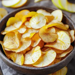 - 2 mittelgroße Äpfel (Granny Smith oder Honeycrisp) - 1 Teelöffel Zimt - 1/2 Teelöffel Muskatnuss - 1 Teelöffel Zucker oder Kokosnusszucker - 1/4 Teelöffel Salz - 1 Esslöffel Zitronensaft - Eine Prise Cayennepfeffer für Schärfe Um die besten Apfelchips zu machen, wähle frische Äpfel. Granny Smith bringt eine tolle Säure mit, während Honeycrisp süß ist. Die Gewürze sind das Geheimnis! Zimt und Muskatnuss sorgen für Wärme und Tiefe. Zucker oder Kokosnusszucker geben eine süße Note. Salz hebt die Aromen hervor und Zitronensaft schützt vor Braunwerden. Wenn du es schärfer magst, füge eine Prise Cayennepfeffer hinzu. So bekommst du einen spannenden Kick! Nutze frische, hochwertige Zutaten. Das macht den Unterschied. Diese Apfelchips sind nicht nur lecker, sie sind auch einfach zu machen. Sie sind der perfekte Snack für jeden Anlass! Zuerst waschen Sie die Äpfel gründlich. Entfernen Sie das Kerngehäuse mit einem Messer oder einem Apfelstecher. Schneiden Sie die Äpfel dann in dünne Scheiben. Eine Dicke von etwa 1/8 Zoll ist ideal. Ein Mandolinenhobel hilft, gleichmäßige Scheiben zu erhalten. In einer Schüssel vermengen Sie Zimt, Muskatnuss, Zucker und Salz. Mischen Sie alles gut. Wenn Sie es scharf mögen, fügen Sie etwas Cayennepfeffer hinzu. Dieser Schritt gibt den Chips eine besondere Würze. Geben Sie die Apfelscheiben in eine große Schüssel. Träufeln Sie den Zitronensaft darüber. Das verhindert das Braunwerden der Äpfel. Streuen Sie die Gewürzmischung gleichmäßig über die Apfelscheiben. Mischen Sie alles gut, bis die Scheiben gut bedeckt sind. Heizen Sie Ihren Air Fryer auf 150°C (300°F) vor. Lassen Sie ihn 3 bis 5 Minuten laufen. Dies sorgt dafür, dass die Chips gleichmäßig garen. Legen Sie die Apfelscheiben in einer einzigen Lage in den Korb des Air Fryers. Überladen Sie den Korb nicht. So bleiben die Chips knusprig. Planen Sie etwa 15 bis 20 Minuten Garzeit ein. Wenden Sie die Chips zur Hälfte der Zeit, um sicherzustellen, dass sie gleichmäßig bräunen. Nachdem die Chips gar sind, nehmen Sie sie heraus. Lassen Sie sie auf einem Drahtgitter abkühlen. Das hilft, die Knusprigkeit zu erhöhen. Lagern Sie die restlichen Chips in einem luftdichten Behälter. So bleiben sie frisch und lecker. Um die besten Apfelscheiben zu schneiden, empfehle ich einen Mandolinenhobel. Mit diesem Werkzeug bekommen Sie gleichmäßige, dünne Scheiben. Diese Dicke hilft, die Chips knusprig zu machen. Wenn die Scheiben zu dick sind, werden sie weich und matschig. Achten Sie darauf, die Äpfel in etwa 1/8 Zoll dicke Scheiben zu schneiden. Behalten Sie die Chips während des Garens im Auge. Air Fryer können in der Garzeit variieren. Einige Geräte sind heißer als andere. Überprüfen Sie die Chips nach 10 Minuten und wenden Sie sie dann. So vermeiden Sie ein Anbrennen. Es ist wichtig, dass Sie sie nicht zu lange lassen. Diese Apfelchips sind ideal für Snacks oder Desserts. Sie passen gut zu Joghurt oder Obstsalat. Servieren Sie sie in einer schönen Schüssel, um sie attraktiv zu präsentieren. Eine ansprechende Präsentation macht jeden Snack leckerer. {{image_4}} Du kannst mit verschiedenen Gewürzen experimentieren, um neue Geschmäcker zu finden. Probiere Ingwer für einen warmen Kick. Vanille bringt eine süße Note. Eine Kombination aus süß und scharf ist auch spannend. Eine Prise Cayennepfeffer macht die Chips aufregend scharf. Diese Variationen helfen dir, deine Apfelchips immer wieder neu zu entdecken. Die Wahl der Apfelsorte macht viel aus. Granny Smith bringt eine saure Frische. Honeycrisp hat eine süße, knusprige Textur. Du kannst auch Fuji oder Braeburn verwenden. Achte darauf, dass die Äpfel fest und frisch sind. So bekommst du den besten Geschmack und die beste Textur. Probiere verschiedene Sorten aus. Finde heraus, welche dir am besten schmeckt. Zucker ist nicht die einzige Wahl. Honig ist eine tolle Alternative. Agavendicksaft hat einen milden Geschmack. Diese natürlichen Süßungsmittel bieten dir gesunde Optionen. Sie sind perfekt für einen süßen Kick. Du kannst die Menge nach deinem Geschmack anpassen. So machst du deine Apfelchips ganz nach deinem Wunsch. Bewahre die Apfelchips in einem luftdichten Behälter auf. Dies hilft, die Knusprigkeit zu erhalten. Stelle den Behälter an einen kühlen, trockenen Ort. Vermeide direkte Sonneneinstrahlung, um die Chips frisch zu halten. Um die Frische der Chips zu maximieren, genieße sie innerhalb von drei Tagen. Nach der Zubereitung sind sie am besten. Wenn sie länger stehen, können sie weich werden. Achte darauf, die Chips vor dem Essen zu überprüfen. Wenn die Chips nicht mehr knusprig sind, kannst du sie auffrischen. Lege sie für 3-5 Minuten in den Air Fryer bei 150°C (300°F). Dies bringt die Knusprigkeit zurück. Du kannst sie auch in der Mikrowelle für 1-2 Minuten erwärmen. Achte darauf, sie gleichmäßig zu verteilen. Apfelchips sind in einem luftdichten Behälter für bis zu fünf Tage haltbar. Lagern Sie sie bei Raumtemperatur. Wenn Sie die Chips länger aufbewahren möchten, können Sie sie auch einfrieren. So bleiben sie frisch und knusprig. Achten Sie darauf, den Behälter gut zu verschließen, um Feuchtigkeit zu vermeiden. Ja, Sie können viele andere Früchte im Air Fryer zubereiten. Bananen, Birnen und Mangos eignen sich gut. Schneiden Sie die Früchte in dünne Scheiben, ähnlich wie bei Äpfeln. Passen Sie die Gewürze und die Garzeit an. So erzielen Sie leckere und knusprige Chips aus verschiedenen Obstsorten. Der Air Fryer verwendet heiße Luft, um die Chips schnell und gleichmäßig zu garen. Dies führt oft zu knusprigeren Ergebnissen. Ein Ofen benötigt mehr Zeit und kann ungleichmäßig garen. Außerdem ist der Air Fryer effizienter und verbraucht weniger Energie. Wenn Sie knusprige Snacks möchten, ist der Air Fryer eine gute Wahl. Zusammengefasst, die Vorbereitung von Apfelchips ist einfach und macht großen Spaß. Du hast gelernt, welche Zutaten du benötigst, wie man sie zubereitet und einige nützliche Tipps. Denke daran, verschiedene Apfelarten und Gewürze zu probieren, um deine Lieblingsversion zu finden. Die richtigen Lagerungs- und Aufbewahrungsmethoden helfen, die Chips frisch zu halten. Jetzt liegt es an dir, diese knusprigen Snacks zu genießen oder kreativ zu werden. Guten Appetit!
