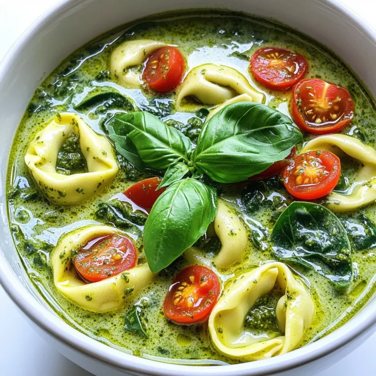 Die Zutaten für die cremige Pesto Tortellini Suppe sind einfach zu bekommen. Hier ist die Liste der Zutaten, die du brauchst: - 1 Esslöffel Olivenöl - 1 mittelgroße Zwiebel, gewürfelt - 3 Knoblauchzehen, fein gehackt - 4 Tassen Gemüsebrühe - 1 Tasse Schlagsahne - 1 Tasse fertiges Basilikumpesto - 340 g Käse-Tortellini (gekauft oder selbstgemacht) - 1 Tasse Kirschtomaten, halbiert - 1 Tasse Babyspinat - Salz und Pfeffer nach Geschmack - Frische Basilikumblätter zur Garnitur Jede Zutat hat ihren Platz in dieser köstlichen Suppe. Das Olivenöl bringt Geschmack und hilft, die Zwiebel und den Knoblauch anzubraten. Die Brühe gibt der Suppe die Basis, während die Schlagsahne für die cremige Konsistenz sorgt. Das Basilikumpesto ist das Herzstück und sorgt für den frischen Geschmack. Die Käse-Tortellini machen das Gericht herzhaft und sättigend. Die Kirschtomaten und der Babyspinat fügen Farbe und Nährstoffe hinzu. Vergiss nicht, die Suppe mit Salz und Pfeffer abzuschmecken. Frische Basilikumblätter am Ende sorgen für einen tollen Duft und eine hübsche Präsentation. So wird die Suppe ein echter Genuss. Zuerst musst du die Zwiebel würfeln. Sie gibt der Suppe Geschmack. Hacke dann den Knoblauch fein. Er bringt ein tolles Aroma. Halbiere die Kirschtomaten. Sie sorgen für Frische. Spüle den Babyspinat ab und lasse ihn abtropfen. So bleibt die Suppe sauber und lecker. Erhitze das Olivenöl in einem großen Topf. Füge die gewürfelte Zwiebel hinzu und brate sie. Nach etwa fünf Minuten wird sie glasig. Jetzt kommt der gehackte Knoblauch dazu. Brate ihn für eine weitere Minute. Dann gieße die Gemüsebrühe hinein. Lass die Mischung sanft köcheln. Das bringt die Aromen gut zusammen. Rühre die Schlagsahne und das Pesto ein. Beide machen die Suppe cremig und vollmundig. Gib die Käse-Tortellini in die Suppe. Koche sie nach den Anweisungen auf der Verpackung. Das dauert meist drei bis fünf Minuten. Sobald die Tortellini gar sind, füge die halbierten Kirschtomaten und den Spinat hinzu. Rühre gut um, bis der Spinat zusammenfällt. Schmecke die Suppe mit Salz und Pfeffer ab. Nimm den Topf vom Herd und lass die Suppe ein paar Minuten ruhen. So können die Aromen sich setzen. Um die perfekte Konsistenz deiner cremigen Pesto Tortellini-Suppe zu erreichen, ist die Schlagsahne wichtig. - Du kannst die Schlagsahne leicht anpassen. Wenn du eine dickere Suppe möchtest, füge mehr Schlagsahne hinzu. Für eine leichtere Version kannst du sie halbieren. - Frische Zutaten sind der Schlüssel! Verwende frische Kräuter und Gemüse. Das bringt mehr Geschmack und eine bessere Textur. Du kannst die Suppe auch aromatischer gestalten. - Zusätzliche Gewürze wie Pfeffer, Paprika oder Kräuter verbessern den Geschmack. Probiere, etwas Chili für eine scharfe Note hinzuzufügen. - Wenn du Tortellini ersetzen möchtest, nehme andere Pasta. Zum Beispiel, Farfalle oder Fusilli passen gut. Sie geben der Suppe eine neue Form und Textur. {{image_4}} Du kannst die Suppe mit Gemüse-Tortellini zubereiten. Diese sind eine tolle Wahl für Vegetarier. Sie bieten einen leckeren Geschmack und sind gesund. Du kannst auch zusätzliches Gemüse hinzufügen. Ein paar gute Optionen sind: - Zucchini - Paprika - Brokkoli Das Gemüse bringt mehr Nährstoffe in die Suppe. Es macht die Suppe bunter und ansprechender. Experimentiere mit dem, was du magst! Wenn du mehr Protein benötigst, füge Hähnchen oder Garnelen hinzu. Beide Optionen sind einfach und schnell zuzubereiten. Einfach das Hähnchen anbraten oder die Garnelen in die Suppe geben. Sie verleihen der Suppe einen herzhaften Geschmack. Alternativ kannst du auch vegane Proteinquellen nutzen. Zum Beispiel: - Kichererbsen - Linsen - Tofu Diese Optionen sind gesund und machen die Suppe nahrhaft. Sie helfen dir, den vollen Genuss zu erleben. - Kühlschrank: wie lange hält sie sich? Die cremige Pesto Tortellini-Suppe hält sich im Kühlschrank etwa 3 bis 4 Tage. Achte darauf, die Suppe in einem luftdichten Behälter zu lagern. So bleibt der Geschmack frisch und die Zutaten gut erhalten. - Einfrieren der Suppe: Tipps und Tricks Du kannst die Suppe auch einfrieren. Teile sie in Portionen auf, bevor du sie in den Gefrierschrank stellst. Achte darauf, dass der Behälter für das Einfrieren geeignet ist. Die Suppe hält sich so bis zu 3 Monate. Beim Auftauen, lasse sie im Kühlschrank über Nacht auftauen, um die beste Qualität zu bewahren. - Mikrowelle versus Herd Zum Aufwärmen kannst du die Mikrowelle oder den Herd nutzen. In der Mikrowelle, erwärme die Suppe in einem mikrowellenfesten Behälter. Rühre zwischendurch um, damit sie gleichmäßig warm wird. Auf dem Herd, erwärme die Suppe bei niedriger Hitze und rühre regelmäßig. - Anpassungen beim Aufwärmen Wenn du die Suppe aufwärmst, kann sie dicker werden. Füge etwas Gemüsebrühe oder Sahne hinzu, um die Konsistenz zu verbessern. Schmecke sie erneut ab, da der Geschmack sich beim Aufwärmen verändern kann. Die Suppe bleibt im Kühlschrank etwa drei bis vier Tage frisch. Um sie gut zu lagern, stelle die Suppe in einen luftdichten Behälter. Lass die Suppe zuerst abkühlen. So vermeidest du Kondenswasser im Behälter. Wenn du sie länger aufbewahren möchtest, kannst du sie einfrieren. In einem gefriergeeigneten Behälter bleibt sie bis zu drei Monate haltbar. Ja, du kannst die Suppe vegan machen! Ersetze die Schlagsahne durch Kokos- oder Sojasahne. Diese Alternativen sind leicht zu finden. Für die Tortellini wähle eine vegane Variante. Viele Läden bieten jetzt vegane Tortellini an. So bleibt der Geschmack der Suppe auch ohne tierische Produkte lecker. Die Suppe kann glutenfrei sein. Achte darauf, glutenfreie Tortellini zu verwenden. Es gibt tolle Marken, die glutenfreie Optionen anbieten. Diese Tortellini bestehen oft aus Reis- oder Linsenteig. So bleibt der Genuss ohne Gluten! Achte auch darauf, dass die Gemüsebrühe glutenfrei ist. Diese cremige Pesto Tortellini-Suppe bringt frische Aromen in dein Herz. Du hast gelernt, wie man sie zubereitet und viele Variationen ausprobieren kann. Durch die richtige Lagerung bleibt die Suppe lange frisch. Denke daran, deine Zutaten anzupassen, um die perfekte Konsistenz und den besten Geschmack zu erreichen. Egal, ob vegetarisch oder mit Protein, die Möglichkeiten sind endlos. Trau dich, kreativ zu sein und genieße jeden Löffel dieser köstlichen Suppe.