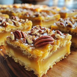 Um köstliche Karamell-Pekan-Shortbread-Riegel zu machen, brauchst du folgende Zutaten: - 1 Tasse ungesalzene Butter, weich - 2/3 Tasse Puderzucker - 2 Tassen Allzweckmehl - 1/4 Teelöffel Salz - 1 Tasse Pekannüsse, grob gehackt - 1 Tasse brauner Zucker, fest verpackt - 1/2 Tasse schwere Sahne - 1 Teelöffel Vanilleextrakt - 1/4 Teelöffel Meersalz (zum Bestreuen) Wenn du keine Pekannüsse hast, kannst du Walnüsse oder Mandeln verwenden. Das gibt einen anderen Geschmack, bleibt aber lecker. Für eine glutenfreie Option nutze glutenfreies Mehl. Halte die restlichen Zutaten gleich. Du kannst auch den braunen Zucker durch Kokoszucker ersetzen, wenn du es gesünder magst. Wähle frische, ungesalzene Butter für den besten Geschmack. Achte darauf, dass die Pekannüsse grob und frisch sind. Sie bringen einen tollen Crunch. Verwende hochwertigen Vanilleextrakt für mehr Aroma. Gutes Meersalz hebt den Geschmack des Karamells hervor. Je frischer die Zutaten, desto besser wird dein Ergebnis! Zuerst heize den Ofen auf 175°C vor. Fette eine 23x23 cm große Backform ein oder lege sie mit Backpapier aus. So bleibt der Teig nicht kleben. Dies ist wichtig für eine einfache Handhabung später. In einer großen Schüssel mische die weiche Butter mit dem Puderzucker. Schlage die Mischung, bis sie leicht und fluffig ist. Füge dann das Mehl und das Salz nach und nach hinzu. Rühre gut, bis ein weicher Teig entsteht. Hebe die grob gehackten Pekannüsse unter den Teig. Diese geben einen knackigen Biss. Für die Karamellsauce schmelze braunen Zucker, schwere Sahne und Vanilleextrakt in einem Topf bei mittlerer Hitze. Rühre ständig, bis die Mischung zu blubbern beginnt. Koche die Sauce 5-7 Minuten weiter. Sie sollte dickflüssig sein. Nimm den Topf vom Herd, wenn die Sauce die richtige Konsistenz erreicht hat. Verteile die Karamellsauce gleichmäßig über die gebackene Shortbread-Basis. Streue die restlichen Pekannüsse darüber und füge eine Prise Meersalz hinzu. Stelle die Form für 10-15 Minuten zurück in den Ofen. Achte darauf, dass das Karamell blubbert. Lass die Riegel vollständig abkühlen, bevor du sie in Stücke schneidest. So bleiben sie stabil und leicht zu servieren. Ein häufiger Fehler ist, die Butter nicht weich genug zu machen. Sie sollte zimmerwarm sein. Wenn du sie zu kalt verwendest, wird der Teig nicht fluffig. Auch das Mehl sollte gut in die Mischung eingearbeitet werden. Klumpen können die Textur der Riegel ruinieren. Achte darauf, die Pekannüsse gleichmäßig im Teig zu verteilen. So bekommst du mehr Geschmack in jedem Bissen. Die Karamellsauce braucht Aufmerksamkeit. Rühre ständig, während die Mischung erhitzt wird. So vermeidest du, dass das Karamell anbrennt. Lasse es für fünf bis sieben Minuten köcheln. Das macht die Sauce dick und süß. Für einen besonderen Kick kannst du etwas Meersalz hinzufügen. Es hebt den Geschmack des Karamells hervor. Die Kühlzeit ist wichtig für die Struktur der Riegel. Lass sie vollständig abkühlen, bevor du sie schneidest. Wenn du sie zu früh schneidest, fallen sie auseinander. Die Karamellsauce muss fest werden, damit die Riegel gut halten. Plane also genug Zeit ein, um die perfekte Textur zu erreichen. {{image_4}} Um deine Karamell-Pekan-Shortbread-Riegel zu variieren, kannst du andere Nüsse verwenden. Mandeln oder Walnüsse sind tolle Alternativen. Diese Nüsse geben einen anderen Geschmack und eine andere Textur. Du kannst auch Trockenfrüchte wie Cranberries oder Aprikosen hinzufügen. Sie bringen eine süße und fruchtige Note. Achte darauf, die Nüsse oder Früchte grob zu hacken, damit sie gut im Teig verteilt sind. Wenn du spezielle Diäten hast, kannst du einige Anpassungen vornehmen. Für eine glutenfreie Variante benutze glutenfreies Mehl. Dies hilft, die Struktur der Riegel zu bewahren. Wenn du auf Zucker verzichtest, probiere alternative Süßstoffe wie Stevia oder Erythrit. Diese Süßstoffe haben weniger Kalorien und sind oft gut verträglich. Für eine vegane Option, ersetze die Butter durch pflanzliche Margarine und die schwere Sahne durch Kokoscreme. Die Karamellsauce ist der Star der Riegel. Du kannst sie noch spannender machen, indem du verschiedene Geschmäcker hinzufügst. Ein Schuss Espresso oder Kaffeepulver bringt eine tiefere Note. Für eine fruchtige Note kannst du ein wenig Orangen- oder Zitronenschale hinzufügen. Diese Aromen harmonieren gut mit dem Karamell und bringen Frische. Denke daran, die Aromen sparsam zu verwenden, damit sie nicht zu stark wirken. Um die Frische der Karamell-Pekan-Shortbread-Riegel zu bewahren, lagere sie in einem luftdichten Behälter. Dies schützt die Riegel vor Feuchtigkeit und hält sie knusprig. Achte darauf, die Riegel in Schichten zu stapeln, mit Backpapier dazwischen, um ein Kleben zu vermeiden. So bleiben sie gut erhalten und lecker. Im Kühlschrank bleiben die Riegel etwa eine Woche frisch. Die kühle Umgebung hilft, das Karamell stabil zu halten. Stelle sicher, dass der Behälter gut verschlossen ist. Wenn du die Riegel länger aufbewahren möchtest, empfiehlt es sich, sie abgedeckt zu lagern. So bleibt der Geschmack erhalten und das Karamell wird nicht hart. Du kannst die Riegel auch einfrieren. Schneide sie in Stücke und lege sie in einen gefrierfesten Behälter. Trenne die Schichten mit Backpapier, damit sie nicht zusammenkleben. Im Gefrierfach halten sie bis zu drei Monate. Zum Auftauen lasse sie einfach bei Raumtemperatur stehen. So kannst du jederzeit köstliche Riegel genießen! Die Riegel müssen vollständig abkühlen, bevor du sie schneidest. Das dauert etwa 1 bis 2 Stunden. Wenn du es eilig hast, stelle die Form in den Kühlschrank. So kühlst du sie schneller. Achte darauf, dass sie fest sind, bevor du sie in Stücke schneidest. Ja, du kannst diese Riegel glutenfrei machen. Ersetze das Allzweckmehl durch glutenfreies Mehl. Achte darauf, ein Mehl zu wählen, das gut für Backwaren geeignet ist. Einige Marken haben spezielle Mischungen, die sich gut verhalten. So kannst du die Riegel genießen, ohne Gluten. Um das Karamell nicht anbrennen zu lassen, rühre ständig. Koche die Mischung bei mittlerer Hitze. Wenn die Hitze zu hoch ist, brennt das Karamell schnell an. Wenn du die Mischung siehst, dass sie blubbert, reduziere die Hitze. Geduld ist hier der Schlüssel. Ja, du kannst andere Nüsse verwenden. Walnüsse oder Mandeln passen gut. Achte darauf, die Nüsse grob zu hacken, damit sie gut im Riegel verteilt sind. Du kannst auch eine Mischung aus Nüssen ausprobieren. So erhältst du verschiedene Geschmäcker in jedem Biss. In diesem Artikel haben wir alles über Karamell-Pekan-Shortbread-Riegel behandelt. Wir haben die besten Zutaten aufgelistet und wichtige Tipps gegeben. Die Schritt-für-Schritt-Anleitung hilft dir bei der Zubereitung und dem Backen. Außerdem kannst du Fehler vermeiden und die Karamellsauce perfekt machen. Du hast auch einige Variationen und Aufbewahrungsinformationen gesehen. Jetzt bist du bereit, diese leckeren Riegel selbst zu machen. Viel Spaß beim Ausprobieren!