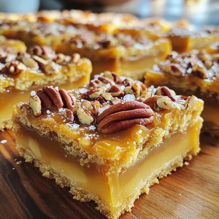Um köstliche Karamell-Pekan-Shortbread-Riegel zu machen, brauchst du folgende Zutaten: - 1 Tasse ungesalzene Butter, weich - 2/3 Tasse Puderzucker - 2 Tassen Allzweckmehl - 1/4 Teelöffel Salz - 1 Tasse Pekannüsse, grob gehackt - 1 Tasse brauner Zucker, fest verpackt - 1/2 Tasse schwere Sahne - 1 Teelöffel Vanilleextrakt - 1/4 Teelöffel Meersalz (zum Bestreuen) Wenn du keine Pekannüsse hast, kannst du Walnüsse oder Mandeln verwenden. Das gibt einen anderen Geschmack, bleibt aber lecker. Für eine glutenfreie Option nutze glutenfreies Mehl. Halte die restlichen Zutaten gleich. Du kannst auch den braunen Zucker durch Kokoszucker ersetzen, wenn du es gesünder magst. Wähle frische, ungesalzene Butter für den besten Geschmack. Achte darauf, dass die Pekannüsse grob und frisch sind. Sie bringen einen tollen Crunch. Verwende hochwertigen Vanilleextrakt für mehr Aroma. Gutes Meersalz hebt den Geschmack des Karamells hervor. Je frischer die Zutaten, desto besser wird dein Ergebnis! Zuerst heize den Ofen auf 175°C vor. Fette eine 23x23 cm große Backform ein oder lege sie mit Backpapier aus. So bleibt der Teig nicht kleben. Dies ist wichtig für eine einfache Handhabung später. In einer großen Schüssel mische die weiche Butter mit dem Puderzucker. Schlage die Mischung, bis sie leicht und fluffig ist. Füge dann das Mehl und das Salz nach und nach hinzu. Rühre gut, bis ein weicher Teig entsteht. Hebe die grob gehackten Pekannüsse unter den Teig. Diese geben einen knackigen Biss. Für die Karamellsauce schmelze braunen Zucker, schwere Sahne und Vanilleextrakt in einem Topf bei mittlerer Hitze. Rühre ständig, bis die Mischung zu blubbern beginnt. Koche die Sauce 5-7 Minuten weiter. Sie sollte dickflüssig sein. Nimm den Topf vom Herd, wenn die Sauce die richtige Konsistenz erreicht hat. Verteile die Karamellsauce gleichmäßig über die gebackene Shortbread-Basis. Streue die restlichen Pekannüsse darüber und füge eine Prise Meersalz hinzu. Stelle die Form für 10-15 Minuten zurück in den Ofen. Achte darauf, dass das Karamell blubbert. Lass die Riegel vollständig abkühlen, bevor du sie in Stücke schneidest. So bleiben sie stabil und leicht zu servieren. Ein häufiger Fehler ist, die Butter nicht weich genug zu machen. Sie sollte zimmerwarm sein. Wenn du sie zu kalt verwendest, wird der Teig nicht fluffig. Auch das Mehl sollte gut in die Mischung eingearbeitet werden. Klumpen können die Textur der Riegel ruinieren. Achte darauf, die Pekannüsse gleichmäßig im Teig zu verteilen. So bekommst du mehr Geschmack in jedem Bissen. Die Karamellsauce braucht Aufmerksamkeit. Rühre ständig, während die Mischung erhitzt wird. So vermeidest du, dass das Karamell anbrennt. Lasse es für fünf bis sieben Minuten köcheln. Das macht die Sauce dick und süß. Für einen besonderen Kick kannst du etwas Meersalz hinzufügen. Es hebt den Geschmack des Karamells hervor. Die Kühlzeit ist wichtig für die Struktur der Riegel. Lass sie vollständig abkühlen, bevor du sie schneidest. Wenn du sie zu früh schneidest, fallen sie auseinander. Die Karamellsauce muss fest werden, damit die Riegel gut halten. Plane also genug Zeit ein, um die perfekte Textur zu erreichen. {{image_4}} Um deine Karamell-Pekan-Shortbread-Riegel zu variieren, kannst du andere Nüsse verwenden. Mandeln oder Walnüsse sind tolle Alternativen. Diese Nüsse geben einen anderen Geschmack und eine andere Textur. Du kannst auch Trockenfrüchte wie Cranberries oder Aprikosen hinzufügen. Sie bringen eine süße und fruchtige Note. Achte darauf, die Nüsse oder Früchte grob zu hacken, damit sie gut im Teig verteilt sind. Wenn du spezielle Diäten hast, kannst du einige Anpassungen vornehmen. Für eine glutenfreie Variante benutze glutenfreies Mehl. Dies hilft, die Struktur der Riegel zu bewahren. Wenn du auf Zucker verzichtest, probiere alternative Süßstoffe wie Stevia oder Erythrit. Diese Süßstoffe haben weniger Kalorien und sind oft gut verträglich. Für eine vegane Option, ersetze die Butter durch pflanzliche Margarine und die schwere Sahne durch Kokoscreme. Die Karamellsauce ist der Star der Riegel. Du kannst sie noch spannender machen, indem du verschiedene Geschmäcker hinzufügst. Ein Schuss Espresso oder Kaffeepulver bringt eine tiefere Note. Für eine fruchtige Note kannst du ein wenig Orangen- oder Zitronenschale hinzufügen. Diese Aromen harmonieren gut mit dem Karamell und bringen Frische. Denke daran, die Aromen sparsam zu verwenden, damit sie nicht zu stark wirken. Um die Frische der Karamell-Pekan-Shortbread-Riegel zu bewahren, lagere sie in einem luftdichten Behälter. Dies schützt die Riegel vor Feuchtigkeit und hält sie knusprig. Achte darauf, die Riegel in Schichten zu stapeln, mit Backpapier dazwischen, um ein Kleben zu vermeiden. So bleiben sie gut erhalten und lecker. Im Kühlschrank bleiben die Riegel etwa eine Woche frisch. Die kühle Umgebung hilft, das Karamell stabil zu halten. Stelle sicher, dass der Behälter gut verschlossen ist. Wenn du die Riegel länger aufbewahren möchtest, empfiehlt es sich, sie abgedeckt zu lagern. So bleibt der Geschmack erhalten und das Karamell wird nicht hart. Du kannst die Riegel auch einfrieren. Schneide sie in Stücke und lege sie in einen gefrierfesten Behälter. Trenne die Schichten mit Backpapier, damit sie nicht zusammenkleben. Im Gefrierfach halten sie bis zu drei Monate. Zum Auftauen lasse sie einfach bei Raumtemperatur stehen. So kannst du jederzeit köstliche Riegel genießen! Die Riegel müssen vollständig abkühlen, bevor du sie schneidest. Das dauert etwa 1 bis 2 Stunden. Wenn du es eilig hast, stelle die Form in den Kühlschrank. So kühlst du sie schneller. Achte darauf, dass sie fest sind, bevor du sie in Stücke schneidest. Ja, du kannst diese Riegel glutenfrei machen. Ersetze das Allzweckmehl durch glutenfreies Mehl. Achte darauf, ein Mehl zu wählen, das gut für Backwaren geeignet ist. Einige Marken haben spezielle Mischungen, die sich gut verhalten. So kannst du die Riegel genießen, ohne Gluten. Um das Karamell nicht anbrennen zu lassen, rühre ständig. Koche die Mischung bei mittlerer Hitze. Wenn die Hitze zu hoch ist, brennt das Karamell schnell an. Wenn du die Mischung siehst, dass sie blubbert, reduziere die Hitze. Geduld ist hier der Schlüssel. Ja, du kannst andere Nüsse verwenden. Walnüsse oder Mandeln passen gut. Achte darauf, die Nüsse grob zu hacken, damit sie gut im Riegel verteilt sind. Du kannst auch eine Mischung aus Nüssen ausprobieren. So erhältst du verschiedene Geschmäcker in jedem Biss. In diesem Artikel haben wir alles über Karamell-Pekan-Shortbread-Riegel behandelt. Wir haben die besten Zutaten aufgelistet und wichtige Tipps gegeben. Die Schritt-für-Schritt-Anleitung hilft dir bei der Zubereitung und dem Backen. Außerdem kannst du Fehler vermeiden und die Karamellsauce perfekt machen. Du hast auch einige Variationen und Aufbewahrungsinformationen gesehen. Jetzt bist du bereit, diese leckeren Riegel selbst zu machen. Viel Spaß beim Ausprobieren!