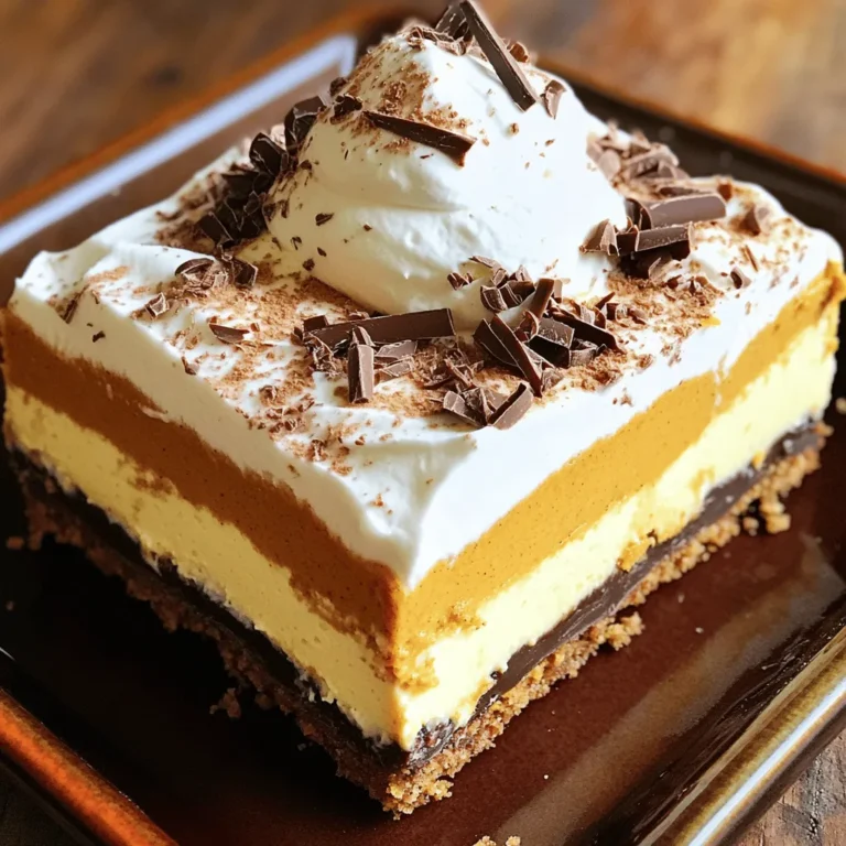 Für den Kürbis-Cheesecake Icebox Kuchen brauchst du: - 2 Tassen Grahamcracker-Brösel - ½ Tasse ungesalzene Butter, geschmolzen - 1 Tasse Frischkäse, weich - 1 Tasse Puderzucker - 1 Teelöffel Vanilleextrakt - 1 Tasse Schlagsahne - 1 Tasse Kürbispüree - 1 Teelöffel Kürbiskuchengewürz - ½ Teelöffel Zimt - ¼ Teelöffel Muskatnuss - Eine Prise Salz - Optional: Schokoladenspäne oder Schlagsahne zur Dekoration Frischkäse ist ein Hauptbestandteil. Achte darauf, dass er weich ist. Das macht die Mischung cremig. Wenn der Frischkäse zu kalt ist, wird es klumpig. Verwende ungesalzene Butter für die Kruste, damit der Geschmack nicht überhandnimmt. Kürbispüree gibt dem Kuchen seinen tollen Geschmack. Du kannst auch selbstgemachtes Püree verwenden. Achte darauf, dass es nicht zu wässrig ist, sonst wird der Kuchen matschig. Wenn du keinen Frischkäse magst, probiere Mascarpone. Es hat einen ähnlichen Geschmack und ist sehr cremig. Du kannst auch Kokoscreme verwenden, um es vegan zu machen. Für die Grahamcracker-Brösel kannst du zerbröselte Kekse oder Haferflocken verwenden. Das bringt einen anderen Geschmack, aber ist lecker. Wenn du kein Kürbiskuchengewürz hast, mische Zimt, Muskatnuss und Ingwer. Das gibt dem Kuchen auch einen tollen Geschmack. Zuerst nimmst du 2 Tassen Grahamcracker-Brösel. Mische sie in einer Schüssel mit ½ Tasse geschmolzener Butter. Rühre gut, bis alle Brösel feucht sind. Dann drücke die Mischung gleichmäßig in den Boden einer 23x23 cm großen Backform. Achte darauf, dass die Kruste fest sitzt. Stelle die Form in den Kühlschrank, während du die Füllung zubereitest. So bleibt die Kruste knackig und frisch. Für die Füllung brauchst du 1 Tasse weichen Frischkäse. Schlage ihn in einer großen Schüssel glatt. Füge langsam 1 Tasse Puderzucker hinzu. Mixe weiter, bis alles gut vermengt ist. Jetzt kommt der Spaß: Gib 1 Teelöffel Vanilleextrakt, 1 Tasse Kürbispüree, 1 Teelöffel Kürbiskuchengewürz, ½ Teelöffel Zimt, ¼ Teelöffel Muskatnuss und eine Prise Salz dazu. Vermenge alles gut, bis die Masse gleichmäßig aussieht. In einer separaten Schüssel schlägst du 1 Tasse Schlagsahne, bis sich weiche Spitzen bilden. Hebe die Schlagsahne vorsichtig unter die Kürbis-Frischkäse-Mischung. So bleibt die Füllung luftig und cremig. Beginne mit der ersten Hälfte der Kürbis-Cheesecake-Mischung. Streiche sie gleichmäßig über die gekühlte Grahamcracker-Kruste. Lege dann eine weitere Schicht Grahamcracker über die Füllung. Verteile die restliche Kürbis-Cheesecake-Mischung darauf. Decke die Form mit Frischhaltefolie ab und stelle sie für mindestens 4 Stunden oder über Nacht in den Kühlschrank. So wird der Kuchen schön fest. Vor dem Servieren kannst du ihn nach Wunsch mit Schokoladenspänen oder einem Klecks Schlagsahne dekorieren. Schneide ihn in Quadrate und genieße! Ein häufiger Fehler beim Kürbis-Cheesecake Icebox Cake ist, die Grahamcracker-Kruste nicht fest genug zu drücken. Achte darauf, dass die Kruste gut gepresst ist. So bleibt sie stabil. Ein weiterer Fehler ist, die Sahne zu stark zu schlagen. Halte die Sahne weich, damit die Struktur nicht leidet. Wenn du die Füllung machst, mische die Zutaten langsam. Das hilft, eine luftige Textur zu erhalten. Für besondere Anlässe kannst du die Füllung anpassen. Füge zum Beispiel Karamell oder Schokoladenstückchen hinzu. Das gibt dem Kuchen eine neue Note. Für die Herbstsaison, probiere Zimt oder Ingwer für extra Geschmack. An Feiertagen kannst du auch eine Schicht Cranberrys zwischen die Cheesecake-Schichten legen. Das bringt Farbe und Frische. Um Zeit zu sparen, bereite die Kruste und die Füllung im Voraus vor. Mache dies am Tag vorher. So kann der Kuchen über Nacht kühlen. Benutze fertige Grahamcracker-Brösel, wenn du es eilig hast. Das spart dir die Zeit beim Zerkleinern. Du kannst auch die Füllung in einer Schüssel mixen, während die Kruste im Kühlschrank ist. Das ist effizient und einfach. {{image_4}} Um diesen leckeren Kürbis-Cheesecake Icebox Cake glutenfrei zu machen, ersetze die Grahamcracker. Nutze stattdessen glutenfreie Kekse oder Haferflocken. Mische sie mit geschmolzener Butter, genau wie im Rezept. Achte darauf, dass die Kekse wirklich glutenfrei sind. So bleibt der Geschmack top und die Textur gut. Für eine vegane Version verwende pflanzliche Produkte. Ersetze den Frischkäse mit veganem Frischkäse aus Nüssen oder Soja. Nutze Kokoscreme statt Schlagsahne, um die Füllung cremig zu machen. Statt Puderzucker kannst du einen pflanzlichen Süßstoff verwenden. Diese Alternativen machen das Dessert köstlich und tierfreundlich. Du kannst kreativ werden und andere Geschmäcker ausprobieren. Füge Schokolade oder Karamell zu deiner Füllung hinzu. Oder verwende Apfel- oder Süßkartoffelpüree statt Kürbis. Experimentiere mit verschiedenen Gewürzen, wie Ingwer oder Nelken. So bleibt dein Kuchen immer spannend und neu. Um den Kürbis-Cheesecake Icebox Cake frisch zu halten, lege ihn in den Kühlschrank. Decke die Form mit Frischhaltefolie ab. So bleibt der Kuchen feucht und lecker. Achte darauf, dass der Kuchen gut bedeckt ist. Dies schützt ihn vor anderen Gerüchen im Kühlschrank. Der Kuchen bleibt bis zu fünf Tage frisch. Wenn du den Kuchen länger aufbewahren möchtest, kannst du ihn einfrieren. Schneide den Kuchen in Portionen. Wickel jede Portion in Frischhaltefolie. Lege die Portionen dann in einen luftdichten Behälter. So bleibt die Frische bis zu drei Monate erhalten. Zum Auftauen lege die Stücke einfach in den Kühlschrank. Das dauert einige Stunden. Die Reste des Kürbis-Cheesecake Icebox Cakes sind einfach zu lagern. Bewahre die Reste in einem luftdichten Behälter auf. So bleiben sie bis zu fünf Tage haltbar. Wenn du die Reste im Kühlschrank aufbewahrst, genieße sie kalt. Wenn du einen kleinen Snack möchtest, sind die Stücke perfekt. Der Kürbis-Cheesecake Icebox Kuchen bleibt frisch, wenn er gut abgedeckt ist. Im Kühlschrank hält er sich bis zu fünf Tage. Verwenden Sie Frischhaltefolie oder einen luftdichten Behälter. So bleibt der Kuchen lecker und feucht. Ja, Sie können andere Pürees verwenden. Süßkartoffelpüree oder Apfelmus sind gute Alternativen. Diese Optionen bringen einen anderen Geschmack, aber sie sind ebenfalls köstlich. Achten Sie darauf, die Konsistenz zu prüfen. Das Püree sollte cremig sein, um die Struktur des Kuchens zu halten. Servieren Sie den Kuchen kalt. Schneiden Sie ihn in quadratische Stücke für eine schöne Präsentation. Dekorieren Sie die Stücke nach Wunsch mit Schokoladenspänen oder einem Klecks Schlagsahne. Das macht die Portionen noch ansprechender und leckerer. Der Kürbis-Cheesecake Icebox Kuchen ist eine leckere und einfache Option. Wir haben die Zutaten, die Zubereitung und wertvolle Tipps durchgenommen. Variationen machen ihn noch besser, egal ob glutenfrei oder vegan. Die richtige Lagerung sorgt dafür, dass er frisch bleibt. Denke daran, die häufigsten Fehler zu vermeiden, um den bestmöglichen Kuchen zu erhalten. Du kannst ihn an viele Anlässe anpassen oder einfach genießen. Viel Spaß beim Ausprobieren und Teilen!