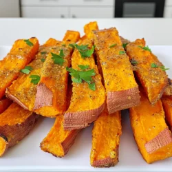 - 2 große Süßkartoffeln, in dünne Pommes geschnitten - 2 Esslöffel Olivenöl - 1 Teelöffel Knoblauchpulver - 1 Teelöffel Paprika - 1/2 Teelöffel Zwiebelpulver - 1/2 Teelöffel Salz - 1/4 Teelöffel schwarzer Pfeffer - Frische Petersilie Die Hauptzutaten für dieses Rezept sind frisch geschnittene Süßkartoffeln und hochwertiges Olivenöl. Süßkartoffeln geben den Pommes eine natürliche Süße und eine schöne Farbe. Olivenöl sorgt für die perfekte Knusprigkeit. Die Gewürze sind einfach, aber sie bringen viel Geschmack. Knoblauchpulver verleiht einen herzhaften Kick. Paprika fügt eine angenehme Würze hinzu. Zwiebelpulver sorgt für einen leicht süßen Geschmack. Salz und schwarzer Pfeffer runden alles ab. Die Garnitur mit frischer Petersilie ist optional, aber sie macht das Gericht schöner. Außerdem gibt sie einen frischen Geschmack. Wenn du magst, kannst du die Petersilie einfach über die Pommes streuen, bevor du sie servierst. Stellen Sie Ihren Air Fryer auf 200°C (400°F) ein. Lassen Sie ihn etwa 5 Minuten vorheizen. Das Vorheizen hilft den Pommes, knusprig zu werden. Waschen Sie die Süßkartoffeln gründlich. Schälen Sie sie dann mit einem Messer. Schneiden Sie die Süßkartoffeln in gleichmäßige Streifen. Achten Sie darauf, dass die Streifen etwa 1/2 Zentimeter dick sind. So garen sie gleichmäßig. Geben Sie die geschnittenen Süßkartoffeln in eine große Schüssel. Fügen Sie 2 Esslöffel Olivenöl hinzu. Streuen Sie 1 Teelöffel Knoblauchpulver, 1 Teelöffel Paprika, 1/2 Teelöffel Zwiebelpulver, 1/2 Teelöffel Salz und 1/4 Teelöffel schwarzen Pfeffer hinein. Vermischen Sie alles gut, bis die Süßkartoffeln gleichmäßig gewürzt sind. Legen Sie die gewürzten Pommes in den Korb des Air Fryers. Achten Sie darauf, dass sie in einer einzigen Schicht liegen. So garen sie gleichmäßiger. Je nach Größe Ihres Air Fryers können Sie in mehreren Durchgängen arbeiten. Frittieren Sie die Pommes etwa 15 bis 18 Minuten lang. Schütteln Sie den Korb zur Hälfte der Garzeit. Das hilft, die Pommes von allen Seiten knusprig zu machen. Sie sind fertig, wenn sie goldbraun und knusprig sind. Nehmen Sie die Pommes vorsichtig aus dem Air Fryer. Legen Sie sie auf einen Servierteller. Streuen Sie nach Belieben frische Petersilie darüber. Das gibt Farbe und zusätzlichen Geschmack. Wenn du Süßkartoffel-Pommes machst, ist es wichtig, dass du sie gleichmäßig schneidest. Schneide sie in dünne Streifen, etwa 1/2 Zentimeter dick. So garen sie gleichmäßig und werden knusprig. Uneinheitliche Stücke können dazu führen, dass einige Pommes matschig werden, während andere verbrennen. Du kannst die Menge an Öl reduzieren, um gesündere Pommes zu machen. Versuche, nur 1 Esslöffel Olivenöl zu verwenden. Eine andere Methode ist das Sprühen von Öl. So bekommst du den gleichen knusprigen Effekt mit weniger Fett. Du kannst auch in der Heißluftfritteuse garen, um Öl ganz zu vermeiden. Ein häufiger Fehler ist, die Pommes zu dicht im Korb zu legen. Das führt oft zu matschigen Pommes. Achte darauf, dass die Pommes in einer einzigen Schicht liegen, damit die heiße Luft gut zirkulieren kann. Schüttel den Korb zur Hälfte der Garzeit, damit alle Seiten knusprig werden. {{image_4}} Um deine Süßkartoffel-Pommes einzigartig zu machen, spiele mit verschiedenen Gewürzen. Hier sind einige Ideen: - Curry: Füge 1 Teelöffel Currypulver zu deiner Mischung hinzu. Das gibt einen warmen, würzigen Geschmack. - Chili: Für etwas Schärfe, verwende 1 Teelöffel Chili-Pulver. Es bringt Hitze und ein tolles Aroma. - Kräuter: Mische getrocknete Kräuter wie Thymian oder Rosmarin für einen frischen Geschmack. Diese Gewürzmischungen helfen dir, deine Pommes nach Lust und Laune zu verändern. Du kannst auch andere Gemüsesorten verwenden. Hier sind einige Optionen: - Kartoffeln: Normale Kartoffeln sind eine gute Wahl. Sie werden knusprig und lecker. - Karotten: Karotten-Pommes sind süß und gesund. Sie brauchen jedoch eine etwas längere Kochzeit. - Zucchini: Zucchini sind eine leichtere Option. Achte darauf, sie nicht zu dünn zu schneiden. Diese Alternativen sind einfach und bringen Abwechslung auf deinen Teller. Die richtigen Dips machen deine Pommes noch besser. Hier sind einige Kombinationen: - Ketchup: Der Klassiker! Einfach und immer beliebt. - Aioli: Eine Knoblauchmayonnaise ist cremig und voll im Geschmack. - Guacamole: Avocado-Dip passt perfekt zu Süßkartoffeln. Er ist frisch und lecker. - Joghurt-Dip: Ein Kräuterjoghurt ist leicht und gesund. Es bringt Frische. Probiere diese Dips aus, um deine Süßkartoffel-Pommes zu einem echten Hit zu machen! Bewahre die übrig gebliebenen Süßkartoffel-Pommes in einem luftdichten Behälter auf. Stelle sie in den Kühlschrank. So bleiben sie frisch. Verwende einen Behälter, der nicht zu groß ist. Das hilft, die Feuchtigkeit zu halten. Um die Pommes wieder knusprig zu machen, erhitze sie im Air Fryer. Stelle den Air Fryer auf 180°C ein. Lege die Pommes in den Korb und gare sie für 5 bis 7 Minuten. So schmecken sie fast wie frisch zubereitet. Die Pommes sind im Kühlschrank etwa 3 bis 4 Tage haltbar. Nach dieser Zeit können sie weich und ungenießbar werden. Achte darauf, die Pommes nicht zu lange aufzubewahren. So vermeidest du das Risiko, sie wegwerfen zu müssen. Die Pommes brauchen insgesamt etwa 30 Minuten. Die Vorbereitungszeit beträgt etwa 10 Minuten. Die Kochzeit im Air Fryer ist 15 bis 18 Minuten. Das Vorheizen des Air Fryers dauert 5 Minuten. Es gibt einige Gründe, warum die Pommes weich werden. Zu viel Öl kann die Knusprigkeit verringern. Wenn die Pommes zu dicht im Korb liegen, garen sie nicht gleichmäßig. Zudem kann die Dicke der Pommes die Knusprigkeit beeinflussen. Eine gleichmäßige Dicke ist wichtig. Ja, du kannst die Pommes auch im Ofen machen. Der Ofen braucht eine höhere Temperatur und längere Zeit. Im Ofen verwenden die Pommes mehr Öl und können weniger knusprig sein. Der Air Fryer sorgt für eine gleichmäßige Hitze und eine bessere Textur. Um Süßkartoffeln einzufrieren, schneide sie zuerst in Pommes. Koche sie dann kurz in Wasser. Lasse sie abkühlen und lege sie auf ein Backblech. Friere sie für etwa 1 Stunde ein. Danach kannst du sie in einen Gefrierbeutel umpacken. So bleiben sie frisch, wenn du sie später verwendest. Süßkartoffel-Pommes sind einfach zuzubereiten und lecker. Wir haben die Hauptzutaten, Gewürze und eine Schritt-für-Schritt-Anleitung durchgesehen. Um knusprige Pommes zu erreichen, achte auf gleichmäßige Schnitte. Erkunde auch verschiedene Variationen und Dips. Wenn du Restpommes hast, lagere sie richtig, um ihren Geschmack zu bewahren. Diese Pommes sind vielseitig und gesund. Jetzt bist du bereit, sie selbst zu machen!