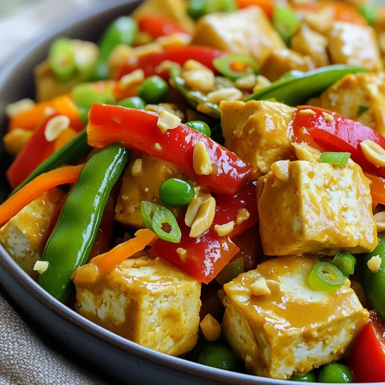 Für das Stir-Fry brauchen Sie einige Hauptzutaten. Diese sind wichtig, um Geschmack und Textur zu erreichen. Hier sind die Zutaten, die Sie benötigen: - 400 g fester Tofu, gepresst und gewürfelt - 1 rote Paprika, in Streifen geschnitten - 1 Tasse Zuckerschoten, geputzt - 1 Tasse Karotten, in Julienne geschnitten Der Tofu bringt eine tolle Proteinquelle. Das Gemüse sorgt für Farbe und Crunch. Die Gewürze und Öle machen das Gericht spannend und lecker. Diese Zutaten geben dem Stir-Fry den besonderen Kick: - 2 Esslöffel Erdnussöl - 2 Knoblauchzehen, fein gehackt - 1 Esslöffel frischer Ingwer, fein gehackt - 3 Esslöffel Sojasauce (mit niedrigem Natriumgehalt) - 2 Esslöffel Erdnussbutter - 1 Esslöffel Sriracha (oder nach Geschmack) - 1 Esslöffel geröstetes Sesamöl Dieses Sortiment an Geschmäckern macht das Gericht würzig und aromatisch. Garnierungen sind der letzte Schliff für Ihr Stir-Fry. Sie geben dem Gericht eine schöne Note: - 2 Frühlingszwiebeln, zum Garnieren in Scheiben geschnitten - Gequetschte Erdnüsse zum Garnieren Die Garnierungen sorgen für einen köstlichen Crunch und eine frische Note. Zuerst presse den Tofu. Das hilft, überschüssige Feuchtigkeit zu entfernen. Das ist wichtig, damit der Tofu gut brät. Schneide den gepressten Tofu in gleichmäßige Würfel. Diese sollten nicht zu klein sein, damit sie beim Braten nicht zerfallen. Erhitze zwei Esslöffel Erdnussöl in einer großen Pfanne oder einem Wok. Das Öl sollte heiß sein, aber nicht rauchen. Füge nun die Tofuwürfel hinzu. Brate sie etwa fünf bis sieben Minuten lang. Wende die Würfel, bis sie von allen Seiten goldbraun sind. Nimm sie dann aus der Pfanne und stelle sie beiseite. Im selben Wok gibst du nun den fein gehackten Knoblauch und Ingwer dazu. Brate sie etwa 30 Sekunden lang an, bis sie gut duften. Jetzt füge die rote Paprika, Zuckerschoten und Karotten hinzu. Koche das Gemüse drei bis vier Minuten lang, bis es lebendig aussieht. In einer kleinen Schüssel vermengst du Sojasauce, Erdnussbutter, Sriracha und Sesamöl. Gieße die Sauce über das Gemüse und Tofu. Rühre alles gut um. Lass das Ganze noch zwei bis drei Minuten garen, bis alles warm ist. Um den perfekten Tofu zu machen, muss man ihn zuerst pressen. Das reduziert die Feuchtigkeit. So wird der Tofu knusprig und nimmt viel Geschmack auf. Schneide den Tofu in gleichmäßige Würfel. So garen sie gleichmäßig. Brate den Tofu bei mittlerer Hitze. Dadurch wird er goldbraun und knusprig. Lass ihn nicht zu lange in der Pfanne, sonst kann er austrocknen. Du kannst die Sriracha-Menge nach deinem Geschmack anpassen. Magst du es schärfer? Füge mehr hinzu! Wenn du eine mildere Version willst, nimm weniger. Du kannst auch andere Soßen ausprobieren, wie Teriyaki oder Hoisin. Erdnüsse sind auch lecker, wenn sie geröstet sind. Das gibt einen tollen Crunch und extra Geschmack. Füge auch frische Kräuter wie Koriander oder Basilikum hinzu für mehr Frische. Um Zeit zu sparen, bereite alle Zutaten vorher vor. Das macht das Kochen einfacher und schneller. Du kannst auch einen Wok verwenden. Er verteilt die Hitze gleichmäßig. So garen die Zutaten besser. Rühre ständig um, damit nichts anbrennt. Wenn du das Gemüse knackig willst, gare es nur kurz. So bleibt es frisch und bunt. {{image_4}} Sie können viele verschiedene Gemüsesorten verwenden. Statt der roten Paprika probieren Sie Brokkoli oder Zucchini. Mögen Sie es bunt? Fügen Sie gelbe Paprika oder lila Karotten hinzu. Auch grüne Bohnen oder Auberginen passen gut. Der Schlüssel ist, knackiges Gemüse zu wählen. So bleibt der Biss frisch und lecker. Tofu ist toll, aber nicht die einzige Wahl. Für etwas Abwechslung verwenden Sie Tempeh oder Seitan. Diese Optionen sind ebenfalls pflanzlich und liefern viel Protein. Wer Fleisch mag, kann Hühnchen oder Rindfleisch verwenden. Schneiden Sie das Fleisch in kleine Stücke und braten Sie es wie den Tofu an. So bleibt alles einfach und lecker. Das Rezept ist bereits vegan, da es keine tierischen Produkte enthält. Wenn Sie es vegetarisch machen möchten, fügen Sie ein Ei hinzu. Rühren Sie es einfach in die Pfanne, bevor Sie das Gemüse hinzufügen. Dies gibt zusätzlichen Geschmack und macht das Gericht noch reichhaltiger. Achten Sie darauf, die Sriracha nach Ihrem Geschmack anzupassen. Um die Reste des Minute Spicy Peanut Tofu Stir-Fry gut zu lagern, lege sie in einen luftdichten Behälter. Stelle sicher, dass das Gericht vollständig abgekühlt ist, bevor du es in den Kühlschrank stellst. So bleiben die Aromen frisch. Die Reste halten sich bis zu drei Tage. Wenn du das Gericht länger aufbewahren möchtest, denke daran, es einzufrieren. Für das Einfrieren ist es am besten, das Stir-Fry in Portionen zu teilen. Verwende gefriergeeignete Behälter oder Beutel. Achte darauf, die Luft so gut wie möglich zu entfernen. So verhinderst du Gefrierbrand. Das Gericht kann bis zu drei Monate eingefroren werden. Um die Qualität zu erhalten, beschrifte die Behälter mit dem Datum. Um das Stir-Fry wieder aufzuwärmen, kannst du eine Pfanne oder die Mikrowelle nutzen. In der Pfanne erhitze das Gericht bei mittlerer Hitze. Füge einen kleinen Schuss Wasser oder Öl hinzu, um das Austrocknen zu vermeiden. In der Mikrowelle erwärmst du es in kurzen Intervallen von 30 Sekunden. Rühre nach jeder Runde gut um, bis alles gleichmäßig warm ist. So bleibt der Tofu schön zart und das Gemüse knackig. Um die Schärfe anzupassen, variiere die Menge der Sriracha. Weniger Sriracha macht das Gericht milder. Du kannst auch andere scharfe Soßen verwenden. Für mehr Schärfe, füge frische Chilis oder Chiliflocken hinzu. Achte darauf, die Schärfe langsam zu steigern, damit du den Geschmack nicht überdeckst. Ja, dieses Rezept kann glutenfrei sein. Achte darauf, glutenfreie Sojasauce zu kaufen. Viele Marken bieten glutenfreie Optionen an. Prüfe auch die Erdnussbutter, um sicherzustellen, dass sie keine Glutenstoffe enthält. So kannst du sicher genießen, ohne dir Sorgen zu machen. Zu diesem Stir-Fry passen viele Beilagen. Reis ist eine gute Wahl. Auch Quinoa oder Nudeln können gut dazu schmecken. Frischer Salat bringt eine schöne Frische ins Spiel. Probiere auch gedämpftes Gemüse als leichte Beilage. Diese Optionen machen dein Essen leckerer und abwechslungsreicher. In diesem Artikel habe ich die wichtigen Zutaten für Stir-Fry erklärt, von Tofu bis Gewürzen. Ich habe Schritt für Schritt gezeigt, wie man den Tofu und das Gemüse zubereitet. Tipps helfen dir, den perfekten Tofu zu braten und Geschmack zu variieren. Du kannst verschiedene Gemüse und Proteinquellen nutzen. Schließlich habe ich Lager- und Wiedererwärmungsinformationen gegeben. Nutze diese Tipps, um dein Stir-Fry zu verbessern und neue Varianten auszuprobieren. Viel Spaß beim Kochen und Genießen!