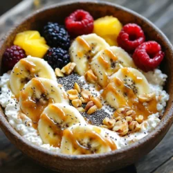 Um die perfekte Erdnussbutter-Bananen-Hüttenkäse-Schüssel zu machen, benötigst du: - 1 Tasse Hüttenkäse - 1 reife Banane, in Scheiben geschnitten - 2 Esslöffel natürliche Erdnussbutter - 1 Esslöffel Honig (oder Ahornsirup) - 1 Esslöffel Chiasamen - Eine Prise Zimt - Frische Beeren (zum Garnieren, optional) - Gehackte Nüsse (wie Mandeln oder Walnüsse, zum Garnieren, optional) Jede Zutat hat ihren eigenen Wert. Der Hüttenkäse liefert viel Protein. Das ist wichtig für den Muskelaufbau. Die Banane bringt natürliche Süße und viele Vitamine. Erdnussbutter gibt gesunde Fette und einen leckeren Geschmack. Honig oder Ahornsirup fügen zusätzliche Süße hinzu. Chiasamen sind kleine Kraftpakete mit Ballaststoffen und Omega-3-Fettsäuren. Zimt verstärkt die Aromen und hat gesundheitliche Vorteile. Die Beeren und Nüsse bringen zusätzliche Nährstoffe und Textur. Achte beim Einkaufen auf frische und natürliche Produkte. Wähle Hüttenkäse ohne Zusatzstoffe. Achte darauf, dass die Erdnussbutter 100% Erdnüsse enthält. Bio-Bananen sind oft frei von Pestiziden. Für Honig, suche nach lokalem oder rohem Honig. Chiasamen solltest du in einem geschlossenen Behälter kaufen, um Frische zu garantieren. Wenn du Beeren wählst, suche nach reifen und saftigen Früchten. Gehackte Nüsse sollten frisch und ungesalzen sein. Nehmen Sie eine mittelgroße Schüssel. Fügen Sie 1 Tasse Hüttenkäse hinzu. Rühren Sie kräftig mit einem Löffel. Machen Sie den Hüttenkäse glatt und cremig. Dies gibt eine gute Basis für den Snack. Schneiden Sie eine reife Banane in dünne Scheiben. Heben Sie die Bananenscheiben vorsichtig in den Hüttenkäse. Vergewissern Sie sich, dass die Bananen gleichmäßig verteilt sind. So schmeckt jede Gabel köstlich und frisch. Nehmen Sie eine kleine Schüssel. Geben Sie 2 Esslöffel natürliche Erdnussbutter hinein. Fügen Sie 1 Esslöffel Honig oder Ahornsirup hinzu. Rühren Sie die Mischung gut um, bis sie glatt ist. Dies gibt dem Gericht eine süße Note. Beträufeln Sie die Erdnussbutter-Honig-Mischung über die Hüttenkäse-Bananen-Mischung. Streuen Sie 1 Esslöffel Chiasamen darüber. Fügen Sie eine Prise Zimt hinzu für mehr Geschmack. Optional können Sie frische Beeren und gehackte Nüsse als Toppings verwenden. Servieren Sie das Gericht sofort oder lassen Sie es kurz kühlen. Ein häufiger Fehler ist, die Banane zu früh zu schneiden. Sie wird schnell braun und sieht nicht mehr frisch aus. Schneide die Banane erst kurz vor dem Servieren. Auch die Erdnussbutter sollte gut vermischt werden. Eine klumpige Masse schmeckt nicht so gut. Achte darauf, dass die Mischung glatt ist. Um Zeit zu sparen, kannst du den Hüttenkäse schon vorher vorbereiten. Lass ihn einfach im Kühlschrank stehen. Die Banane kannst du auch schon in Scheiben schneiden, aber erst kurz vor dem Essen hinzufügen. Ein weiterer Trick ist, alle Zutaten vorher bereitzulegen. So geht es schneller, wenn du die Schüssel zubereitest. Um mehr Nährstoffe hinzuzufügen, kannst du Chiasamen oder Leinsamen verwenden. Diese kleinen Samen sind reich an Ballaststoffen. Eine Handvoll frischer Beeren bringt Vitamine und Antioxidantien. Du kannst auch einen Esslöffel Nussmus oder Joghurt hinzufügen. Das macht das Gericht noch gesünder und leckerer. {{image_4}} Du kannst deine Erdnussbutter-Bananen-Hüttenkäse-Schüssel ganz nach deinem Geschmack anpassen. Statt einer Banane kannst du Äpfel oder Birnen verwenden. Beides bringt einen frischen, knackigen Biss. Du magst es süßer? Probiere Trauben oder Mangos! Für die Nüsse kannst du Cashewkerne oder Haselnüsse nehmen. Sie fügt eine andere Textur hinzu. Wenn du vegan isst, kannst du den Hüttenkäse durch pflanzlichen Joghurt ersetzen. Achte darauf, dass er ungesüßt ist. Für glutenfreie Optionen verwende glutenfreie Haferflocken als Topping. Diese passen gut zu den anderen Zutaten. So bleibt dein Snack gesund und lecker. Nutze saisonale Früchte für deine Schüssel. Im Frühling sind Erdbeeren frisch und süß. Im Sommer probiere Pfirsiche oder Aprikosen. Im Herbst sind Äpfel und Birnen lecker. Im Winter kannst du gefrorene Beeren verwenden. Sie sind immer bereit für deinen Snack. Diese saisonalen Zutaten bringen Vielfalt und Farbe. Um die Erdnussbutter-Bananen-Hüttenkäse-Schüssel frisch zu halten, lege sie in einen luftdichten Behälter. Das schützt die Zutaten vor Luft und Feuchtigkeit. Es ist wichtig, die Schüssel vor dem Lagern gut abzudecken. So bleibt der Hüttenkäse cremig und die Banane frisch. Im Kühlschrank hält die Schüssel etwa 1 bis 2 Tage. Nach dieser Zeit wird die Banane braun und der Hüttenkäse kann wässrig werden. Wenn du den Snack länger aufbewahren möchtest, mache besser nur so viel wie nötig. So genießt du die besten Aromen und die beste Textur. Wenn du Reste hast, probiere sie in einem Smoothie zu verwenden. Gib die Mischung einfach in den Mixer mit etwas Milch oder Joghurt. Du kannst auch Haferflocken hinzufügen, um ein schnelles Frühstück zu machen. Sei kreativ mit deinen Resten, um neue Snacks zu entdecken! Um diesen Snack gesünder zu machen, kannst du einige einfache Änderungen vornehmen. Nutze griechischen Joghurt statt Hüttenkäse. Er hat weniger Zucker und mehr Protein. Füge mehr frisches Obst hinzu. Äpfel oder Beeren sind tolle Optionen. Du kannst auch die Menge der Erdnussbutter reduzieren. So erhältst du weniger Fett und Kalorien. Wenn du magst, kannst du auch Honig ganz weglassen. Stattdessen kannst du etwas Zimt für die Süße verwenden. Ja, du kannst andere Nussbutter verwenden. Mandelnussbutter oder Cashewbutter sind gute Alternativen. Jede Nussbutter hat ihren eigenen Geschmack, der das Gericht verändert. Achte darauf, dass die Nussbutter natürlich ist. So vermeidest du Zucker und ungesunde Fette. Probiere verschiedene Nussbutter aus. So findest du deinen Favoriten. Ja, dieses Gericht ist ideal für Kinder. Es ist einfach zuzubereiten und schmeckt lecker. Die Kombination aus Banane und Erdnussbutter ist bei Kindern sehr beliebt. Es ist auch nahrhaft und gibt viel Energie. Du kannst das Gericht anpassen, um es noch kinderfreundlicher zu machen. Verwende süßere Früchte oder weniger Zimt, wenn nötig. Die Zutaten in dieser Schüssel bieten viele Vorteile. Hüttenkäse ist reich an Protein und hilft beim Muskelaufbau. Bananen sind eine gute Quelle für Vitamine und Mineralien. Sie geben dir schnelle Energie. Erdnussbutter ist gesund für das Herz und liefert gesunde Fette. Chiasamen sind voller Ballaststoffe und Omega-3-Fettsäuren. Diese Kombination ist also nicht nur lecker, sondern auch sehr gesund. Dieser Artikel zeigt dir, wie du einen leckeren und gesunden Snack zubereitest. Wir haben die besten Zutaten aufgelistet und erklärt, warum sie wichtig sind. Dazu gab es Tipps zur Zubereitung und Aufbewahrung. Du hast auch gelernt, wie du verschiedene Variationen und Nährstoffoptionen nutzen kannst. Zusammengefasst, mit den richtigen Zutaten und einfachen Schritten machst du hervorragende Snacks. Probiere es aus und experimentiere mit deinen Lieblingszutat-Kombinationen!