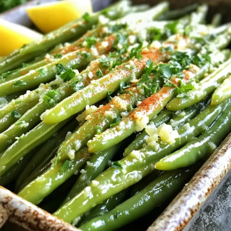 - 450 g frische grüne Bohnen - 60 g ungesalzene Butter - 4 Knoblauchzehen, fein gehackt - 1 Teelöffel Knoblauchpulver - 1 Teelöffel Zwiebelpulver - 1 Teelöffel Paprika - Salz und Pfeffer nach Geschmack - 2 Esslöffel frischer Zitronensaft - 60 g frisch geriebener Parmesan - Frische Petersilie, gehackt, zur Garnierung Die Hauptzutaten sind grüne Bohnen und Butter. Die Bohnen bringen Frische und Knackigkeit. Die ungesalzene Butter sorgt für einen reichen Geschmack. Knoblauch ist der Star in diesem Gericht. Frischer und pulverisierter Knoblauch geben der Butter eine tolle Note. Paprika und Zwiebelpulver fügen eine schöne Tiefe hinzu. Wenn Sie Parmesan hinzufügen, wird das Gericht noch cremiger. Petersilie bringt Farbe und Frische. Achten Sie darauf, die Bohnen gut zu waschen und die Enden abzuschneiden. Damit wird das Gericht noch besser. Diese Zutaten machen die Air Fryer Knoblauchbutter-Grünen Bohnen zu einem echten Genuss! Heize deinen Air Fryer auf 190°C vor. Das dauert etwa 5 Minuten. Nimm eine große Rührschüssel. Vermenge die geschmolzene Butter, die gehackten Knoblauchzehen, Knoblauchpulver, Zwiebelpulver und Paprika. Füge Salz und Pfeffer nach Geschmack hinzu. Rühre alles gut um, bis die Mischung gleichmäßig ist. So erhältst du eine tolle Knoblauchbutter. Gib die geputzten grünen Bohnen in die Schüssel. Wende sie in der Knoblauchbutter, bis sie gut bedeckt sind. Übertrage die Bohnen in den Air Fryer-Korb. Achte darauf, dass sie in einer gleichmäßigen Schicht liegen. Frittieren die Bohnen für 8 bis 10 Minuten. Schüttle den Korb zur Hälfte der Zeit. So werden die Bohnen zart und leicht knusprig. Nach dem Garen träufel frischen Zitronensaft über die Bohnen. Mische sie vorsichtig. Wenn du magst, streu frisch geriebenen Parmesan darüber. Nimm die Bohnen heraus und garniere sie mit gehackter Petersilie. Ein häufiger Fehler ist das Überfüllen des Air Fryers. Wenn Sie zu viele Bohnen auf einmal hineingeben, werden sie nicht gleichmäßig gar. Die heiße Luft kann nicht gut zirkulieren. So bleiben einige Bohnen weich, während andere hart bleiben. Achten Sie darauf, die Bohnen in einer gleichmäßigen Schicht zu verteilen. Wenn nötig, frittieren Sie in zwei Chargen für das beste Ergebnis. Die Garzeit kann je nach Dicke der Bohnen variieren. Dünne Bohnen brauchen weniger Zeit, etwa 6-8 Minuten. Dickere Bohnen benötigen vielleicht 10-12 Minuten. Überprüfen Sie die Bohnen während des Garens. Schütteln Sie den Korb während der Hälfte der Zeit für gleichmäßiges Garen. So werden sie zart und knusprig. Experimentieren Sie mit anderen Gewürzen oder Zutaten. Fügen Sie Chili-Flocken für einen scharfen Kick hinzu. Oder verwenden Sie frische Kräuter wie Thymian oder Basilikum. Diese Varianten bringen neue Aromen in das Gericht. Sie können auch Nüsse wie Mandeln oder Walnüsse für mehr Crunch hinzufügen. {{image_4}} Du kannst die grünen Bohnen leicht mit anderen Gemüsesorten kombinieren. Karotten sind eine tolle Wahl. Schneide sie in dünne Streifen. Mische sie mit den Bohnen in der Knoblauchbutter. Du kannst auch Zucchini verwenden. Schneide sie in Würfel und füge sie hinzu. Die Garzeit bleibt gleich. So bekommst du ein buntes Gemüsegericht. Für eine vegane Version kannst du pflanzliche Butter nutzen. Diese findet man in vielen Supermärkten. Statt Parmesan kannst du Hefeflocken nehmen. Sie geben einen schönen, würzigen Geschmack. So bleibt das Gericht köstlich und vegan. Du kannst die Bohnen auch im Backofen zubereiten. Heize den Ofen auf 200°C vor. Lege die Bohnen auf ein Blech mit Backpapier. Gieße die Knoblauchbutter darüber und röste sie 15-20 Minuten. Du kannst die Bohnen auch auf dem Grill zubereiten. Wickele sie in Alufolie und grille sie für 10-12 Minuten. So schmecken sie rauchig und lecker. Lagere die grünen Bohnen nach dem Kochen im Kühlschrank. Verwende einen luftdichten Behälter. So bleiben sie frisch und lecker. Lasse die Bohnen zuerst abkühlen. Das verhindert Kondensation im Behälter. Diese könnte die Bohnen matschig machen. Um die grünen Bohnen wieder warm zu machen, gibt es zwei einfache Methoden. Die erste ist die Mikrowelle. Lege die Bohnen in eine mikrowellengeeignete Schüssel. Bedecke sie mit einem feuchten Papiertuch. Erhitze sie für 1-2 Minuten. Prüfe nach einer Minute, ob sie warm genug sind. Die zweite Methode ist der Air Fryer. Stelle ihn auf 160°C. Lege die Bohnen in den Korb und erhitze sie für 3-5 Minuten. Schüttle den Korb einmal, damit sie gleichmäßig warm werden. So bleiben sie knusprig und schmackhaft. Im Kühlschrank halten sich die grünen Bohnen etwa 3 Tage. Achte darauf, sie schnell zu essen, um den besten Geschmack zu genießen. Wenn du sie länger aufbewahren möchtest, kannst du sie auch einfrieren. So bleiben die Bohnen bis zu 3 Monate frisch. Die optimalen Garzeiten für zarte und knusprige Bohnen liegen bei 8 bis 10 Minuten. Ich empfehle, den Korb zur Hälfte der Garzeit zu schütteln. So garen die Bohnen gleichmäßiger. Die richtige Zeit hängt auch von der Dicke der Bohnen ab. Dünnere Bohnen brauchen weniger Zeit, während dickere Bohnen etwas länger brauchen. Du kannst die Bohnen nach 8 Minuten prüfen. So stellst du sicher, dass sie perfekt sind. Ja, du kannst gefrorene grüne Bohnen verwenden. Achte darauf, sie vorher nicht aufzutauen. Das Auftauen kann die Textur beeinträchtigen. Stelle sicher, dass du die Temperatur etwas anpasst. Gefrorene Bohnen brauchen oft ein paar Minuten mehr Garzeit. Überprüfe nach 10 Minuten die Konsistenz und gar sie nach Bedarf länger. So bleiben sie lecker und knackig. Air Fryer Knoblauchbutter-Grüne Bohnen passen gut zu vielen Gerichten. Du kannst sie mit gegrilltem Hähnchen oder Fisch servieren. Auch zu Steak sind sie eine tolle Beilage. Für eine vegetarische Option kannst du sie mit Reis oder Quinoa kombinieren. Garniere sie mit frischer Petersilie für mehr Farbe und Geschmack. So wird dein Gericht noch schöner und schmackhafter. Grüne Bohnen sind einfach und lecker. In diesem Artikel habe ich dir gezeigt, wie du sie im Air Fryer zubereitest. Wir haben die Zutaten, die Zubereitung und nützliche Tipps behandelt. Du kannst das Rezept nach deinem Geschmack anpassen und variieren. Denke immer an die optimale Garzeit und Lagerung. So bleiben deine Bohnen frisch und schmackhaft. Mit diesen Tipps wirst du perfekte grüne Bohnen zubereiten. Viel Spaß beim Kochen und Experimentieren!