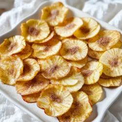 FĂŒr die perfekten Apfelchips benötigst du einige einfache Zutaten. Hier sind die Hauptbestandteile: - 2 groĂe Ăpfel (z.B. Granny Smith oder Fuji) - 1 Teelöffel Zitronensaft Diese Zutaten sind der SchlĂŒssel zu leckeren Apfelchips. Die Ăpfel bringen die SĂŒĂe mit, wĂ€hrend der Zitronensaft hilft, die Farben frisch zu halten. Die Zimt-Zucker-Mischung macht die Chips besonders lecker. Du brauchst dafĂŒr: - 2 Esslöffel Kristallzucker - 1 Teelöffel Zimtpulver - Eine Prise Salz Diese Mischung verleiht den Chips einen tollen Geschmack und ein bisschen Crunch. Die Wahl der Ăpfel ist wichtig. Granny Smith gibt eine schöne SĂ€ure. Fuji hat eine sĂŒĂe Note. Du kannst auch andere Sorten wie Honeycrisp oder Braeburn wĂ€hlen. Gute Ăpfel ergeben knusprige Chips mit viel Geschmack. Achte darauf, dass die Ăpfel frisch sind und keine Druckstellen haben. Sie sollten fest und knackig sein. Zuerst wasche die Ăpfel gut. Trockne sie mit einem sauberen Tuch. Verwende ein scharfes Messer oder eine Mandoline, um die Ăpfel in dĂŒnne Scheiben zu schneiden. Die Scheiben sollten etwa 3 mm dick sein. Achte darauf, die Kerne zu entfernen. Dickere Scheiben werden nicht knusprig. Um die Ăpfel frisch zu halten, mische 1 Teelöffel Zitronensaft mit einem Esslöffel Wasser. Tauche jede Apfelscheibe kurz in diese Mischung. So verhinderst du, dass die Scheiben braun werden. Schwenke die Scheiben in der SchĂŒssel und lasse die ĂŒberschĂŒssige FlĂŒssigkeit abtropfen. In einer kleinen SchĂŒssel vermische 2 Esslöffel Kristallzucker, 1 Teelöffel Zimtpulver und eine Prise Salz. RĂŒhre alles gut um, bis die Zutaten gleichmĂ€Ăig verteilt sind. Diese Mischung gibt den Chips ihren tollen Geschmack. Heize deine Luftfritteuse auf 150°C vor. Das dauert etwa 3-5 Minuten. Lege die Apfelscheiben in einer einzigen Schicht in den Korb. Achte darauf, dass sie sich nicht ĂŒberlappen. Frittiere die Ăpfel 15-20 Minuten lang. SchĂŒttle den Korb zur HĂ€lfte der Zeit, um eine gleichmĂ€Ăige Garung zu erreichen. Behalte die Chips im Auge. Sie sollten knusprig und leicht goldbraun sein. Lass die fertigen Chips auf einem Drahtgitter abkĂŒhlen. So werden sie noch knuspriger. Um die Chips knusprig zu machen, schneide die Ăpfel dĂŒnn. Die perfekte Dicke ist etwa 3 mm. DĂŒnne Scheiben trocknen besser. Die Luftfritteuse braucht Platz, also lege die Scheiben in einer einzigen Schicht. Ăberlappungen machen sie weich. Ein hĂ€ufiger Fehler ist, die Ăpfel nicht richtig vorzubereiten. Wasche sie gut und tupfe sie trocken. Das verhindert, dass die Chips matschig werden. Auch die Zimt-Zucker-Mischung sollte gleichmĂ€Ăig aufgetragen werden. Wenn du sie nicht gleichmĂ€Ăig verstreust, werden einige Chips nicht gut schmecken. Die ideale Temperatur ist 150°C. Frittiere die Chips fĂŒr 15 bis 20 Minuten. SchĂŒttle den Korb nach 10 Minuten, damit sie gleichmĂ€Ăig garen. Behalte die Chips im Auge. Sie sollten goldbraun sein, aber nicht verbrennen. Nach dem Frittieren lasse sie auf einem Drahtgitter abkĂŒhlen. So bleiben sie knusprig. {{image_4}} Du kannst mit verschiedenen GewĂŒrzen spielen, um deine Apfelchips zu verfeinern. Probiere eine Mischung aus Muskatnuss und Vanillezucker. Diese Kombination gibt deinen Chips einen warmen, sĂŒĂen Geschmack. Eine Prise Cayennepfeffer sorgt fĂŒr eine unerwartete SchĂ€rfe. Die Möglichkeiten sind endlos. Sei kreativ und finde deine Lieblingsmischung! Wenn du Ăpfel magst, probiere auch Birnen oder Pfirsiche. Diese FrĂŒchte sind sĂŒĂ und eignen sich gut fĂŒr die Luftfritteuse. Schneide sie in dĂŒnne Scheiben, genau wie die Ăpfel. Auch Bananen können in Chips verwandelt werden. Sie werden weich, aber sehr lecker. Experimentiere mit verschiedenen FrĂŒchten und entdecke neue GeschmĂ€cker. Die Chips sind köstlich allein, aber ein Dip kann sie noch besser machen. Probiere griechischen Joghurt mit Honig. Das gibt einen sĂŒĂen, cremigen Kontrast. Auch Mandelbutter passt gut dazu. Sie bietet eine nussige Note und ist gesund. Du kannst auch eine Mischung aus Quark und Zimt probieren. Diese Dips machen dein Snack-Erlebnis noch spannender! Um Ihre Apfelchips frisch zu halten, verwenden Sie einen luftdichten BehĂ€lter. Lassen Sie die Chips vollstĂ€ndig abkĂŒhlen, bevor Sie sie lagern. Wenn sie warm sind, können sie Feuchtigkeit sammeln und weich werden. Achten Sie darauf, dass der BehĂ€lter an einem kĂŒhlen, trockenen Ort steht. Die Haltbarkeit von Apfelchips hĂ€ngt von der Lagerung ab. Um die Frische zu verlĂ€ngern, fĂŒgen Sie ein kleines PĂ€ckchen Silica-Gel in den BehĂ€lter hinzu. Dieses PĂ€ckchen hilft, Feuchtigkeit zu absorbieren. Vermeiden Sie direkte Sonneneinstrahlung und WĂ€rmequellen, da dies die Chips schneller verderben kann. Wenn Ihre Apfelchips weich geworden sind, können Sie sie einfach wieder in die Luftfritteuse geben. Stellen Sie die Temperatur auf 150°C (300°F) ein und frittieren Sie sie fĂŒr etwa 5 Minuten. Dies macht sie wieder knusprig. Behalten Sie sie im Auge, um sicherzustellen, dass sie nicht verbrennen. Air Fryer Apfelchips sind etwa eine Woche haltbar. Lagern Sie sie in einem luftdichten BehĂ€lter. So bleiben sie knusprig und frisch. Wenn Sie die Chips kaufen, sollten Sie das Haltbarkeitsdatum im Blick haben. Sie können die Chips auch einfrieren. Dies verlĂ€ngert die Haltbarkeit auf mehrere Monate. Achten Sie darauf, die Chips gut zu verpacken, um Gefrierbrand zu vermeiden. Ja, Sie können gefrorene Ăpfel verwenden. Beachten Sie jedoch, dass gefrorene Ăpfel mehr Wasser enthalten. Dies kann die Knusprigkeit Ihrer Chips beeintrĂ€chtigen. Lassen Sie die gefrorenen Ăpfel vor der Verwendung auftauen. Schneiden Sie sie dann in dĂŒnne Scheiben. Achten Sie darauf, das ĂŒberschĂŒssige Wasser abzutrocknen. So erzielen Sie beim Frittieren ein besseres Ergebnis. Ja, Apfelchips im Airfryer sind eine gesunde Snack-Option. Sie enthalten weniger Fett als frittierte Snacks. Zudem sind sie reich an Ballaststoffen und Vitaminen. Die Zimt-Zucker-Mischung kann kalorienreich sein. Verwenden Sie daher weniger Zucker fĂŒr eine gesĂŒndere Variante. Apfelchips sind perfekt fĂŒr eine ausgewogene ErnĂ€hrung und eine gute Wahl fĂŒr Kinder und Erwachsene. HĂ€ufige Fragen zeigen, dass viele nach der besten Methode fĂŒr Apfelchips suchen. In diesem Post habe ich die Hauptzutaten, die Zubereitung und hilfreiche Tipps behandelt. Nutze die angegebenen Variationen, um deinen Geschmack zu treffen. Die Aufbewahrung ist einfach, wenn du die richtigen Schritte befolgst. Bereite knusprige Chips zu und genieĂe gesunde Snacks. Mit diesen Informationen machst du das perfekte Rezept fĂŒr Air Fryer Apfelchips. Du wirst sicher groĂen SpaĂ beim Ausprobieren haben!