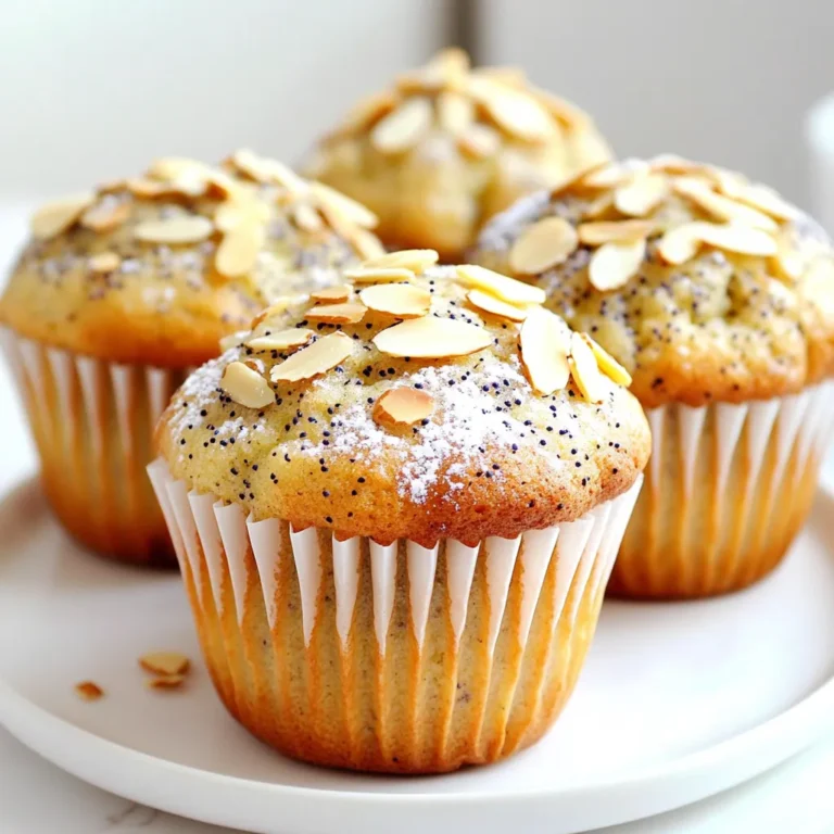 Für diese Mandel-Mohn-Muffins brauchst du folgende Hauptzutaten: - 1 ½ Tassen Weizenmehl - ½ Tasse Mandelmehl - ½ Tasse Zucker - 2 Teelöffel Backpulver - 1 Teelöffel Natron - ½ Teelöffel Salz - 2 Esslöffel Mohnsamen - 1 großes Ei - 1 Tasse Buttermilch (oder griechischer Joghurt, verdünnt mit Milch) - ¼ Tasse Pflanzenöl - 1 Teelöffel Mandel-Extrakt - ½ Teelöffel Vanille-Extrakt Diese Zutaten kombinieren sich perfekt. Das Weizenmehl gibt den Muffins Struktur. Mandelmehl sorgt für einen nussigen Geschmack. Zucker macht sie süß und lecker. Um den Muffins mehr Tiefe zu geben, füge die Mohnsamen hinzu. Sie bringen einen feinen Crunch und einen tollen Geschmack. Das Backpulver und das Natron helfen den Muffins, schön hoch zu gehen. Das Salz balanciert die Süße aus. Für die Garnierung kannst du geschnittene Mandeln verwenden. Sie geben den Muffins einen zusätzlichen Knusperfaktor. Puderzucker macht sie hübsch und süß. Das sieht besonders schön aus, wenn du die Muffins servierst. Mit diesen Zutaten und Extras bereitest du die besten Mandel-Mohn-Muffins zu. Sie sind einfach und machen Freude! Heize deinen Ofen auf 190°C vor. Das ist wichtig für das perfekte Backen. Lege ein Muffinblech mit Papierförmchen aus. Alternativ kannst du es mit Sprayspeiseöl einfetten. So bleibt der Teig nicht kleben. Nimm eine große Rührschüssel. Gib das Weizenmehl, Mandelmehl, Zucker, Backpulver, Natron, Salz und die Mohnsamen hinein. Mische alles gut. Dies sorgt für einen gleichmäßigen Geschmack in den Muffins. In einer anderen Schüssel schlägst du das Ei leicht. Danach gibst du die Buttermilch, das Pflanzenöl, den Mandel-Extrakt und den Vanille-Extrakt dazu. Vermische alles gut. Diese Mischung macht die Muffins saftig und lecker. Gieße die feuchten Zutaten in die Schüssel mit den trockenen Zutaten. Rühre vorsichtig, bis der Teig gerade so verbunden ist. Übermixe nicht, ein paar Klümpchen sind in Ordnung. Fülle die Muffinförmchen zu zwei Dritteln mit Teig. Streue nach Wunsch geschnittene Mandeln darauf. Backe die Muffins 18-20 Minuten lang. Prüfe mit einem Zahnstocher, ob sie fertig sind. Der Zahnstocher sollte sauber herauskommen. Lass die Muffins 5 Minuten im Blech abkühlen. Danach lege sie auf ein Kühlgitter, damit sie vollständig abkühlen. Vor dem Servieren kannst du sie mit Puderzucker bestäuben. Ein häufiger Fehler ist das Übermixen des Teigs. Wenn du zu lange rührst, werden die Muffins hart. Mische die Zutaten nur, bis sie gerade verbunden sind. Ein paar Klümpchen sind in Ordnung! Ein weiterer Fehler ist, die Muffins zu früh aus dem Ofen zu nehmen. Nutze einen Zahnstocher, um zu prüfen, ob sie fertig sind. Wenn der Zahnstocher sauber herauskommt, sind sie perfekt. Der Teig sollte dick, aber flüssig sein. Achte darauf, dass er nicht zu fest wird. Wenn du Buttermilch verwendest, kann der Teig etwas flüssiger sein. Dies sorgt für ein luftiges Ergebnis. Wenn du den Teig in die Förmchen gibst, fülle sie etwa zu zwei Dritteln. So haben die Muffins genug Platz, um aufzugehen. Die ideale Backzeit für Mandel-Mohn-Muffins liegt zwischen 18 und 20 Minuten. Überprüfe die Muffins nach 18 Minuten. Jeder Ofen ist anders. Stelle sicher, dass du die Muffins nicht zu lange backst, da sie sonst trocken werden. Nach dem Backen lasse sie fünf Minuten im Blech ruhen, bevor du sie auf ein Gitter legst. So bleiben sie saftig und weich. {{image_4}} Für eine gesündere Version der Mandel-Mohn-Muffins können Sie einige Zutaten austauschen. Verwenden Sie Vollkornmehl anstelle von Weizenmehl. Das gibt mehr Ballaststoffe. Sie können auch den Zucker reduzieren oder Honig als Süßungsmittel verwenden. Statt Pflanzenöl können Sie Apfelmus nehmen. Das macht die Muffins saftiger und kalorienärmer. Um die Muffins interessanter zu machen, fügen Sie Füllungen oder Aromen hinzu. Probieren Sie frische Beeren wie Himbeeren oder Heidelbeeren. Diese geben einen tollen Frischekick. Auch Schokoladenstückchen passen gut zu Mandel und Mohn. Wenn Sie etwas Exotisches wollen, mischen Sie etwas Kokosnuss oder Zimt in den Teig. Das verleiht den Muffins einen neuen Geschmack. Für glutenfreie Mandel-Mohn-Muffins kann man das Weizenmehl durch glutenfreies Mehl ersetzen. Eine Mischung aus Mandelmehl und Kokosmehl funktioniert gut. Achten Sie darauf, etwas mehr Flüssigkeit hinzuzufügen, da glutenfreies Mehl trockener ist. Das sorgt dafür, dass die Muffins schön fluffig bleiben. So können auch Menschen mit Glutenunverträglichkeit diese leckeren Muffins genießen. Lager die Mandel-Mohn-Muffins in einem luftdichten Behälter. So bleiben sie frisch. Du kannst sie bei Raumtemperatur aufbewahren. Sie bleiben bis zu drei Tage gut. Wenn du sie länger aufbewahren möchtest, lege sie in den Kühlschrank. Dort halten sie sich bis zu einer Woche. Um die Muffins einzufrieren, lasse sie zuerst vollständig abkühlen. Wickel sie dann in Frischhaltefolie ein. Lege sie in einen Gefrierbeutel oder einen luftdichten Behälter. Die Muffins bleiben bis zu drei Monate frisch. Zum Auftauen lege sie einfach bei Raumtemperatur für einige Stunden hin. Um die Muffins aufzuwärmen, nutze deinen Ofen oder die Mikrowelle. Im Ofen, bei 180°C, dauert es nur fünf bis zehn Minuten. In der Mikrowelle erhitze sie für 10 bis 15 Sekunden. So bleiben sie weich und lecker. Du kannst auch einen kleinen Spritzer Wasser hinzufügen, um die Feuchtigkeit zu erhalten. Mandel-Mohn-Muffins sind frisch am besten. Sie halten sich bei Raumtemperatur etwa 2 bis 3 Tage. Bewahren Sie sie in einem luftdichten Behälter auf. Im Kühlschrank bleiben sie 5 bis 7 Tage frisch. Wenn Sie die Muffins länger aufbewahren möchten, frieren Sie sie ein. So bleiben sie bis zu 3 Monate haltbar. Ja, Sie können die Muffins vegan zubereiten. Ersetzen Sie das Ei durch 1 Esslöffel Leinsamenmehl und 3 Esslöffel Wasser. Nutzen Sie pflanzliche Buttermilch aus Soja- oder Mandelmilch. Statt normalen Pflanzenöls können Sie Kokosöl verwenden. Diese Änderungen geben Ihnen einen köstlichen, veganen Muffin. Mandel-Mohn-Muffins passen gut zu vielen Getränken. Eine Tasse Kaffee ergänzt die Aromen perfekt. Auch ein milder Tee, wie Earl Grey oder Kamille, passt gut. Für eine süßere Option ist heiße Schokolade eine tolle Wahl. Genießen Sie die Muffins mit Ihrem Lieblingsgetränk! Wenn Sie die Muffins süßer mögen, erhöhen Sie den Zucker. Verwenden Sie statt ½ Tasse Zucker einfach ¾ Tasse. Sie können auch Honig oder Ahornsirup hinzufügen. Diese natürlichen Süßstoffe geben den Muffins einen tollen Geschmack. Eine zusätzliche Prise Zimt kann auch eine süßere Note bringen. Mandel-Mohn-Muffins sind einfach und lecker. Wir haben die besten Zutaten und Tipps geteilt. Du weißt jetzt, wie du die Muffins vorbereitest und Fehler vermeidest. Denk an Optionen wie gesunde Zutaten oder glutenfreie Varianten. Die richtige Lagerung hält die Muffins frisch. Mit diesen Infos bist du bereit, selber zu backen und deine Freunde zu beeindrucken. Probiere es aus und genieße deinen Erfolg!