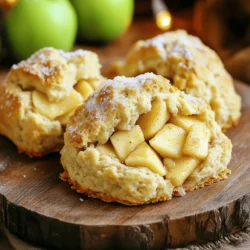 Die Zutaten für Apfel-Zimt-Scones sind einfach und frisch. Hier ist die Liste: - 2 Tassen Weizenmehl - 1/3 Tasse Kristallzucker - 1 Esslöffel Backpulver - 1/2 Teelöffel Salz - 1 Teelöffel gemahlener Zimt - 1/4 Tasse kalte, ungesalzene Butter, gewürfelt - 1 großer Apfel, geschält und gewürfelt (empfohlen: Granny Smith oder Honeycrisp) - 1/2 Tasse Buttermilch - 1 großes Ei - 1 Teelöffel Vanilleextrakt - 1/4 Tasse gehackte Walnüsse oder Pekannüsse (optional) - Extra Zucker zum Bestreuen Die Wahl des richtigen Apfels macht einen großen Unterschied. Granny Smith und Honeycrisp sind am besten. Granny Smith bringt eine frische Säure. Honeycrisp hat eine süße Note und bleibt knackig. Diese Äpfel geben den Scones den besten Geschmack und die beste Textur. Achten Sie darauf, frische Äpfel zu wählen, um das Beste aus Ihrem Rezept herauszuholen. Die Butter muss kalt und ungesalzen sein. Kalte Butter sorgt für einen flauschigen Scone. Wenn die Butter zu warm ist, wird der Teig hart. Schneiden Sie die Butter in kleine Würfel, bevor Sie sie in die Mehlmischung geben. Arbeiten Sie schnell, damit die Butter kalt bleibt. So bekommen Sie die perfekte Konsistenz, die Ihre Scones luftig und leicht macht. Heize den Ofen auf 200°C vor. Lege ein Backblech mit Backpapier aus. Dies hilft, die Scones nicht kleben zu lassen. Du brauchst Platz, um alles vorzubereiten. Bereite eine große Schüssel für die trockenen Zutaten vor. So kannst du alles einfach vermengen. In der Schüssel, mische das Weizenmehl, den Zucker, das Backpulver, das Salz und den Zimt. Rühre gut um, damit sich alles gleichmäßig verteilt. Füge dann die kalte Butter hinzu. Verwende deine Finger oder einen Teigmischer, um die Butter einzuarbeiten. Es sollte wie grobe Brösel aussehen. Jetzt kommen die gewürfelten Äpfel dazu. Mische sie sanft unter den Teig. In einer anderen Schüssel vermische die Buttermilch, das Ei und den Vanilleextrakt. Rühre, bis die Mischung glatt ist. Gieße diese Mischung in die Schüssel mit den trockenen Zutaten. Rühre nur so lange, bis alles verbunden ist. Übermixen kann die Scones hart machen. Kippe den Teig auf eine leicht bemehlte Fläche und forme ihn sanft. Knete ihn nur so lange, bis er zusammenkommt. Forme den Teig zu einem Kreis mit etwa 2,5 cm Dicke. Schneide ihn in 8 Keile. Lege die Keile auf das Backblech. Bestreue sie mit etwas Zucker. Das gibt einen schönen, süßen Biss. Backe die Scones 15 bis 18 Minuten. Sie sind fertig, wenn sie leicht goldbraun sind. Lass sie kurz abkühlen, bevor du sie servierst. Beim Backen von Scones gibt es einige häufige Fehler. Ein wichtiger Fehler ist das Übermischen des Teigs. Wenn du zu viel rührst, werden die Scones hart. Rühre nur, bis alles gerade verbunden ist. Ein weiterer Fehler ist die falsche Ofentemperatur. Stelle sicher, dass der Ofen auf 200°C vorgeheizt ist. So werden die Scones schön goldbraun. Vergiss nicht, die Butter kalt zu verwenden. Warme Butter kann den Teig ebenfalls hart machen. Es gibt viele Wege, um Scones zu variieren. Du kannst verschiedene Früchte verwenden, wie Birnen oder Heidelbeeren. Auch Nüsse bringen einen tollen Crunch. Probiere Zimt oder Muskatnuss für einen anderen Geschmack. Schokoladenstückchen sind auch eine gute Idee. Du kannst sogar einen Hauch von Honig für Süße hinzufügen. Sei kreativ und finde deine Lieblingskombination! Um die Scones frisch zu halten, lagere sie in einem luftdichten Behälter. Sie halten sich so etwa drei Tage. Für längere Lagerung kannst du sie einfrieren. Wickele die Scones gut in Frischhaltefolie ein und lege sie in einen Gefrierbeutel. So bleiben sie bis zu drei Monate frisch. Zum Servieren lass sie einfach bei Raumtemperatur auftauen. {{image_4}} Du kannst die Äpfel in diesem Rezept leicht durch andere Früchte ersetzen. Birnen sind eine tolle Wahl. Sie haben eine ähnliche Textur und süßen Geschmack. Auch Beeren wie Himbeeren oder Heidelbeeren passen gut. Sie bringen eine frische Note in die Scones. Wenn du Zitrusfrüchte magst, probiere Orangen- oder Zitronenzesten. Diese geben den Scones einen spritzigen Kick. Wenn du glutenfrei backen möchtest, gibt es viele Optionen. Ersetze das Weizenmehl durch eine glutenfreie Mehlmischung. Achte darauf, dass die Mischung Xanthan oder Guarkernmehl enthält. Diese Zutaten helfen, die Struktur der Scones zu bewahren. Du kannst auch Mandelmehl oder Kokosmehl verwenden. Diese Mehle geben den Scones einen nussigen Geschmack. Zimt ist klassisch, aber du kannst kreativ werden. Probiere Muskatnuss oder Ingwer für mehr Tiefe. Diese Gewürze ergänzen die Süße der Äpfel perfekt. Auch eine Prise Nelken kann einen warmen, würzigen Geschmack hinzufügen. Wenn du es etwas schärfer magst, füge eine kleine Menge Cayennepfeffer hinzu. Das sorgt für einen aufregenden Twist! Scones schmecken am besten mit einer Tasse Tee oder Kaffee. Der warme Duft von Zimt passt gut zu beiden Getränken. Sie können auch Marmelade oder Honig auf die Scones geben. Ein Klecks Sahne gibt den Scones eine besondere Note. Frisches Obst wie Erdbeeren oder Himbeeren ergänzt den Geschmack. Servieren Sie die Scones warm. Eine einfache Glasur aus Puderzucker und Milch sieht toll aus. Bestreuen Sie die Scones mit etwas Zimt für das Auge. Richten Sie die Scones auf einem schönen Teller an. Fügen Sie einige geschnittene Äpfel als Dekoration hinzu. So machen Sie das Bild noch schöner und einladender. Für besondere Anlässe können Sie die Scones auf einer mehrstöckigen Torte präsentieren. Fügen Sie kleine Schalen mit Marmelade und Sahne hinzu. Dies gibt Ihren Gästen Auswahl und Freude. Bei Feiern können Sie die Scones auch in verschiedenen Geschmacksrichtungen anbieten. Machen Sie einen kleinen Brunch und servieren Sie Scones mit verschiedenen Belägen. Apfel-Zimt-Scones bleiben frisch für etwa 2 bis 3 Tage. Bewahre sie in einem luftdichten Behälter auf. So bleibt ihre Textur weich und lecker. Wenn du sie länger aufbewahren möchtest, lagere sie im Kühlschrank. Die Kälte kann ihre Haltbarkeit um einige Tage verlängern. Sie schmecken am besten frisch gebacken, aber es ist auch gut, sie für später zu sichern. Ja, du kannst die Scones einfrieren. Lass sie zuerst abkühlen, bevor du sie in einen Gefrierbeutel legst. So bleiben sie frisch. Wenn du einen Scone essen möchtest, nimm einfach einen heraus. Lass ihn bei Raumtemperatur auftauen oder wärme ihn im Ofen auf. So wird er wieder schön knusprig. Um die Scones saftiger zu machen, kannst du mehr Äpfel hinzufügen. Ein zusätzlicher Apfel bringt mehr Feuchtigkeit. Du kannst auch etwas mehr Buttermilch verwenden. Achte darauf, den Teig nicht zu lange zu mischen. So bleibt die Textur leicht und fluffig. Eine Prise Apfelmus kann auch helfen, die Scones noch saftiger zu machen. Diese Anleitung zeigt Ihnen, wie man köstliche Apfel-Zimt-Scones macht. Wir haben die besten Zutaten besprochen, besonders die Auswahl der Äpfel und die Konsistenz der Butter. Die Schritt-für-Schritt-Anleitung hilft Ihnen beim perfekten Teig und dem Backen der Scones. Zudem gaben wir Tipps, um häufige Fehler zu vermeiden und Variationen auszuprobieren. Denken Sie daran, Scones gut zu lagern und kreativ beim Servieren zu sein. Ihre Scones werden einfach himmlisch! Genießen Sie jedes Stück und lassen Sie Ihrer Kreativität freien Lauf!