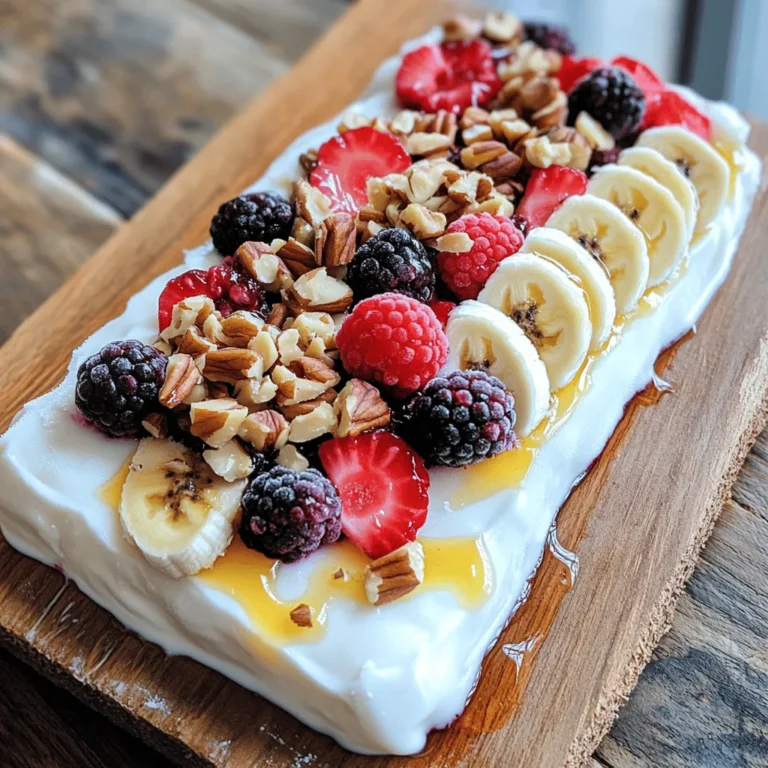 - 500 g griechischer Joghurt (natur, fettarm oder fettfrei) - 125 g gemischte Beeren (Erdbeeren, Heidelbeeren, Himbeeren) - 1 kleine Banane, in Scheiben geschnitten Griechischer Joghurt gibt diesem Snack seine cremige Basis. Er ist reich an Protein und macht dich schnell satt. Die gemischten Beeren bringen frische, süße Aromen und viele Vitamine. Die Banane sorgt für eine zusätzliche Süße und eine weiche Textur. - 1 Esslöffel Honig oder Ahornsirup (optional für zusätzliche Süße) - 30 g gehackte Nüsse (Mandeln, Walnüsse oder Pistazien) Honig oder Ahornsirup fügt eine angenehme Süße hinzu, wenn du es magst. Die gehackten Nüsse geben einen tollen Crunch und gesunde Fette. Du kannst auch verschiedene Nüsse ausprobieren, um deinen eigenen Geschmack zu finden. - 1 Esslöffel Chiasamen - Eine Prise Salz Chiasamen sind eine tolle Ergänzung. Sie sind gesund und geben eine interessante Textur. Eine Prise Salz verstärkt die Aromen der Zutaten. Es ist wichtig, mit diesen Zutaten zu experimentieren, um den perfekten Snack für deinen Geschmack zu kreieren. - Legen Sie ein Backblech mit Backpapier aus. Dies macht das Entfernen der Bark einfach. Achten Sie darauf, dass das Papier gut sitzt. - Nehmen Sie eine große Schüssel und geben Sie 500 g griechischen Joghurt hinein. Fügen Sie 1 Esslöffel Honig hinzu, wenn Sie es süßer mögen. Rühren Sie alles gut um, bis die Mischung glatt ist. Eine Prise Salz macht den Geschmack noch besser. - Verteilen Sie die Joghurtmischung gleichmäßig auf dem Backblech. Formen Sie ein Rechteck, das etwa 1,25 cm dick ist. - Nehmen Sie 125 g gemischte Beeren und 1 kleine Banane, die in Scheiben geschnitten ist. Verteilen Sie diese gleichmäßig über der Joghurt-Schicht. Drücken Sie die Früchte sanft in den Joghurt, damit sie gut haften. - Bestreuen Sie die Oberfläche mit 30 g gehackten Nüssen und optional 1 Esslöffel Chiasamen. Dies gibt einen tollen Crunch. - Stellen Sie das Backblech ins Gefrierfach und lassen Sie es 2-3 Stunden gefrieren, bis die Bark fest ist. - Nehmen Sie die Bark nach dem Gefrieren heraus und heben Sie sie vorsichtig vom Backpapier. Schneiden oder brechen Sie sie in Stücke nach Wunsch. - Verwendung anderer Früchte: Du kannst die gemischten Beeren leicht ersetzen. Probiere Mango, Kiwi oder Pfirsiche. Diese Früchte bringen neue Aromen in die Joghurt-Bark. - Alternative Süßungsmittel: Anstelle von Honig kannst du auch Agavendicksaft oder Stevia nutzen. Diese Süßstoffe haben weniger Kalorien. - Tipps zum richtigen Gefrieren: Stelle sicher, dass der Joghurt gleichmäßig verteilt ist. Wenn die Schicht zu dick ist, gefriert die Bark nicht gut. Lass die Bark mindestens drei Stunden im Gefrierfach. Überprüfe nach zwei Stunden die Festigkeit. - Präsentationstipps für besondere Anlässe: Lege die Joghurt-Bark auf eine schöne Servierplatte. Du kannst sie mit frischen Beeren und einem Schuss Honig garnieren. So sieht die Bark einladend aus und schmeckt noch besser. {{image_4}} - Kalorien pro Portion: Jede Portion hat etwa 150 Kalorien. - Protein, Fett und Kohlenhydrate: Diese Mischung hat ca. 10 g Protein, 5 g Fett und 20 g Kohlenhydrate. - Vorteile von griechischem Joghurt: Griechischer Joghurt ist reich an Protein. Er hilft beim Muskelaufbau und sättigt gut. Zudem enthält er Probiotika, die die Verdauung unterstützen. - Nährstoffe in Beeren und Nüssen: Beeren sind voll mit Vitaminen und Antioxidantien. Sie stärken das Immunsystem. Nüsse bringen gesunde Fette und Mineralstoffe. Diese Kombination fördert die Herzgesundheit und gibt dir Energie. Um die Griechischer Joghurt Berry Bark frisch zu halten, lege sie in einen luftdichten Behälter. Dies schützt sie vor Frostbrand und Gerüchen. Du kannst auch ein Stück Backpapier zwischen die Schichten legen. So bleiben die Stücke getrennt und leicht zu entnehmen. Stelle den Behälter ins Gefrierfach. So bleibt die Bark lange haltbar. Die Joghurt-Bark bleibt bis zu zwei Monate frisch im Gefrierfach. Nach dieser Zeit kann sich die Textur verändern. Der Geschmack bleibt jedoch oft gut. Achte darauf, die Bark nicht zu lange aufzubewahren. So genießt du den besten Geschmack und die beste Textur. Um die Joghurt-Bark aufzutauen, nimm sie aus dem Gefrierfach. Lege die Stücke auf einen Teller. Lass sie bei Raumtemperatur für etwa 10 bis 15 Minuten stehen. So werden sie weich und bleiben lecker. Du kannst sie auch in der Mikrowelle für ein paar Sekunden auftauen, aber achte darauf, sie nicht zu erhitzen. Die Joghurt-Bark braucht etwa 2-3 Stunden im Gefrierfach, um fest zu werden. Ich empfehle, die Bark mindestens 3 Stunden gefrieren zu lassen. So erhältst du die beste Textur. Wenn du es eilig hast, prüfe nach 2 Stunden, ob sie bereit ist. Sie sollte fest anfühlen. Ja, du kannst die Joghurt-Bark anpassen! Du kannst verschiedene Früchte verwenden, wie Mango oder Kiwi. Auch andere Nüsse sind möglich, wie Haselnüsse oder Cashews. Wenn du keinen Honig magst, probiere Agavendicksaft. So bleibt die Bark lecker und frisch. Diese Rezeptur ist nicht ganz keto-freundlich. Sie enthält Früchte, die Zucker haben. Der griechische Joghurt hat etwas Zucker, aber auch viel Protein. Du kannst die Beeren reduzieren oder eine andere Süßungsmethode wählen. Achte auf die Gesamtmenge an Kohlenhydraten, um die Diät zu unterstützen. Die Joghurt-Bark ist einfach und lecker. Wir haben die Hauptzutaten, wie griechischen Joghurt und frische Beeren, besprochen. Mit Honig oder Nüssen kannst du sie individuell gestalten. Das richtige Gefrieren macht die Textur perfekt. Du kannst deine Bark auch mit anderen Früchten anpassen. Achte auf die Lagerung, damit sie frisch bleibt. Diese Snacks bieten viele Nährstoffe und sind gesund. Probiere es aus, es ist schnell und macht Spaß!