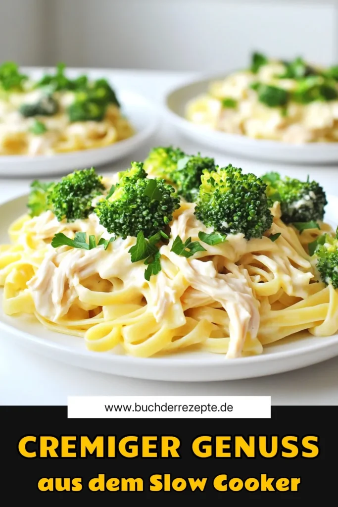 Entdecken Sie den cremigen Hühnchen Alfredo Genuss, der mit einfachen Zutaten und einem Slow Cooker zubereitet wird! Dieses herzhaft-köstliche Rezept kombiniert zartes Hähnchen, cremige Sauce und Fettuccine für ein unwiderstehliches Abendessen. Perfekt für geschäftige Tage! Klicken Sie für das vollständige Rezept und verwandeln Sie Ihre Mahlzeiten in ein Festmahl! #HühnchenAlfredo #SlowCookerRezepte #PastaLiebhaber #Kochrezepte