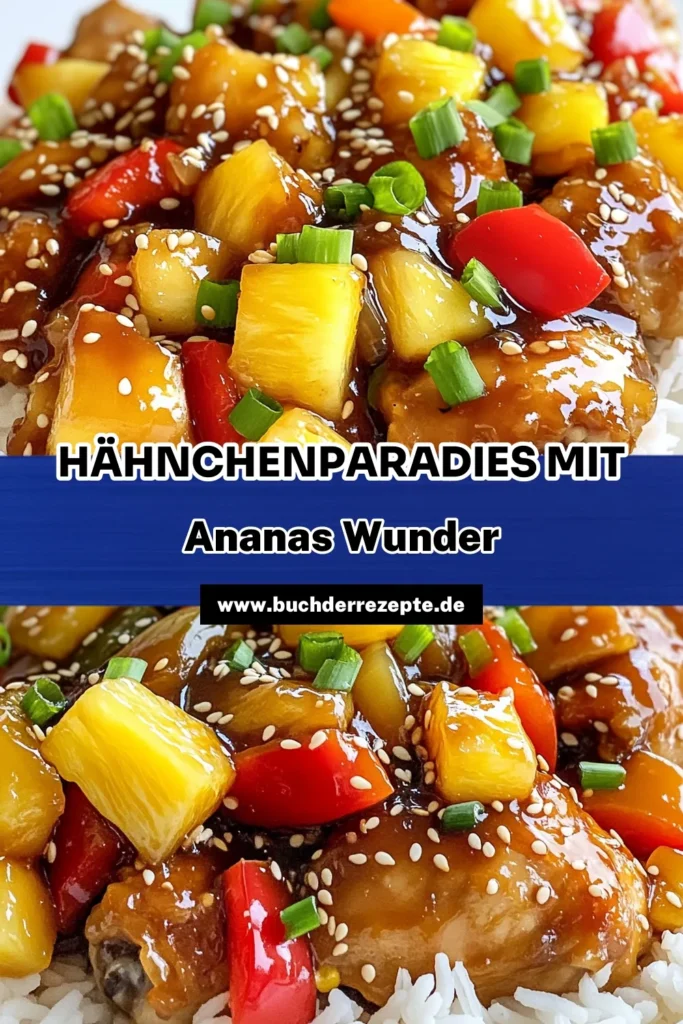 Erleben Sie den Geschmack des Paradieses mit unserem köstlichen Ananas-Hähnchen-Rezept! Saftige Hähnchenschenkel, frische Ananas und knackiges Gemüse vereinen sich in dieser exotischen Pfanne. Perfekt für ein schnelles Abendessen und dazu serviert mit Reis, wird ihr Gaumen verwöhnt. Klicken Sie durch, um das vollständige Rezept und Tipps zur Zubereitung zu entdecken. #AnanasHähnchen #schnelleRezepte #KochenMitHähnchen #exotischeGerichte