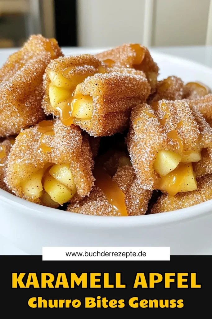 Entdecke die köstlichen Karamell-Apfel-Churro-Bites, die perfekt für jede Gelegenheit sind! Diese einfachen und leckeren Snacks kombinieren das Beste aus Churros und Apfelgeschmack, ideal zum Teilen oder für eine süße Belohnung. Mit einer knusprigen Außenseite und einer herzhaften Karamellsauce zum Dippen sind sie ein Muss in deiner Rezeptesammlung. Klicke jetzt, um die vollständige Anleitung zu sehen und genieße dieses süße Vergnügen! #KaramellApfel #ChurroBites #SüßeRezepte #DessertIdeen