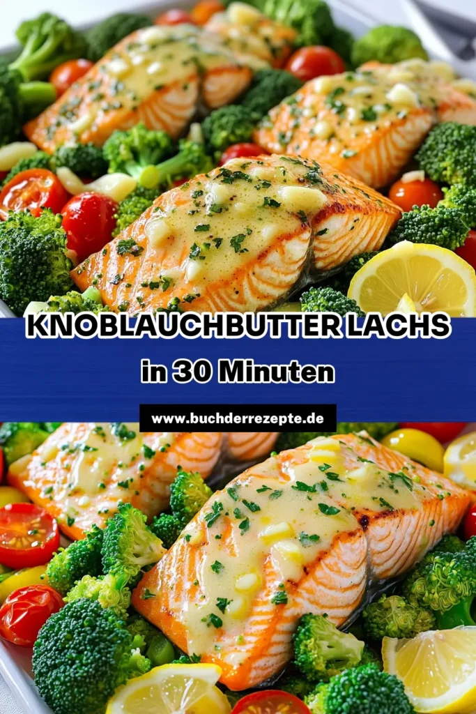Entdecken Sie das Rezept für köstlichen Knoblauchbutter-Lachs mit Gemüse vom Blech! Dieser einfache und gesunde Genuss ist perfekt für ein schnelles Abendessen. Genießen Sie die zarten Lachsfilets, umgeben von buntem Gemüse und einer aromatischen Knoblauchbuttersauce. Klicken Sie jetzt, um die vollständige Anleitung zu sehen und Ihre Küche zum Strahlen zu bringen! #KnoblauchbutterLachs #SchnelleRezepte #GesundeErnährung #Lachsgerichte
