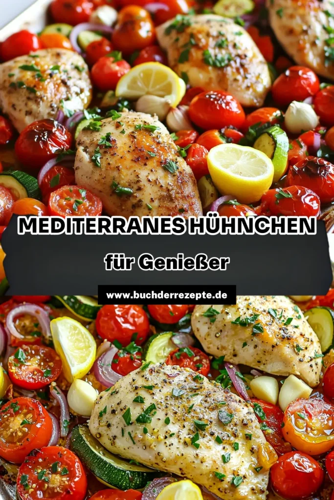 Entdecken Sie die mediterrane Glückseligkeit mit unserem köstlichen Blechpfanne Hühnchen & Gemüse Rezept! Mit zarten Hähnchenbrustfilets, buntem Gemüse und einer perfekten Gewürzmischung ist dieses Gericht einfach zuzubereiten und perfekt für ein schnelles Abendessen. Erleben Sie die Aromen des Mittelmeers in nur 40 Minuten. Klicken Sie hier, um das vollständige Rezept zu erkunden und Ihre Familie zu begeistern! #MediterraneKüche #Hühnchenrezepte #GesundeErnährung #EinfachKochen