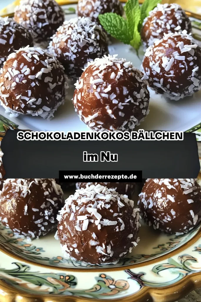 Entdecke die köstlichen Keine Backen Schokoladen-Kokos-Bällchen, die perfekt für einen schnellen Snack sind! Mit einfachen Zutaten wie Haferflocken, Kokosnuss und Mandelbutter zauberst du in nur 15 Minuten eine süße Leckerei. Diese Bällchen sind nicht nur lecker, sondern auch einfach zuzubereiten und ideal für jede Gelegenheit. Klicke jetzt, um das volle Rezept zu entdecken und deine Gäste zu begeistern! #Kokosnuss #SüßeSnacks #GesundeRezepte #Schokolade