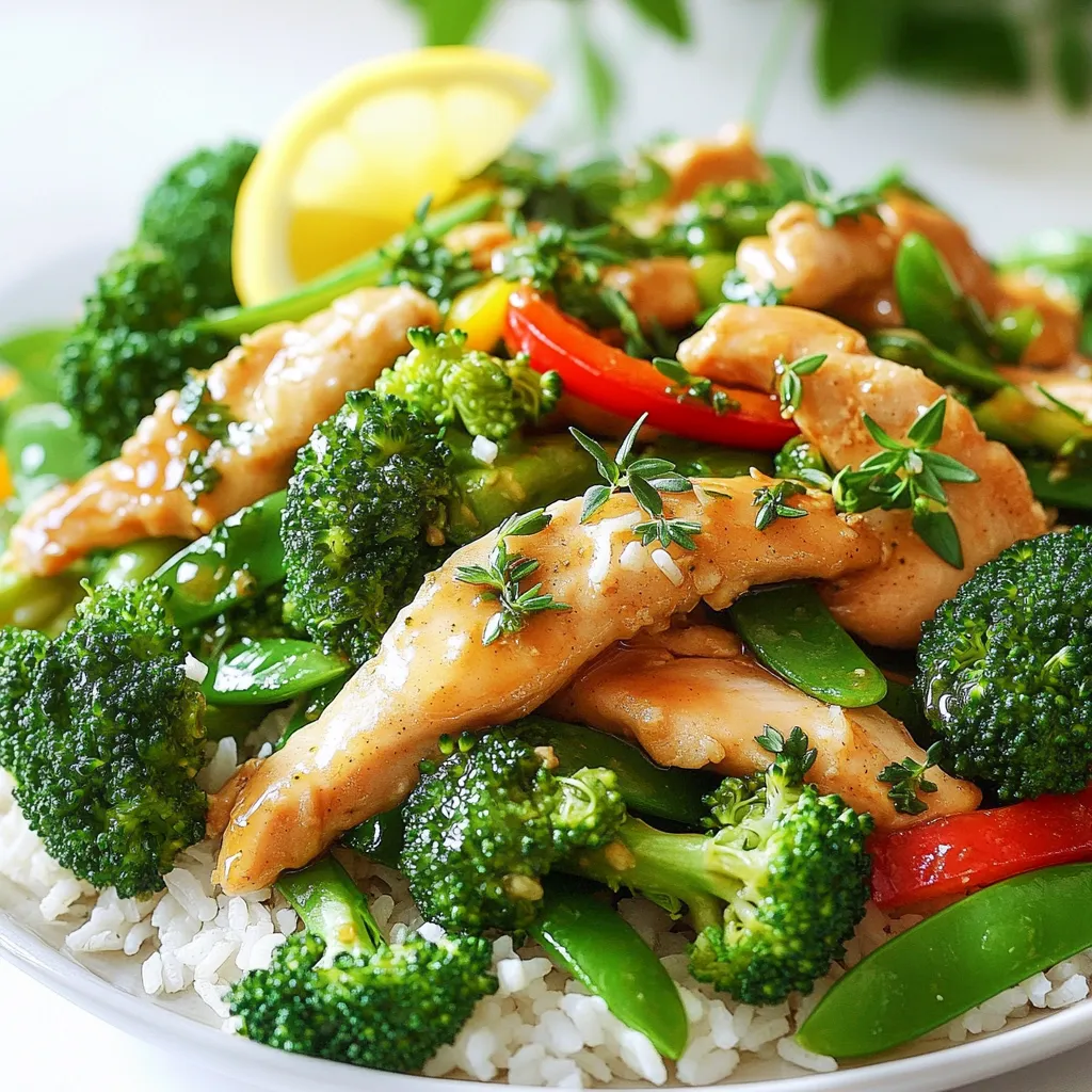 Für das Knoblauch-Kräuter-Hühnchen brauchst du einige wichtige Zutaten, die den Geschmack ausmachen. Hier ist die Liste: - 450 g Hähnchenbrustfilets, in dünne Streifen geschnitten - 2 Tassen Brokkoliröschen - 1 rote Paprika, in Streifen geschnitten - 1 Tasse Zuckerschoten - 4 Knoblauchzehen, fein gehackt Diese Zutaten geben dem Gericht eine tolle Basis. Das Hähnchen liefert viel Protein, während das Gemüse für Vitamine sorgt. Frisches Gemüse bringt Farbe und Knusprigkeit auf den Teller. Du kannst Brokkoli, rote Paprika und Zuckerschoten verwenden. Diese Mischung schmeckt nicht nur gut, sie sieht auch toll aus. Zusätzlich sind frische Kräuter wichtig. Ich empfehle: - 2 Esslöffel frische Petersilie, gehackt - 1 Esslöffel frischer Thymian, gehackt Diese Kräuter sorgen für ein frisches Aroma und heben den Geschmack des Gerichts. Die richtigen Gewürze machen das Gericht besonders. Du brauchst: - 2 Esslöffel Sojasauce - 1 Esslöffel Austernsauce (optional) - 1 Esslöffel Speisestärke - 1 Esslöffel Olivenöl - Salz und Pfeffer nach Geschmack Das Olivenöl hilft, das Hähnchen schön anzubraten. Die Sojasauce bringt eine salzige Note. Die Speisestärke sorgt dafür, dass das Gericht eine tolle Textur hat. Zuerst nehmen Sie die Hähnchenbrustfilets. Schneiden Sie sie in dünne Streifen. In einer Schüssel mischen Sie die Hähnchenstreifen mit Speisestärke, Salz und Pfeffer. Achten Sie darauf, dass jedes Stück gleichmäßig bedeckt ist. Dies hilft, das Hähnchen knusprig zu machen. Erhitzen Sie 2 Esslöffel Olivenöl in einer großen Pfanne oder einem Wok. Warten Sie, bis das Öl heiß ist. Fügen Sie die Hähnchenstücke in einer einzigen Schicht hinzu. Braten Sie das Hähnchen etwa 4-5 Minuten lang. Es sollte goldbraun und durchgegart sein. Nehmen Sie das Hähnchen dann aus der Pfanne und legen Sie es beiseite. In derselben Pfanne geben Sie 4 fein gehackte Knoblauchzehen hinzu. Braten Sie den Knoblauch für 30 Sekunden an, bis er duftet. Dann fügen Sie 2 Tassen Brokkoliröschen, 1 rote Paprika in Streifen und 1 Tasse Zuckerschoten hinzu. Braten Sie das Gemüse für 3-4 Minuten. Es sollte leuchtend und zart-knackig sein. Geben Sie das Hähnchen zurück in die Pfanne. Gießen Sie 2 Esslöffel Sojasauce und optional 1 Esslöffel Austernsauce dazu. Rühren Sie alles gut um. Streuen Sie 2 Esslöffel frische Petersilie und 1 Esslöffel frischen Thymian darüber. Rühren Sie alles eine weitere Minute, bis es gut heiß ist. Servieren Sie das Gericht über gekochtem Jasminreis oder Quinoa. Um das Hähnchen perfekt anzubraten, ist die Hitze wichtig. Erhitze das Olivenöl in der Pfanne, bis es heiß ist. Lege die Hähnchenstreifen in einer einzigen Schicht hinein. So brät das Fleisch gleichmäßig und wird goldbraun. Wenn du die Stücke überfüllst, garen sie nicht richtig. Lass sie also genug Platz. Brate sie 4-5 Minuten. Wende sie dann, wenn sie schön braun sind. Für eine bunte Mischung wähle frisches Gemüse. Brokkoli, Zuckerschoten und rote Paprika sind großartig. Du kannst auch Möhren, Zucchini oder Paprika hinzufügen. Achte darauf, dass das Gemüse knackig bleibt. Schneide alles in gleich große Stücke, damit sie gleichmäßig garen. Frisches Gemüse macht das Gericht gesünder und bunter. Nutze frische Kräuter wie Petersilie und Thymian, um das Gericht zu verfeinern. Sojasauce und Austernsauce geben einen tollen Umami-Geschmack. Du kannst die Sojasauce auch durch Tamari ersetzen, um es glutenfrei zu machen. Probiere, die Würze nach dem Kochen anzupassen. Füge mehr Salz oder Pfeffer hinzu, wenn du es würziger magst. Ein Spritzer Zitrone bringt Frische ins Gericht. {{image_4}} Wenn du eine vegane Option möchtest, ersetze das Hähnchen durch Tofu. Nimm 450 g festen Tofu. Schneide ihn in Würfel. Mariniere den Tofu mit der Speisestärke, Salz und Pfeffer. Brate die Tofuwürfel goldbraun in Olivenöl an. Verwende die gleichen Schritte wie im Rezept, um das Gemüse und die Saucen hinzuzufügen. Der Geschmack bleibt köstlich! Um die Pfanne glutenfrei zu machen, nutze glutenfreie Sojasauce. Das ist einfach und schmeckt toll. Achte darauf, dass auch die Austernsauce glutenfrei ist, wenn du sie verwendest. Die anderen Zutaten sind bereits glutenfrei. So bleibt dein Gericht lecker und sicher für alle. Du kannst das Gericht mit zusätzlichen Zutaten aufpeppen. Probiere Ingwer für einen scharfen Kick. Füge etwas Karotten für die Farbe hinzu. Auch Wasserkastanien bringen einen tollen Crunch. Für eine cremige Note, füge Kokosmilch hinzu. Experimentiere mit verschiedenen Kräutern wie Basilikum oder Koriander. So wird dein Knoblauch-Kräuter-Hühnchen noch leckerer! Bewahre das Knoblauch-Kräuter-Hühnchen in einem luftdichten Behälter auf. Es bleibt frisch für 3 bis 4 Tage. Achte darauf, das Gericht abzukühlen, bevor du es in den Kühlschrank stellst. Dies verhindert, dass es dampfig wird. Du kannst auch kleine Portionen abfüllen. So hast du immer eine schnelle Mahlzeit bereit. Um das Gericht einzufrieren, lasse es zuerst abkühlen. Fülle es dann in einen gefrierfesten Behälter oder einen Gefrierbeutel. Entferne so viel Luft wie möglich. Das Hühnchen hält sich bis zu 3 Monate im Gefrierschrank. Wenn du es essen möchtest, lasse es über Nacht im Kühlschrank auftauen. So bleibt der Geschmack erhalten. Erhitze die Portionen in einer Pfanne bei mittlerer Hitze. Füge bei Bedarf einen Spritzer Wasser oder Brühe hinzu. Dies hilft, das Gericht saftig zu halten. Alternativ kannst du die Mikrowelle verwenden. Erwärme es in 1-2 Minuten, bis es heiß ist. Rühre zwischendurch um, um eine gleichmäßige Erwärmung zu gewährleisten. Die Zubereitung des Knoblauch-Kräuter-Hühnchens dauert ungefähr 15 Minuten. Die gesamte Kochzeit beträgt etwa 30 Minuten. So hast du in kurzer Zeit ein leckeres Gericht. Ja, gefrorenes Gemüse ist eine gute Wahl. Es spart Zeit und ist oft bereits gewaschen und geschnitten. Achte darauf, das Gemüse vorher nicht zu lange zu kochen, damit es knackig bleibt. Du kannst Jasminreis oder Quinoa als Beilage servieren. Beide passen perfekt zum Hühnchen. Auch ein frischer Salat oder gedämpftes Gemüse sind tolle Optionen. Sie bringen Farben und Frische auf den Teller. Wir haben heute die Hauptzutaten für das Knoblauch-Kräuter-Hühnchen erkundet. Schritt für Schritt habe ich erklärt, wie Sie das Hähnchen zubereiten. Tipps und Tricks helfen Ihnen, das Gericht perfekt hinzubekommen. Es gibt auch Variationen für Veganer und für glutenfreie Essgewohnheiten. Zudem wissen Sie nun, wie Sie das Gericht aufbewahren und wieder aufwärmen. Kochen macht Spaß, und mit diesen Anleitungen wird Ihr Essen lecker und abwechslungsreich! Probieren Sie es aus!