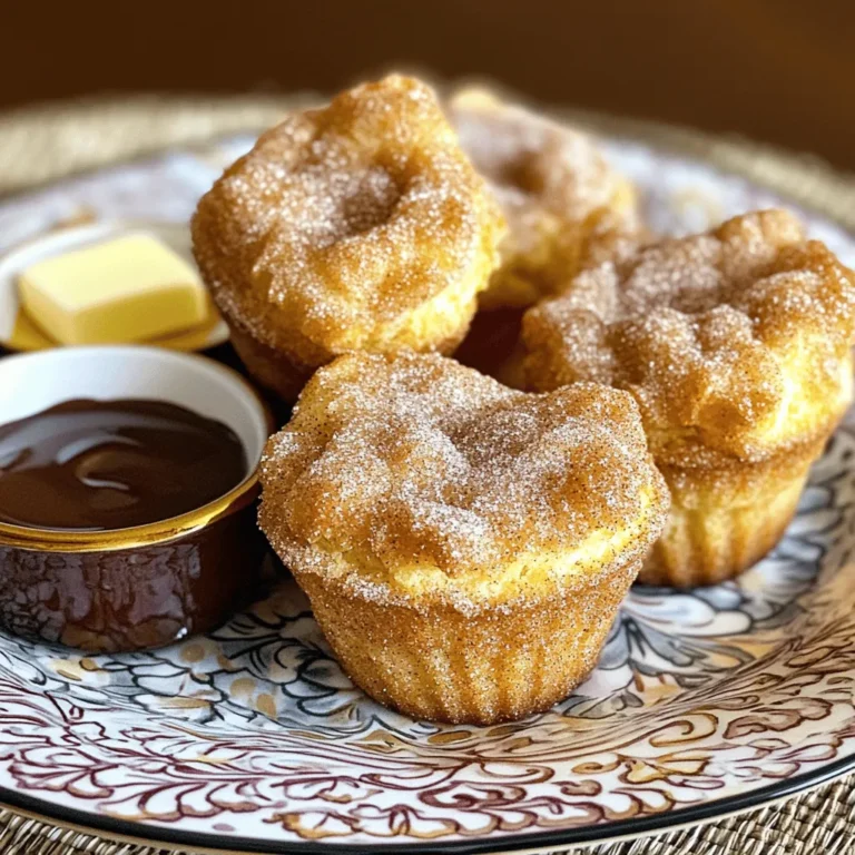 Für die Zimt-Zucker Churro Muffins benötigen Sie: - 1 ½ Tassen Allzweckmehl - 1 Tasse Kristallzucker - 2 Teelöffel Backpulver - ½ Teelöffel Salz - 1 Teelöffel gemahlener Zimt (plus mehr zum Bestreuen) - ½ Tasse ungesalzene Butter, geschmolzen - 2 große Eier - 1 Teelöffel Vanilleextrakt - ¾ Tasse Milch - ½ Tasse brauner Zucker, gepackt Diese Zutaten bilden die Basis für die leckeren Muffins. Die ungesalzene Butter bringt einen reichhaltigen Geschmack und sorgt für eine feuchte Textur. Die Eier helfen, die Muffins zu binden und geben Struktur. Der gemahlene Zimt sorgt für das charakteristische Aroma und die Süße. Der braune Zucker fügt eine Karamellnote hinzu und macht die Muffins besonders lecker. - Wählen Sie frisches Allzweckmehl für die beste Textur. - Verwenden Sie hochwertigen Zimt für einen intensiven Geschmack. - Achten Sie darauf, dass die Butter ungesalzen ist, um den Zuckergeschmack nicht zu stören. - Frische Eier sorgen für eine bessere Bindung im Teig. Indem Sie diese Tipps befolgen, können Sie sicherstellen, dass Ihre Muffins perfekt gelingen! Zuerst heize deinen Ofen auf 175°C vor. Nimm ein Muffinblech und lege es mit Papierförmchen aus. Alternativ kannst du es leicht einfetten. So kleben die Muffins nicht fest. In einer großen Schüssel vermischst du das Mehl, den Kristallzucker, das Backpulver, das Salz und den gemahlenen Zimt. In einer anderen Schüssel schlage die geschmolzene Butter, die Eier, den Vanilleextrakt und die Milch gut zusammen. Gieße die flüssigen Zutaten in die trockenen. Mische vorsichtig, bis alles gerade so vermengt ist. Es ist okay, wenn einige Klümpchen bleiben. Für die Füllung mische den braunen Zucker mit einem weiteren Teelöffel Zimt in einer kleinen Schüssel. Fülle jedes Muffinförmchen mit etwa 2 Esslöffeln Teig. Gib dann einen Teelöffel der Zimt-Zucker-Mischung in die Mitte. Decke die Füllung mit einem weiteren Esslöffel Teig ab. Wiederhole dies für alle Formen. Jetzt kommen die Muffins in den Ofen! Backe sie für 18 bis 20 Minuten. Sie sind fertig, wenn die Oberseiten goldbraun sind und ein Zahnstocher sauber herauskommt. Während die Muffins backen, bereite das Zimt-Zucker-Topping vor. Mische ¼ Tasse Kristallzucker mit 1 Esslöffel Zimt in einer kleinen Schüssel. Nach dem Backen nimm die Muffins aus dem Ofen. Lass sie für 5 Minuten in der Form abkühlen. Übertrage sie dann auf ein Kuchengitter. Während sie noch warm sind, bestreiche die Oberseiten mit geschmolzener Butter. Tauche sie dann in die Zimt-Zucker-Mischung, um sie zu beschichten. Um perfekte Zimt-Zucker Churro Muffins zu backen, gibt es einige häufige Fehler. Der größte Fehler ist, den Teig zu übermischen. Mische die Zutaten nur, bis sie gerade verbunden sind. Einige Klümpchen sind in Ordnung. Achte auch darauf, die Muffins nicht zu lange zu backen. Sie sollten goldbraun sein, aber nicht trocken. Ein Zahnstocher sollte sauber herauskommen, wenn du ihn in die Mitte steckst. Du kannst dein Churro Muffin-Rezept leicht anpassen. Füge Schokoladenstückchen hinzu, um einen süßen Twist zu erhalten. Wenn du es lieber fruchtig magst, probiere zerdrückte Bananen oder Apfelstückchen. Du kannst auch mit verschiedenen Gewürzen experimentieren, wie Muskatnuss oder Ingwer. Für eine schokoladige Note, ersetze einen Teil des Zuckers durch Kakaopulver. Serviere die Muffins warm auf einem schönen Teller. Bestäube sie mit zusätzlichem Zimt-Zucker für einen tollen Look. Eine Beilage aus Schokoladen- oder Karamellsauce zum Dippen macht sie noch besser. Du kannst auch frische Früchte oder Schlagsahne dazugeben. Diese Muffins sind perfekt für Feiern oder als süßer Snack. Sie sehen toll aus und schmecken fantastisch! {{image_4}} Schokoladenstückchen machen diese Muffins noch besser. Fügen Sie etwa ½ Tasse Schokoladenstückchen zum Teig hinzu. Die Schokolade schmilzt beim Backen und macht die Muffins schön saftig. Sie können Zartbitter- oder Milchschokolade verwenden. Geben Sie die Stückchen einfach zu den trockenen Zutaten, bevor Sie die flüssigen Zutaten hinzufügen. Für eine vegetarische Version verwenden Sie pflanzliche Butter und pflanzliche Milch. So bleibt das Rezept leicht und lecker. Wenn Sie glutenfrei backen möchten, ersetzen Sie das Allzweckmehl durch eine glutenfreie Mehlmischung. Achten Sie darauf, dass das Backpulver auch glutenfrei ist. Die Muffins werden trotzdem fluffig und köstlich. Das Zimt-Zucker-Topping ist klassisch, aber Sie können auch kreativ werden. Versuchen Sie, etwas Kakao zum Zucker zu geben, um eine schokoladige Note zu erzielen. Sie können auch Puderzucker verwenden, um einen süßen Glanz zu erhalten. Für einen gesunden Twist verwenden Sie Kokoszucker anstelle von Kristallzucker. So erhalten Sie ein tolles Aroma und einen anderen Geschmack. Um die Zimt-Zucker Churro Muffins frisch zu halten, lege sie in einen luftdichten Behälter. Stelle sicher, dass sie vollständig abgekühlt sind, bevor du sie lagerst. So vermeidest du Feuchtigkeit. Du kannst auch einen Kuchenschutz verwenden. Dieser hält die Muffins weich und lecker. Diese Muffins halten sich bei Raumtemperatur etwa 3 bis 4 Tage. Sie bleiben frisch, solange du sie gut lagerst. Im Kühlschrank halten sie etwa eine Woche. Achte darauf, dass sie nicht austrocknen. Der Kühlschrank kann die Textur manchmal verändern. Wenn du die Muffins länger aufbewahren möchtest, friere sie ein. Wickel jeden Muffin in Frischhaltefolie ein. Lege sie dann in einen Gefrierbeutel. So bleiben sie bis zu drei Monate frisch. Zum Aufwärmen nimm einen Muffin heraus und lasse ihn bei Raumtemperatur auftauen. Du kannst ihn auch in der Mikrowelle für 10 bis 15 Sekunden aufwärmen. Das macht ihn wieder weich und lecker. Sie können die Muffins bis zu fünf Tage aufbewahren. Lagern Sie sie in einem luftdichten Behälter. So bleiben sie frisch und lecker. Wenn Sie die Muffins länger aufbewahren möchten, frieren Sie sie ein. Das hilft, den Geschmack zu bewahren. Ja, Sie können die Muffins im Voraus zubereiten. Bereiten Sie den Teig bis zum Füllen vor und lagern Sie ihn im Kühlschrank. Vor dem Backen lassen Sie den Teig etwa 30 Minuten bei Raumtemperatur. So backen die Muffins gleichmäßig und gut. Sie können verschiedene Alternativen zur Milch verwenden. Mandelmilch, Sojamilch oder Hafermilch sind gute Optionen. Diese Alternativen geben den Muffins einen besonderen Geschmack. Achten Sie darauf, ungesüßte Varianten zu wählen, um den Zuckergehalt zu kontrollieren. Die Zimt-Zucker Churro Muffins sind eine köstliche Wahl für jeden Anlass. Wir haben die besten Zutaten besprochen und wie sie den Geschmack verbessern. Die Schritt-für-Schritt-Anleitung macht das Backen einfach. Mit unseren Tipps vermeiden Sie häufige Fehler und können sogar Variationen ausprobieren. Denken Sie daran, Muffins richtig zu lagern, um die Frische zu bewahren. Genießen Sie die Vielfalt und Kreativität beim Backen dieser leckeren Muffins!