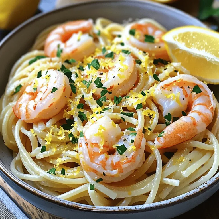 - 225 g Linguine-Nudeln - 450 g große Garnelen, geschält und entdarmt - 4 Knoblauchzehen, fein gehackt Die Hauptzutaten sind einfach. Die Linguine-Nudeln bieten die perfekte Basis. Große Garnelen bringen viel Geschmack. Knoblauch fügt ein tolles Aroma hinzu. - 1 Zitrone (abgerieben und ausgepresst) - 60 ml extra natives Olivenöl - 1/2 Teelöffel rote Pfefferflocken (optional) Die Zitrone sorgt für Frische und einen tollen Geschmack. Olivenöl gibt dem Gericht eine schöne Textur. Rote Pfefferflocken bringen eine leichte Schärfe. - 1/4 Tasse frische Petersilie, gehackt - Geriebener Parmesan zum Servieren (optional) Frische Petersilie gibt Farbe und Frische. Parmesan gibt einen würzigen Kick. Diese Garnituren machen das Gericht noch besser. Um die Linguine perfekt zu kochen, bringt ihr in einem großen Topf gesalzenes Wasser zum Kochen. Füllt den Topf mit Wasser und fügt 225 g Linguine-Nudeln hinzu. Kocht die Nudeln gemäß der Verpackung bis sie al dente sind. Dies dauert meist 9 bis 11 Minuten. Wenn die Nudeln fertig sind, gießt ihr sie in ein Sieb ab. Behaltet 120 ml des Nudelwassers, das hilft später, die Sauce zu binden. Für den perfekten Knoblauch solltet ihr die Hitze auf mittlere Stufe einstellen. Erhitzt 60 ml extra natives Olivenöl in einer großen Pfanne. Gebt 4 fein gehackte Knoblauchzehen und optional 1/2 Teelöffel rote Pfefferflocken dazu. Bratet alles etwa 1 Minute an, bis es duftet. Achtet darauf, den Knoblauch nicht zu verbrennen, da er sonst bitter wird. Jetzt kommen die Garnelen. Gebt 450 g große, geschälte und entdarmte Garnelen in die Pfanne. Würzt sie mit Salz und frisch gemahlenem Pfeffer. Bratet die Garnelen für 2 bis 3 Minuten pro Seite. Sie sind fertig, wenn sie rosa und undurchsichtig sind. Das ist der optimale Garzeitpunkt für zarte Garnelen. Um die perfekte Konsistenz für dein Gericht zu erreichen, ist die Verwendung von Nudelwasser wichtig. Das Wasser enthält Stärke, die hilft, die Sauce zu binden. Wenn du die Linguine abgießt, behalte etwa 120 ml des Nudelwassers. Füge es nach und nach zur Pfanne hinzu, wenn du die Linguine mit der Sauce vermischst. Das macht die Sauce cremiger und verhindert, dass alles zu trocken wird. Die Anpassung von Salz und Pfeffer ist entscheidend. Beginne mit einer Prise Salz und frisch gemahlenem Pfeffer. Du kannst die Menge nach deinem Geschmack erhöhen, während du die Garnelen und die Linguine vermischst. Denke daran, dass frischer Zitronensaft und die Zitronenschale auch einen großen Einfluss auf den Geschmack haben. Sei mutig und taste dich an die perfekte Balance heran. Achte darauf, den Knoblauch nicht zu verbrennen. Wenn du ihn zu lange brätst, wird er bitter. Brate den Knoblauch bei mittlerer Hitze an, bis er duftet, normalerweise etwa eine Minute. Wenn du rote Pfefferflocken hinzufügst, füge sie gleichzeitig mit dem Knoblauch hinzu. So geben sie ihr Aroma ab, ohne zu verbrennen. {{image_4}} Du kannst dein Lemon Garlic Shrimp Linguine aufregender machen. Füge frisches Gemüse hinzu. Spinat oder Kirschtomaten passen gut. Diese Zutaten bringen Farbe und Nährstoffe in dein Gericht. Sie sind lecker und gesund. Wenn du keine Garnelen hast, probiere Hähnchen oder Tofu. Diese Optionen sind genauso schmackhaft und fügen eine andere Textur hinzu. Um einen asiatischen Twist zu erzielen, füge Sojasauce hinzu. Sie bringt eine neue Tiefe in den Geschmack. Mische sie mit der Zitrone und dem Olivenöl. Probiere auch Ingwer oder Sesamöl für mehr Aroma. Diese Gewürze verleihen deinem Gericht eine spannende Note. Für eine vegane Version, ersetze die Garnelen durch Kichererbsen oder Pilze. Diese Zutaten sind sättigend und schmackhaft. Verwende pflanzliches Olivenöl und lasse den Parmesan weg. Du kannst auch Hefeflocken für einen käsigen Geschmack verwenden. Diese Anpassungen machen das Gericht leicht und gesund. Um die Reste von Lemon Garlic Shrimp Linguine aufzubewahren, solltest du sie in einem luftdichten Behälter lagern. Stelle sicher, dass die Reste vollständig abgekühlt sind, bevor du sie in den Kühlschrank stellst. So bleiben die Garnelen frisch. Diese Mahlzeit hält sich im Kühlschrank etwa drei Tage. Achte darauf, sie nicht länger aufzubewahren, um die beste Qualität zu garantieren. Beim Erwärmen der Reste musst du vorsichtig sein. Garnelen können schnell zäh werden. Die beste Methode ist, sie in einer Pfanne bei niedriger Hitze zu erwärmen. Füge einen kleinen Schuss Olivenöl oder etwas Nudelwasser hinzu. So bleibt das Gericht saftig und lecker. Rühre die Mischung oft um, damit alles gleichmäßig warm wird. Meal Prep ist eine tolle Möglichkeit, Zeit zu sparen. Du kannst die Linguine und die Garnelen im Voraus zubereiten. Koche die Nudeln und die Garnelen, aber halte sie getrennt, bis du bereit bist, zu essen. So bleiben die Garnelen frisch und die Nudeln weich. Du kannst auch die Knoblauch-Zitronen-Mischung vorbereiten. Lagere sie im Kühlschrank und füge sie später hinzu. Die Zubereitung von Lemon Garlic Shrimp Linguine dauert insgesamt 25 Minuten. Die Vorbereitungszeit beträgt etwa 10 Minuten. In dieser Zeit kannst du die Zutaten sammeln und die Garnelen vorbereiten. Das Kochen der Linguine und das Anbraten der Garnelen nehmen den Rest der Zeit in Anspruch. Es ist ein schnelles und einfaches Gericht, ideal für ein Abendessen unter der Woche. Ja, du kannst gefrorene Garnelen verwenden. Stelle sicher, dass du sie vorher auftauen lässt. Du kannst die Garnelen einfach über Nacht im Kühlschrank auftauen oder sie in kaltem Wasser schnell auftauen. Gefrorene Garnelen sind oft genauso frisch wie frische. Achte darauf, dass sie gut gewürzt sind, um den vollen Geschmack zu erhalten. Nein, Linguine ist nicht glutenfrei. Wenn du eine glutenfreie Diät einhältst, kannst du glutenfreie Pasta verwenden. Es gibt viele gute Alternativen aus Reis oder Mais. Diese Optionen bieten einen ähnlichen Geschmack und eine ähnliche Textur. So kannst du Lemon Garlic Shrimp Linguine genießen, ohne auf den Genuss zu verzichten. Lemon Garlic Shrimp Linguine kombiniert einfache Zutaten und schnelle Zubereitung. Wir haben die Hauptzutaten, den Kochprozess und hilfreiche Tipps behandelt. Du lernst, wie du perfekte Nudeln und zarte Garnelen machst. Denk daran, kreativ zu sein und das Rezept nach deinem Geschmack anzupassen. Ob mit frischem Gemüse oder veganen Optionen, die Variationen sind endlos. Speichere Reste richtig und genieße sie später. Jetzt bist du bereit, in der Küche viel Spaß zu haben und die Familie zu beeindrucken!