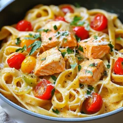 Für die Cajun-Lachs-Pasta brauche ich diese Hauptzutaten: - 2 Lachsfilets - 230 g Fettuccine oder Linguine Pasta - 500 ml Hühner- oder Gemüsebrühe - 240 ml Schlagsahne - 1 Esslöffel Cajun-Gewürz - 1 Esslöffel Olivenöl - 1 rote Paprika, in Streifen geschnitten - 150 g Kirschtomaten, halbiert - 3 Knoblauchzehen, fein gehackt - Salz und Pfeffer nach Geschmack - Frische Petersilie, gehackt (zur Garnitur) - Geriebener Parmesan (optional) Diese Zutaten lassen mich die perfekte Kombination aus Aromen und Texturen erreichen. Cajun-Gewürz ist der Star dieser Pasta. Es bringt viel Geschmack und Wärme. Ich benutze auch frische Petersilie. Sie gibt einen schönen Farbkontrast und frische. Salz und Pfeffer sind wichtig für den letzten Schliff. Ein bisschen Parmesan kann die Cremigkeit erhöhen. Ich empfehle, einen frischen grünen Salat dazu zu servieren. Der Salat bringt Leichtigkeit und Frische. Auch etwas knuspriges Brot passt gut. So kann man die leckere Sauce aufwischen. Diese Beilagen machen das Essen rund und lecker. Sammle zuerst alle Zutaten. Du benötigst Lachsfilets, Pasta, Brühe, Sahne und Gemüse. Stelle sicher, dass du ein scharfes Messer und eine große Pfanne hast. Das macht das Kochen viel einfacher. Erhitze das Olivenöl in der Pfanne. Würze die Lachsfilets mit Salz, Pfeffer und Cajun-Gewürz. Lege die Filets mit der Hautseite nach unten in die Pfanne. Brate sie für 4-5 Minuten, bis sie goldbraun sind. Wende die Filets und brate sie weitere 4-5 Minuten. Nimm den Lachs heraus und lege ihn beiseite. Füge den gehackten Knoblauch und die Paprika in die Pfanne. Sautiere sie für 2-3 Minuten. Gieße die Brühe hinein und bringe sie zum Köcheln. Rühre die Pasta ein und koche sie 8-10 Minuten. Die Pasta sollte al dente sein. Gieße die Sahne in die Pfanne und füge das restliche Cajun-Gewürz hinzu. Rühre alles gut um und lasse es 2-3 Minuten köcheln. Zerkleinere den Lachs in Stücke und rühre ihn mit den Kirschtomaten in die Pasta. Erwärme alles für eine weitere Minute. Schmecke mit Salz und Pfeffer ab. Serviere die Pasta in tiefen Tellern. Garniere sie mit frischer Petersilie und geriebenem Parmesan, wenn du magst. Um die Sauce cremig und reichhaltig zu machen, solltest du die Schlagsahne nicht zu früh hinzufügen. Warte bis die Pasta fast gar ist. Die Brühe hilft, den Geschmack zu intensivieren. Achte darauf, die Sauce sanft köcheln zu lassen. Das verhindert, dass sie zu dick wird oder anbrennt. Wenn du die Sauce dicker magst, koche sie einfach länger, bis sie die gewünschte Konsistenz hat. Der Schlüssel zu perfekt gebratenem Lachs liegt in der Hitze. Heize die Pfanne gut vor, bevor du den Lachs hinzufügst. Brate den Lachs mit der Hautseite nach unten, wenn vorhanden. So bleibt er saftig und wird gleichmäßig gar. Ein weiterer Tipp: Lass den Lachs nach dem Braten kurz ruhen. Das hilft, den Saft zu bewahren. Für dieses Rezept benötigst du eine große Pfanne mit schwerem Boden. Sie sorgt für gleichmäßige Wärmeverteilung. Ein gutes Schneidebrett und ein scharfes Messer sind ebenfalls wichtig. So kannst du das Gemüse schnell schneiden. Verwende einen Holzlöffel, um die Pasta zu rühren. Er verhindert Kratzer in der Pfanne und hilft, die Zutaten zu vermengen. {{image_4}} Wenn du auf Fleisch verzichten möchtest, wähle Gemüse oder Tofu. Zucchini, Brokkoli oder Pilze passen gut. Achte darauf, die Gemüse gut zu würzen. Du kannst auch Kichererbsen oder Linsen nutzen. Diese geben einen guten Biss und Proteingehalt. Füge etwas Zitronensaft hinzu, um die Aromen aufzufrischen. Du kannst auch geräucherte Paprika verwenden. Sie gibt der Pasta eine rauchige Note. Frische Kräuter wie Basilikum oder Thymian können ebenfalls den Geschmack heben. Parmesan ist eine tolle Ergänzung für mehr Umami. Du kannst jede Pasta verwenden, die du magst. Penne oder Rigatoni funktionieren gut. Diese Sorten halten die Sauce gut fest. Glutenfreie Pasta ist auch eine Option. Achte darauf, die Kochzeit anzupassen, wenn du eine andere Pasta wählst. Um die Reste der One-Pan Creamy Cajun Salmon Pasta frisch zu halten, lagere sie in einem luftdichten Behälter. Lass die Pasta zuerst auf Raumtemperatur abkühlen, bevor du sie in den Kühlschrank stellst. So vermeidest du Kondenswasser, das die Pasta matschig machen kann. Diese Methode hilft, den Geschmack und die Textur zu bewahren. Wenn es Zeit ist, die Reste aufzuwärmen, nutze eine Pfanne oder die Mikrowelle. Bei der Pfanne erhitze die Pasta bei niedriger Hitze. Füge einen Spritzer Brühe oder Sahne hinzu, um die Sauce wieder cremig zu machen. In der Mikrowelle kannst du die Pasta in 30-Sekunden-Intervallen erwärmen. Rühre zwischendurch um, damit alles gleichmäßig warm wird. Im Kühlschrank bleibt die Pasta 2 bis 3 Tage frisch. Wenn du sie länger aufbewahren möchtest, kannst du sie auch einfrieren. In einem gefrierfesten Behälter hält sie bis zu 3 Monate. Achte darauf, die Pasta gut zu verpacken, um Gefrierbrand zu vermeiden. Zum Auftauen einfach über Nacht im Kühlschrank lassen und dann nach Belieben aufwärmen. Ja, du kannst die Schlagsahne durch Joghurt oder Milch ersetzen. Diese Optionen sind leichter und gesünder. Du kannst auch eine pflanzliche Sahne verwenden, wenn du eine vegane Variante möchtest. Beachte, dass die Konsistenz der Sauce dadurch dünner wird. Das Kochen der Pasta dauert etwa 8 bis 10 Minuten. Du solltest die Pasta regelmäßig umrühren, damit sie nicht kleben bleibt. Achte darauf, sie al dente zu kochen. So bleibt sie schön bissfest und passt gut zur cremigen Sauce. Ja, dieses Rezept ist perfekt für Meal Prep. Du kannst die Pasta und den Lachs im Voraus zubereiten und in Portionen aufteilen. Lagere die Reste in luftdichten Behältern im Kühlschrank. So hast du eine schnelle Mahlzeit für die Woche. Erwärme die Reste einfach in der Mikrowelle oder in der Pfanne. Die Cajun-Lachs-Pasta ist einfach und lecker. Wir haben die Hauptzutaten, Gewürze und Beilagen besprochen. Zudem haben wir die Schritt-für-Schritt-Anleitung zur Zubereitung vorgestellt. Nutzen Sie Tipps für die perfekte Sauce und den idealen Lachs. Sie können auch Variationen und Lagerungshinweise ausprobieren. Kochen macht Spaß und bringt neue Geschmäcker. Probieren Sie dieses Rezept aus und genießen Sie die Aromen!