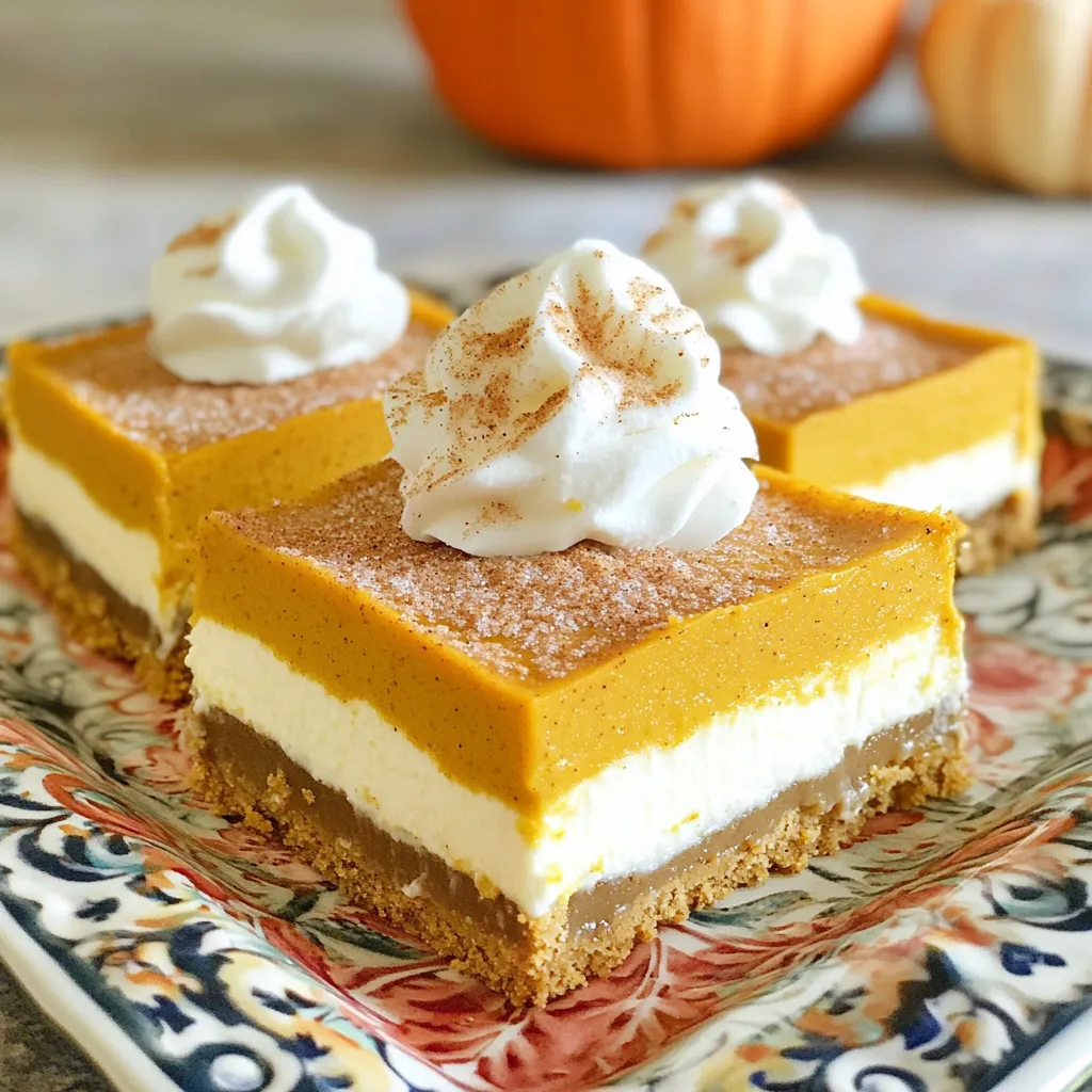 Für die Füllung brauchst du einige wichtige Zutaten. Diese bringen den vollen Kürbisgeschmack. Hier sind die Hauptzutaten: - 8 oz Frischkäse, weich - 1 Tasse Kürbispüree - 1/2 Tasse brauner Zucker - 2 große Eier - 1 Teelöffel Vanilleextrakt - 1/2 Teelöffel Muskatnuss - 1/4 Teelöffel Salz Der Frischkäse gibt der Füllung eine cremige Textur. Das Kürbispüree sorgt für den tollen Geschmack. Der braune Zucker macht die Mischung süß und verführerisch. Der Boden ist der erste Teil dieser leckeren Riegel. Er hält alles zusammen und bietet einen schönen Kontrast zur Füllung. Hier sind die Zutaten: - 1 Tasse Graham-Cracker-Brösel - 1/2 Tasse ungesalzene Butter, geschmolzen - 1/4 Tasse Kristallzucker - 2 Teelöffel Zimt, geteilt Die Graham-Cracker-Brösel bilden die Basis. Die geschmolzene Butter hilft, die Brösel zusammenzukleben. Der Zimt bringt zusätzliches Aroma. Das Churro-Topping macht die Riegel besonders. Es gibt ihnen einen süßen, knusprigen Abschluss. Für das Topping benötigst du: - 1 Esslöffel Zimt - 1/4 Tasse Zucker Diese Mischung streust du oben auf die Riegel, wenn sie abgekühlt sind. So bekommst du den klassischen Churro-Geschmack, der jedem schmeckt. Heize den Ofen auf 175°C vor. Nimm eine 9x9-Zoll Backform und fette sie gut ein. Lege Backpapier in die Form, sodass es über den Rand hängt. Das hilft später, die Riegel herauszunehmen. Nimm eine mittlere Schüssel und vermenge die Graham-Cracker-Brösel, die geschmolzene Butter, den Kristallzucker und 1 Teelöffel Zimt. Rühre die Mischung gut durch. Drücke die Brösel fest auf den Boden der Backform. Backe sie im vorgeheizten Ofen für 8-10 Minuten, bis sie leicht goldbraun sind. Lass den Boden danach kurz abkühlen. In einer großen Rührschüssel schlage den Frischkäse mit einem elektrischen Mixer cremig. Füge das Kürbispüree, den braunen Zucker, die Eier, das Vanilleextrakt, die Muskatnuss und das Salz hinzu. Mische alles, bis die Füllung glatt und gut kombiniert ist. Gieße die Mischung gleichmäßig über den abgekühlten Boden und streiche sie glatt. Backe die Füllung für 30-35 Minuten. Achte darauf, dass die Ränder fest sind. Die Mitte sollte noch leicht wackelig bleiben. Das gibt der Füllung die perfekte Textur. Während die Riegel backen, mache das Churro-Topping. Mische den verbleibenden 1 Esslöffel Zimt mit 1/4 Tasse Zucker in einer kleinen Schüssel. Das gibt den Riegeln einen süßen und würzigen Geschmack. Nimm die Riegel nach dem Backen aus dem Ofen. Lass sie bei Zimmertemperatur in der Form abkühlen. Wenn sie abgekühlt sind, streue das Churro-Topping gleichmäßig darüber. Stelle die Riegel für mindestens 2 Stunden in den Kühlschrank. Danach hebe die Riegel mit dem Backpapier aus der Form und schneide sie in Quadrate. Du kannst die Riegel schön auf einem Teller anrichten und mit etwas Zimt bestäuben. Ein Klecks Schlagsahne macht sie noch besser! Um die perfekte Konsistenz zu erreichen, mische den Frischkäse gut. Er sollte weich und glatt sein. Vermeide Klumpen, denn sie können die Textur stören. Nach dem Mischen füge das Kürbispüree langsam hinzu. So bleibt die Füllung cremig und luftig. Achte darauf, die Eier einzeln hinzuzufügen. So vermischt sich alles gleichmäßig. Backe die Riegel nicht zu lange. Die Mitte darf leicht wackelig sein. Sie wird beim Abkühlen fest. Ein knuspriger Boden ist wichtig für den Geschmack. Mische die Graham-Cracker-Brösel mit geschmolzener Butter gut. Drücke die Mischung fest in die Backform. So bleibt sie beim Backen zusammen. Backe den Boden, bis er goldbraun ist. Dies bringt den besten Geschmack. Lass ihn dann kurz abkühlen, bevor du die Füllung hinzufügst. Präsentiere die Käsekuchenriegel auf einem schönen Teller. Bestäube sie leicht mit Zimt für einen tollen Look. Ein Klecks Schlagsahne macht sie noch leckerer. Du kannst auch gehackte Nüsse oder Schokoladensplitter hinzufügen. Diese sorgen für einen tollen Kontrast. Verwende frische Minzblätter für einen frischen Look. Diese einfachen Schritte machen deine Riegel zum Blickfang. {{image_4}} Für eine glutenfreie Version brauchst du glutenfreie Graham-Cracker. Diese sind oft in Läden erhältlich. Du kannst auch Haferkekse verwenden, die glutenfrei sind. Sie geben einen tollen Geschmack. Achte darauf, dass alle anderen Zutaten ebenfalls glutenfrei sind. So kannst du die Riegel ohne Sorge genießen. Um eine vegane Variante zu machen, ersetze die Eier durch Apfelmus oder Leinsamen. Mische 1 Esslöffel Leinsamen mit 3 Esslöffeln Wasser. Lass es einige Minuten stehen, bis es dick wird. Verwende dann pflanzlichen Frischkäse. Du kannst auch Kokosmilch für die Füllung nutzen. So bleibt der Geschmack lecker und cremig. Experimentiere mit anderen Aromen! Probiere Süßkartoffeln statt Kürbis. Das gibt einen anderen, aber ebenso tollen Geschmack. Du kannst auch Nüsse hinzufügen, wie gehackte Pekannüsse. Ein Hauch von Karamell oder Schokoladensauce kann die Riegel aufpeppen. Lass deiner Kreativität freien Lauf und finde deine Lieblingskombination! Wenn du die Kürbis Churro Käsekuchen Riegel aufbewahren möchtest, lege sie in einen luftdichten Behälter. Das hilft, die Frische zu bewahren und die Riegel vor dem Austrocknen zu schützen. Du kannst auch Backpapier zwischen die Riegel legen, damit sie nicht zusammenkleben. Achte darauf, den Behälter an einem kühlen Ort zu lagern. Die Riegel bleiben im Kühlschrank bis zu einer Woche frisch. Wenn du sie in einem luftdichten Behälter aufbewahrst, bleibt der Geschmack erhalten. Vor dem Essen kannst du sie leicht auf Zimmertemperatur bringen, um den köstlichen Geschmack zu genießen. Wenn du die Riegel länger aufbewahren möchtest, kannst du sie einfrieren. Schneide die Riegel in Stücke und wickle sie einzeln in Frischhaltefolie. Lege sie dann in einen gefrierfesten Behälter. So bleiben sie bis zu drei Monate haltbar. Zum Auftauen nimm die Riegel einfach aus dem Gefrierfach und lasse sie über Nacht im Kühlschrank auftauen. So bleiben sie lecker und frisch. Die Riegel halten sich im Kühlschrank bis zu einer Woche. Bewahre sie in einem luftdichten Behälter auf. So bleiben sie frisch und lecker. Ja, du kannst auch Hokkaido-Kürbis oder Butternut-Kürbis verwenden. Püriere sie gut, bevor du sie in die Mischung gibst. Das sorgt für einen ähnlichen Geschmack. Für Frischkäse kannst du griechischen Joghurt oder Cashewcreme nutzen. Beide Optionen geben der Füllung eine tolle Konsistenz und Geschmack. Lass die Riegel zuerst im Kühlschrank auftauen. Danach kannst du sie bei 160°C für etwa 10 Minuten im Ofen aufwärmen. So bleiben sie weich und lecker. Die Riegel sind nicht glutenfrei, da wir Graham-Cracker verwenden. Du kannst glutenfreie Kekse als Grundlage nutzen, um diese Riegel glutenfrei zu machen. Der Artikel erklärt alle Schritte, um leckere Käsekuchenriegel herzustellen. Wir haben die Hauptzutaten, die Zubereitung und die Lagerung detailliert besprochen. Diese Riegel sind leicht, lecker und vielfältig. Probieren Sie die Variationen und Tipps aus, um Ihren perfekten Käsekuchen zu gestalten. Denken Sie an die Lagerung, damit sie frisch bleiben. Mit diesen Informationen sind Sie gut vorbereitet, um leckere Riegel zu backen und zu genießen. Viel Spaß beim Ausprobieren!