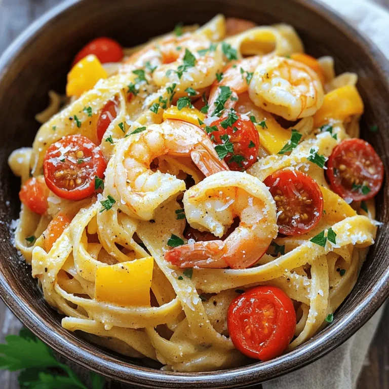 Für die cremige Cajun-Garnelen-Pasta benötigst du folgende Hauptzutaten: - 340 g Fettuccine-Nudeln - 450 g Garnelen, geschält und entdarmt - 1 Esslöffel Cajun-Gewürzmischung - 2 Esslöffel Olivenöl - 1 kleine Zwiebel, gewürfelt - 1 Paprika (rot oder gelb), gewürfelt - 250 g Kirschtomaten, halbiert - 480 ml Gemüsebrühe - 240 ml Sahne Diese Zutaten geben dem Gericht seinen vollen Geschmack und die tolle Textur. Die Fettuccine sind perfekt für die cremige Sauce. Die Garnelen bringen ein zartes und saftiges Element. Gemüse wie Zwiebeln und Paprika machen das Gericht bunt und frisch. Die richtigen Gewürze machen alles besser. Hier sind die verwendeten Gewürze und Öle: - 1 Teelöffel Paprika - Salz und Pfeffer nach Geschmack - 1 Esslöffel Cajun-Gewürzmischung - 2 Esslöffel Olivenöl Das Olivenöl hilft, das Gemüse anzubraten und sorgt für einen guten Geschmack. Die Cajun-Gewürzmischung bringt die richtige Schärfe und Würze. Paprika fügt eine schöne Farbe hinzu und verstärkt den Geschmack. Garnierungen machen das Gericht schöner und geschmackvoller. Hier sind einige Ideen: - Frische Petersilie, gehackt (zum Garnieren) - Geriebener Parmesan (optional zum Servieren) Die gehackte Petersilie bringt Frische und Farbe auf den Teller. Parmesan fügt einen herzhaften Geschmack hinzu und macht die Pasta noch leckerer. Du kannst auch etwas Knoblauchbrot und einen frischen Salat dazu servieren. Zuerst stelle alle Zutaten bereit. Du brauchst: - 340 g Fettuccine-Nudeln - 450 g Garnelen, geschält und entdarmt - 1 Esslöffel Cajun-Gewürzmischung - 2 Esslöffel Olivenöl - 1 kleine Zwiebel, gewürfelt - 3 Knoblauchzehen, gehackt - 1 Paprika (rot oder gelb), gewürfelt - 250 g Kirschtomaten, halbiert - 480 ml Gemüsebrühe - 240 ml Sahne - 1 Teelöffel Paprika - Salz und Pfeffer nach Geschmack - Frische Petersilie, gehackt (zum Garnieren) - Geriebener Parmesan (optional zum Servieren) Sichere dir eine große Pfanne oder einen Topf. Stelle sicher, dass alles bereit ist, bevor du anfängst. Erhitze das Olivenöl in deinem Topf bei mittlerer Hitze. Füge die gewürfelte Zwiebel und die Paprika hinzu. Brate sie für etwa 5 Minuten, bis sie weich sind. Rühre den gehackten Knoblauch unter und lasse ihn 1-2 Minuten anbraten. Der Duft wird köstlich sein! Streue die Cajun-Gewürzmischung darüber und röste alles für eine weitere Minute. Jetzt kommen die Garnelen! Gib sie in den Topf und koche sie 3-4 Minuten, bis sie rosa sind. Nimm die Garnelen aus dem Topf und stelle sie zur Seite. Lass die Aromen im Topf. Sie geben der Pasta viel Geschmack. Gib die halbierten Kirschtomaten in den gleichen Topf. Koche sie 2-3 Minuten, bis sie weich sind. Gieß die Gemüsebrühe hinein und bringe die Mischung zum Kochen. Wenn es kocht, füge die Fettuccine-Nudeln hinzu. Koche sie gemäß der Packungsanweisung al dente. Rühre dabei gelegentlich um, damit nichts kleben bleibt. Sobald die Nudeln fertig sind, reduziere die Hitze. Rühre die Sahne und den Paprika ein. Lass die Sauce 2-3 Minuten köcheln, bis sie leicht eindickt. Gib die gekochten Garnelen zurück in den Topf. Mische alles vorsichtig. Schmecke mit Salz und Pfeffer ab. Nimm den Topf vom Herd und lasse alles ein paar Minuten ruhen. Dadurch entfalten sich die Aromen besser. Für die Präsentation serviere die Pasta in tiefen Schalen. Garniere sie mit frischer Petersilie und einem Hauch geriebenem Parmesan. Knoblauchbrot und ein frischer Salat passen perfekt dazu. Guten Appetit! Die Garnelen sind das Herzstück dieses Gerichts. Wähle frische oder gefrorene Garnelen. Wenn du gefrorene benutzt, tau sie zuerst auf. Achte darauf, die Garnelen nicht zu lange zu kochen. Wenn sie rosa und fest sind, sind sie perfekt. Überkoche sie nicht, sonst werden sie zäh. Die Cajun-Gewürzmischung ist wichtig für den Geschmack. Du kannst sie nach Belieben anpassen. Füge mehr Paprika für mehr Farbe hinzu. Ein Spritzer Zitronensaft bringt Frische. Wenn du es schärfer magst, füge Cayennepfeffer hinzu. Experimentiere mit verschiedenen Kräutern, wie Thymian oder Oregano, für mehr Tiefe. Die Sauce kann vielseitig sein. Wenn du es leichter magst, benutze weniger Sahne. Statt Gemüsebrühe kannst du auch Hühnerbrühe verwenden. Für einen veganen Ansatz ersetze die Sahne durch Kokosnussmilch. Du kannst auch einen Schuss Weißwein hinzufügen, um die Aromen zu verstärken. {{image_4}} Du kannst die Garnelen einfach durch Gemüse ersetzen. Zucchini, Brokkoli oder Pilze passen gut. Sie geben Geschmack und Textur. Für einen extra Kick, füge etwas Räuchertofu hinzu. So bleibt das Gericht lecker und wird für alle genussvoll. Fettuccine ist großartig, aber viele Nudeln funktionieren. Probiere Penne oder Spaghetti aus. Vollkornnudeln bieten mehr Nährstoffe. Glutenfreie Optionen wie Linsen- oder Reisnudeln sind ebenfalls möglich. So kannst du den Geschmack nach deinen Wünschen anpassen. Füge frische Kräuter wie Basilikum oder Thymian hinzu. Sie bringen Frische und Aroma. Du kannst auch etwas Zitronensaft für Säure verwenden. Für mehr Schärfe, probiere gehackte Jalapeños oder rote Pfefferflocken. Diese kleinen Extras machen dein Gericht noch besser! Um die Reste der cremigen Cajun-Garnelen-Pasta richtig zu lagern, lasse das Gericht zuerst abkühlen. Fülle die Pasta in einen luftdichten Behälter. Stelle sicher, dass der Behälter gut verschlossen ist, um die Frische zu bewahren. Du kannst die Reste auch portionsweise einfrieren. Achte darauf, die Pasta in einem gefrierfesten Behälter oder einem Gefrierbeutel zu lagern. Zum Auftauen lege die gefrorene Pasta über Nacht in den Kühlschrank. Du kannst sie auch direkt in der Mikrowelle auftauen, wenn es schnell gehen muss. Die cremige Cajun-Garnelen-Pasta hält sich im Kühlschrank etwa 3 bis 4 Tage. Stelle sicher, dass sie gut abgedeckt ist. Wenn du sie länger aufbewahren möchtest, friere die Reste ein. Überprüfe die Reste vor dem Essen auf Geruch oder Verfärbungen. Das sind Anzeichen, dass sie nicht mehr gut sind. Es gibt viele kreative Möglichkeiten, die Reste der Pasta zu verwenden. Du kannst sie zum Beispiel in einem Auflauf verarbeiten. Mische die Pasta mit etwas Käse und backe sie im Ofen. Eine weitere Idee ist, die Pasta in eine Suppe zu geben. Füge etwas Gemüse und Brühe hinzu, um eine leckere Mahlzeit zu kreieren. Du kannst auch frische Garnelen oder Gemüse hinzufügen, um den Geschmack aufzufrischen. Um die Pasta würziger zu machen, füge mehr Cajun-Gewürz hinzu. Du kannst auch eine Prise Cayennepfeffer verwenden. Wenn du es wirklich scharf magst, nimm frische Chilis und schneide sie klein. Das bringt mehr Geschmack und Hitze. Ja, tiefgefrorene Garnelen sind eine tolle Option. Achte darauf, sie rechtzeitig aufzutauen. Lege sie einfach über Nacht in den Kühlschrank. So bleiben sie frisch und lecker. Das Kochen dauert gleich lange, also keine Sorge. Ein frischer Salat passt sehr gut. Du kannst auch Knoblauchbrot oder Baguette servieren. Das Brot hilft, die Sahnesauce aufzutunken. Wenn du möchtest, füge etwas Gemüse hinzu, wie gedünsteten Brokkoli oder grüne Bohnen. Die Reste halten sich gut im Kühlschrank. Du kannst sie 2 bis 3 Tage aufbewahren. Stelle sicher, dass du sie in einem luftdichten Behälter lagerst. So bleiben die Aromen frisch und lecker. Ja, diese Pasta ist prima für Meal Prep. Koche eine große Portion und teile sie in Behälter auf. Du kannst sie dann einfach aufwärmen, wenn du Lust hast. Achte darauf, die Garnelen nicht zu lange zu erhitzen, damit sie zart bleiben. In diesem Blogbeitrag haben wir die Zutaten und Schritte für cremige Cajun-Garnelen-Pasta behandelt. Wir haben die Hauptzutaten, Gewürze und Optionen für Garnierungen besprochen. Du hast gelernt, wie du die Garnelen perfekt zubereitest und das Gericht anpassen kannst. Die Tipps für die Aufbewahrung helfen dir, Reste effektiv zu nutzen. Zum Schluss bleibt zu sagen, dass diese Pasta einfach anzupassen ist und viele Möglichkeiten bietet. Probiere verschiedene Varianten aus und entdecke deine Lieblingskombination!