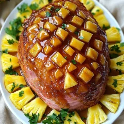 - 1 vollständig gekochter, boneless Schinken (ca. 2,3 kg) - 240 ml reiner Ahornsirup - 200 g brauner Zucker Die Hauptzutaten für den Maple Glazed Ham mit Pineapple sind einfach und lecker. Der Schinken bringt den herzhaften Geschmack, während der Ahornsirup und der braune Zucker süße Noten hinzufügen. Diese Kombination macht das Gericht besonders festlich. - 120 ml Dijon-Senf - 1 Teelöffel gemahlener Zimt - 1 Teelöffel gemahlener Ingwer - ½ Teelöffel gemahlene Nelken Die Gewürze geben dem Schinken einen warmen und würzigen Geschmack. Dijon-Senf sorgt für eine leichte Schärfe, die den süßen Aromen entgegenwirkt. Zimt, Ingwer und Nelken bringen die perfekte Mischung für einen festlichen Genuss. - 1 Dose (400 g) Ananasscheiben in Saft (Saft aufbewahren) - Frische Petersilie zum Garnieren Die Ananasscheiben bringen eine frische, saftige Komponente ins Spiel. Sie passen hervorragend zum süßen Schinken. Die Petersilie ist nicht nur ein schöner Farbklecks, sondern auch ein frischer Geschmacksträger. Sie rundet das Gericht ab und macht es optisch ansprechend. 1. Heizen Sie Ihren Ofen auf 165°C (325°F) vor. Dies sorgt für eine gleichmäßige Wärme. 2. Nehmen Sie den Schinken und legen Sie ihn mit der flachen Seite nach unten in eine große Bratpfanne. Ritzen Sie die Oberfläche in einem Rautenmuster ein. Machen Sie tiefe Schnitte etwa 2,5 cm (1 Zoll) auseinander. Dies hilft der Glasur, gut einzuziehen. 1. In einer mittelgroßen Schüssel kombinieren Sie den reinen Ahornsirup, den braunen Zucker, den Dijon-Senf, den Zimt, den Ingwer und die Nelken. 2. Rühren Sie alles gut um, bis eine glatte Mischung entsteht. 3. Bestreichen Sie die Hälfte der Ahornglasur gleichmäßig über den Schinken. Achten Sie darauf, dass die Glasur in die eingeritzten Schnitte eindringt. So wird der Schinken besonders saftig. 1. Ordnen Sie die Ananasscheiben um den Schinken. Gießen Sie den aufbewahrten Ananassaft in die Pfanne. 2. Decken Sie den Schinken locker mit Aluminiumfolie ab, um ein Überbräunen zu verhindern. Backen Sie ihn 1 Stunde lang. 3. Entfernen Sie die Folie. Bestreichen Sie den Schinken mit der restlichen Glasur. Stellen Sie ihn zurück in den Ofen. 4. Backen Sie ihn unbedeckt für weitere 30-45 Minuten. Bepinseln Sie den Schinken alle 15 Minuten, bis er karamellisiert und durchgewärmt ist. 5. Nach dem Garen nehmen Sie den Schinken aus dem Ofen. Lassen Sie ihn 10-15 Minuten ruhen, bevor Sie ihn in Scheiben schneiden. 6. Servieren Sie die Schinkenscheiben, garniert mit Ananaringen und frischer Petersilie. Um die Glasur gleichmäßig aufzutragen, beginnen Sie mit der richtigen Technik. Verwenden Sie einen Pinsel oder einen Löffel. Tragen Sie die Glasur in langen, sanften Bewegungen auf. Achten Sie darauf, dass die Glasur in die Schnitte des Schinkens eindringt. So erhält der Schinken viel Geschmack. Wenn Sie die Glasur auftragen, machen Sie das in mehreren Schichten. So wird die Glasur dick und lecker. Temperaturchecks sind wichtig beim Kochen. Stellen Sie sicher, dass der Schinken eine innere Temperatur von 70°C erreicht. Benutzen Sie ein Fleischthermometer, um dies zu prüfen. Überprüfen Sie die Temperatur an der dicksten Stelle des Schinkens. Wenn der Schinken fast fertig ist, nehmen Sie ihn aus dem Ofen. Lassen Sie ihn 10-15 Minuten ruhen. Dies hilft, die Säfte im Schinken zu halten. Für eine schöne Präsentation servieren Sie den Schinken auf einer großen Platte. Legen Sie die Ananasscheiben um den Schinken. Dies sieht nicht nur gut aus, sondern schmeckt auch lecker. Einige Beilagen passen gut dazu. Überlegen Sie, geröstetes Gemüse oder Kartoffelbrei zu servieren. Eine frische Petersilie als Garnitur bringt Farbe auf den Teller. So wird Ihr Festtagssnack zu einem echten Hingucker. {{image_4}} Wenn du nach neuen Ideen suchst, kannst du andere Früchte verwenden. Äpfel oder Birnen sind tolle Alternativen. Ihre Süße passt gut zu Schinken. Probiere auch Pfirsiche oder Aprikosen für einen fruchtigen Twist. Diese Früchte geben deinem Gericht eine frische Note. Du kannst sie in Scheiben schneiden und um den Schinken legen. Achte darauf, die Säfte der Früchte in die Glasur einzubringen. Das macht den Geschmack noch besser. Das Rezept bietet viele Möglichkeiten für Gewürzvariationen. Du kannst mehr Gewürze hinzufügen, um den Geschmack zu verändern. Probiere zum Beispiel einen Hauch von Muskatnuss oder Paprika. Diese Gewürze bringen einen neuen Geschmack. Auch eine Prise Cayennepfeffer kann für einen kleinen Kick sorgen. Experimentiere mit den Mengen, um deinen perfekten Geschmack zu finden. So wird dein Schinken immer wieder spannend und lecker. Wenn du eine vegetarische Option suchst, gibt es tolle Alternativen. Nutze Seitan oder Tofu anstelle von Schinken. Mariniere sie mit der gleichen Glasur. So bekommst du einen ähnlichen süßen Geschmack. Du kannst auch eine große Süßkartoffel füllen und die Glasur darauf geben. Backe sie bis sie weich ist. Diese Optionen sind gesund und bieten viele Aromen. Vegane Gerichte können ebenso festlich und köstlich sein! Bewahren Sie die Reste in einem luftdichten Behälter im Kühlschrank auf. So bleiben sie frisch. Sie können den Schinken auch einfrieren. Wickeln Sie ihn gut in Folie ein und legen Sie ihn in einen Gefrierbeutel. So bleibt er bis zu drei Monate haltbar. Die Reste sind im Kühlschrank etwa drei bis fünf Tage haltbar. Achten Sie darauf, dass der Schinken kühl bleibt. Gefroren hält er sich bis zu drei Monate. Lassen Sie ihn langsam im Kühlschrank auftauen, um die Qualität zu erhalten. Um den Schinken wieder zu erwärmen, heizen Sie den Ofen auf 165 °C vor. Legen Sie den Schinken in eine Bratpfanne. Decken Sie ihn mit Folie ab, damit er nicht austrocknet. Erwärmen Sie ihn für etwa 20 bis 30 Minuten. Überprüfen Sie die Temperatur. Sie sollte mindestens 74 °C betragen. So bleibt der Schinken saftig und lecker. Den Schinken muss man insgesamt etwa 1,5 bis 2 Stunden im Ofen lassen. Zuerst backt man ihn für 1 Stunde, bedeckt mit Folie. Nach einer Stunde nimmt man die Folie ab und bestreicht den Schinken mit der restlichen Glasur. Dann backt man ihn für weitere 30 bis 45 Minuten. Diese Methode sorgt dafür, dass der Schinken schön karamellisiert und saftig bleibt. Ja, du kannst frischen Ahornsirup verwenden. Er bringt einen intensiven Geschmack. Achte darauf, dass der Sirup rein ist, ohne Zusatzstoffe. Dies macht einen großen Unterschied im Geschmack. Wenn du verschiedene Sorten hast, probiere sie aus. Dunkler Sirup hat einen stärkeren Geschmack, während heller Sirup milder ist. Experimentiere mit den verschiedenen Sorten, um deine perfekte Kombination zu finden. Ahornglasur passt zu vielen Beilagen. Beliebte Optionen sind: - Geröstetes Gemüse - Kartoffelbrei - Grüner Salat - Süßkartoffeln Diese Beilagen ergänzen den süßen und herzhaften Geschmack des Schinkens. Du kannst auch Ananasstücke oder andere Früchte hinzufügen. Sie bringen frische Aromen und schöne Farben auf den Tisch. Dieser Blogbeitrag hat die wichtigsten Zutaten und Schritte für ein schmackhaftes Schinkenrezept behandelt. Sie haben erfahren, wie man die Glasur zubereitet und den Schinken perfekt garen kann. Tipps zu Variationen und Aufbewahrung helfen Ihnen, kreativ zu sein und Reste gut zu nutzen. Denken Sie daran, dass die Zubereitung Spaß macht. Genießen Sie den Prozess und experimentieren Sie mit neuen Geschmäckern. So verwandeln Sie jedes Gericht in ein besonderes Erlebnis. Kochen macht Freude, und jeder Schritt zählt!