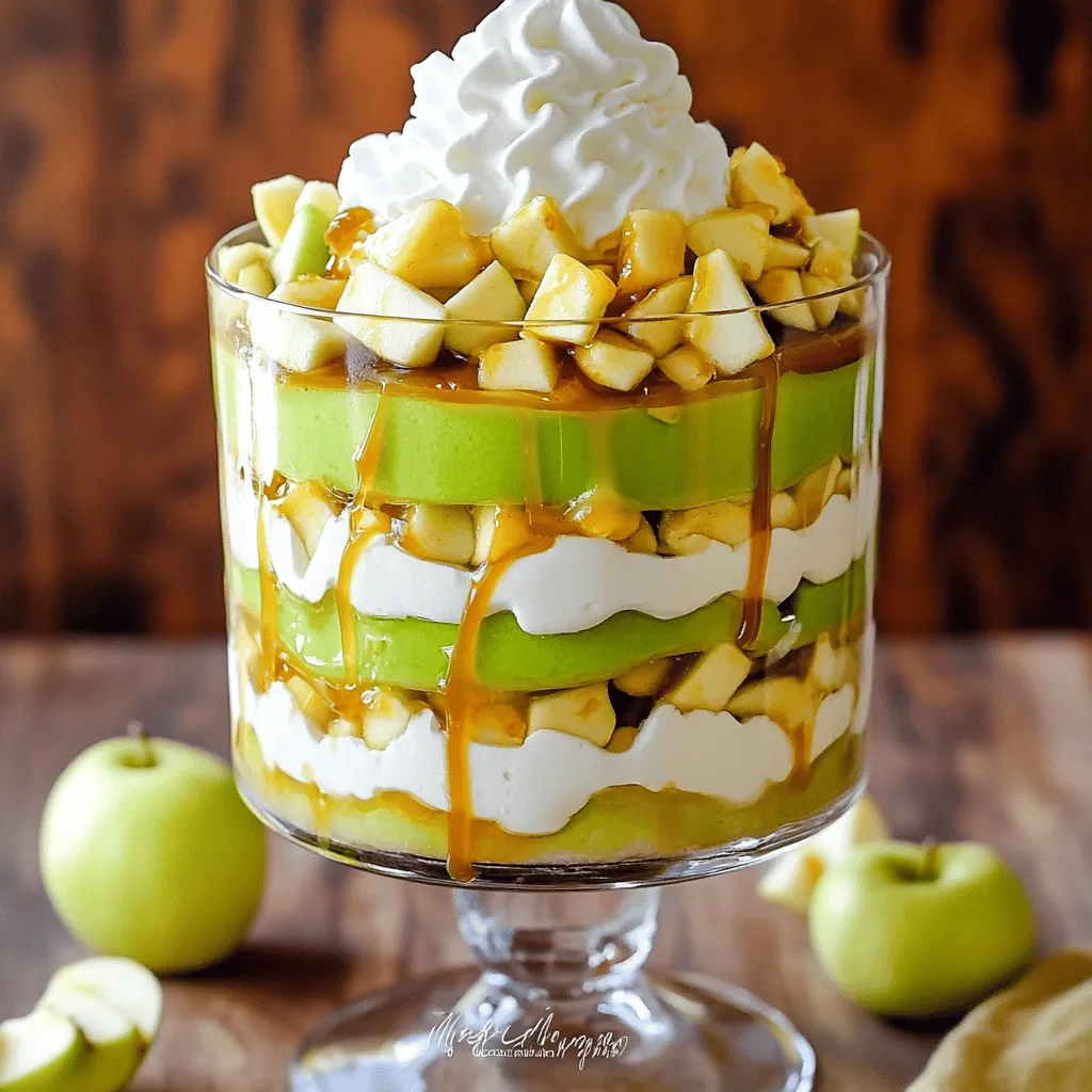 Für dein karamellisiertes Apfel-Trifle brauchst du: - 4 mittlere Äpfel (z.B. Granny Smith oder Honeycrisp), geschält und gewürfelt - 1 Tasse Kristallzucker - 1/2 Tasse ungesalzene Butter - 1 Tasse Schlagsahne - 1 Teelöffel Vanilleextrakt - 1 Teelöffel Zimt - 1/2 Tasse gemahlene Ingwerkekse oder Graham-Cracker - 1 Tasse Karamellsauce (selbstgemacht oder gekauft) - 1 Tasse Schlagsahne (zum Garnieren) - Zusätzliche gewürfelte Äpfel und Karamellsauce zur Dekoration Wenn du Äpfel auswählst, achte auf frische und knackige Exemplare. Granny Smith bietet eine tolle Säure, die gut zu Karamell passt. Honeycrisp hat eine süße Note und bleibt beim Kochen fest. Beide Sorten geben deinem Dessert eine tolle Textur und Geschmack. Du kannst Karamellsauce kaufen oder selbst machen. Wenn du sie kaufst, achte auf die Zutatenliste. Die beste Sauce hat keine künstlichen Zusätze. Wenn du sie selbst machst, verwende ungesalzene Butter und echten Zucker. So schmeckt die Sauce frisch und lecker. Um die Karamellsauce zu machen, schmelze zuerst die Butter in einem Topf. Dann füge den Zucker hinzu. Rühre die Mischung gut um, bis sie kocht. Reduziere die Hitze und lasse sie fünf Minuten köcheln. Das Karamell wird goldbraun. Nimm den Topf vom Herd und lasse die Sauce abkühlen. Nehme die gewürfelten Äpfel und lege sie in eine Pfanne. Füge Zimt und die Hälfte der Karamellsauce dazu. Koche alles bei mittlerer Hitze für fünf bis sieben Minuten. Die Äpfel sollten zart, aber nicht matschig sein. Stelle die Pfanne beiseite und lass die Mischung abkühlen. In einer Rührschüssel schlage die Schlagsahne, bis sie weiche Spitzen bildet. Das dauert ein paar Minuten. Füge dann den Vanilleextrakt vorsichtig hinzu. Rühre alles gut um, aber sei sanft, damit die Luft nicht entweicht. Beginne mit einer Schicht Ingwerkekse in einer großen Trifle-Schüssel. Darauf kommt eine Schicht der Apfelmischung. Träufle etwas von der restlichen Karamellsauce über die Äpfel. Jetzt löffle eine Schicht der Schlagsahne-Mischung darüber. Wiederhole diese Schichten, bis alle Zutaten aufgebraucht sind. Beende mit einer Schicht Schlagsahne oben. Decke das Trifle mit Frischhaltefolie ab und stelle es für mindestens eine Stunde in den Kühlschrank. So können die Aromen gut durchziehen. Vor dem Servieren dekoriere das Trifle mit gewürfelten Äpfeln und einem Spritzer Karamellsauce. Das sieht toll aus und schmeckt noch besser. Die Karamellsauce ist der Schlüssel für einen guten Trifle. Du musst langsam und geduldig sein. Beginne mit mittlerer Hitze, damit der Zucker gleichmäßig schmilzt. Rühre gut um, um Klumpen zu vermeiden. Achte darauf, dass die Sauce nicht zu lange kocht. Ein goldbraunes Aussehen zeigt an, dass es perfekt ist. Lass die Sauce etwas abkühlen, bevor du sie benutzt. So bleibt sie dick und lecker. Die Präsentation ist sehr wichtig. Beginne mit einer Schicht der Ingwerkekse in deinem Glas. Diese geben einen schönen Crunch. Danach kommt die Apfelmischung. Träufle etwas Karamellsauce darüber. Achte darauf, dass die Schichten sichtbar sind. Jede Schicht sollte gut sichtbar sein, damit die Farben strahlen. Beende mit einer großzügigen Schicht Schlagsahne. Garniere mit gewürfelten Äpfeln und einem Spritzer Karamellsauce für den Wow-Effekt. Der Karamellisierte Apfel-Trifle ist perfekt für Feste. Du kannst ihn in großen Schüsseln oder in kleinen Gläsern servieren. Kleine Gläser sehen besonders hübsch aus und sind leicht zu teilen. Stelle sicher, dass du die Trifles gut kühlst, bevor du sie servierst. So schmecken sie frisch und lecker. Du kannst auch frische Minzblätter als Dekoration verwenden. Sie bringen Farbe und einen frischen Geschmack. {{image_4}} Wenn du Allergien hast, kannst du den Trifle anpassen. Für eine glutenfreie Variante benutze glutenfreie Kekse. Es gibt viele Marken, die leckere Optionen bieten. Um eine vegane Version zu machen, ersetze die Butter durch Kokosöl. Nutze pflanzliche Sahne und eine vegane Karamellsauce. So bleibt der Geschmack toll, ohne tierische Produkte. Du kannst die Äpfel durch andere Früchte ersetzen. Birnen sind eine großartige Wahl. Sie sind süß und passen gut zu Karamell. Auch Beeren sind lecker. Himbeeren oder Brombeeren bringen eine frische Note. Mische verschiedene Früchte für mehr Geschmack und Farbe. Denke daran, die Gewürze wie Zimt anzupassen, je nach Fruchtwahl. Um deinen Trifle noch besser zu machen, füge Nüsse oder Schokolade hinzu. Gehackte Walnüsse oder Mandeln bringen Crunch. Schokoladensplitter oder geschmolzene Schokolade sind ebenfalls lecker. Du kannst die Schichten mit verschiedenen Belägen anpassen, um Abwechslung zu schaffen. Experimentiere mit dem, was dir gefällt! Um deinen Karamell-Apfel-Trifle frisch zu halten, decke ihn gut ab. Verwende Frischhaltefolie oder ein luftdichtes Behältnis. So bleiben die Aromen erhalten und die Textur bleibt frisch. Wenn du ihn in einer Glas-Trifle-Schüssel hast, decke die Oberfläche direkt ab. Im Kühlschrank hält der Trifle bis zu drei Tage. Nach diesem Zeitraum kann die Schlagsahne ihre frische Konsistenz verlieren. Der Geschmack wird aber auch nach drei Tagen lecker bleiben. Stelle sicher, dass der Trifle immer gut abgedeckt ist, um Gerüche anderer Lebensmittel zu vermeiden. Einfrieren ist für diesen Trifle nicht ideal. Die Texturen können sich beim Auftauen ändern. Die Schlagsahne wird wässrig und die Äpfel können matschig werden. Wenn du Reste hast, ist es besser, sie im Kühlschrank zu lagern. So bleibt der Trifle am besten. Die Zubereitung der Karamellsauce dauert etwa 10 bis 15 Minuten. Du schmilzt die Butter und fügst den Zucker hinzu. Rühre gut um, bis das Karamell goldbraun ist. Achte darauf, die Hitze nicht zu hoch einzustellen, damit es nicht anbrennt. Ja, du kannst Fertig-Karamellsauce verwenden. Sie spart Zeit und ist einfach zu nutzen. Aber selbstgemachte Karamellsauce hat einen reicheren Geschmack. Wenn du die Zeit hast, empfehle ich, deine eigene Sauce zu machen. Du kannst den Trifle mit zusätzlichen gewürfelten Äpfeln und einem Spritzer Karamellsauce dekorieren. Eine Prise der zerkrümelten Ingwerkekse obendrauf gibt einen tollen Crunch. Du kannst auch Schlagsahne auf die oberste Schicht geben. Wenn du keine Ingwerkekse hast, kannst du Graham-Cracker verwenden. Diese geben ebenfalls einen guten Geschmack. Du kannst auch zerbröselte Kekse nach Wahl nutzen, um eine eigene Note hinzuzufügen. Ja, dieser Trifle ist perfekt für Partys. Er sieht toll aus und schmeckt fantastisch. Du kannst ihn in großen Schüsseln oder in kleinen Gläsern servieren. So können sich deine Gäste gut bedienen. Du hast alles Notwendige über den karamellisierten Apfel-Trifle gelernt. Wir haben die Zutaten besprochen, wie man sie auswählt und zubereitet. Die Schritt-für-Schritt-Anleitung macht das Nachkochen einfach. Tipps und Tricks helfen dir, den Trifle perfekt zu gestalten. Du kannst auch Variationen für spezielle Diäten und Anlässe ausprobieren. Denke daran, wie du deinen Trifle lagerst, um die Frische zu bewahren. Probiere diesen leckeren Nachtisch aus, er wird sicher begeistern!