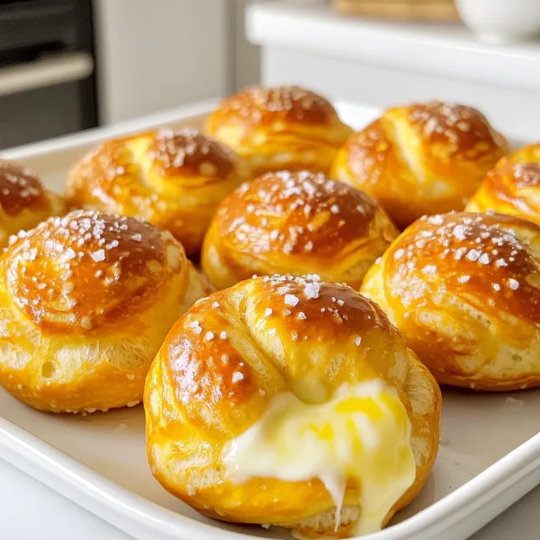 Für die perfekten gefüllten Brezelbissen brauchst du folgende Zutaten: - 350 ml warmes Wasser - 1 Päckchen (2 ¼ TL) aktive Trockenhefe - 1 Esslöffel Zucker - 500 g Weizenmehl (Typ 550) - 1 Teelöffel Salz - 60 ml ungesalzene Butter, geschmolzen - 1 Teelöffel Natron - 1 großes Ei, verquirlt - Grobes Meersalz zum Bestreuen - 100 g geriebener Käse (Cheddar oder Mozzarella) Diese Zutaten helfen dir, die Brezelbissen schön fluffig und lecker zu machen. Die Füllungen machen deine Brezelbissen besonders. Hier sind einige leckere Optionen: - Pepperoni-Scheiben - Jalapeños - Gekochte Wurststücke Du kannst die Füllungen nach deinem Geschmack wählen. Probiere verschiedene Kombinationen aus. So wird jedes Mal ein neues Geschmackserlebnis. Frische Zutaten sind wichtig. Sie geben den Brezelbissen mehr Geschmack. Hier sind einige Tipps: - Achte darauf, dass das Wasser warm ist, aber nicht heiß. - Verwende frische Hefe für den besten Auftrieb. - Reibe den Käse selbst, um die beste Schmelzqualität zu sichern. Frische Zutaten machen einen großen Unterschied. Du wirst es schmecken! Zuerst nimmst du eine große Schüssel. Füge 350 ml warmes Wasser hinzu. Gib dann ein Päckchen aktive Trockenhefe und einen Esslöffel Zucker dazu. Rühre vorsichtig um. Lass die Mischung für fünf Minuten stehen, bis sie schaumig wird. Dieser Schritt ist wichtig für die Hefeaktivierung. Danach fügst du 500 g Weizenmehl und einen Teelöffel Salz hinzu. Vergiss nicht die 60 ml geschmolzene Butter! Mische alles gut. Knete den Teig auf einer bemehlten Fläche für etwa fünf Minuten. Er sollte glatt und elastisch sein. Jetzt kommt der spannende Teil. Gib den Teig in eine geölte Schüssel. Decke ihn mit einem Küchentuch ab. Lass den Teig an einem warmen Ort für etwa eine Stunde ruhen. Er sollte sich in dieser Zeit verdoppeln. Dies gibt den Brezelbissen einen leichten und luftigen Biss. Nach dem Gehen drückst du den Teig leicht zusammen. Teile ihn in zwölf gleich große Stücke. Drücke jedes Stück flach. Lege etwa einen Esslöffel deiner gewünschten Füllung in die Mitte. Du kannst Käse, Pepperoni oder andere Leckereien verwenden. Klappe die Ränder des Teigs über die Füllung. Drücke sie gut zusammen, damit sie fest verschlossen sind. Forme jede Portion zu einer kleinen Kugel. In einer kleinen Schüssel löst du einen Teelöffel Natron in 950 ml Wasser auf. Diese Lösung macht die Brezelbissen schön braun und knusprig. Tauche jede Brezel für etwa zehn Sekunden in die Natronlösung. Nimm sie dann heraus und lass das überschüssige Wasser abtropfen. Heize die Luftfritteuse auf 175°C vor. Bestreiche jede Brezel mit dem verquirlten Ei. Bestreue sie großzügig mit grobem Meersalz. Lege die Brezelbissen in einer einzigen Schicht in den Korb der Luftfritteuse. Achte darauf, dass sie sich nicht berühren. Frittiere sie für 8 bis 10 Minuten. Sie sollten goldbraun und aufgegangen sein. Lass sie ein paar Minuten abkühlen, bevor du sie servierst. Enjoy! Um einen perfekten Teig zu machen, achte auf die Hefe. Sie sollte frisch sein und gut aufgehen. Mische warmes Wasser, Hefe und Zucker. Lass die Mischung etwa fünf Minuten stehen. Sie sollte schaumig werden. Verwende gutes Mehl, wie Weizenmehl Typ 550. Knete den Teig gut, bis er glatt ist. Dies gibt den Brezelbissen die richtige Struktur. Um deine Brezelbissen knusprig zu machen, tauche sie in die Natronlösung. Das hilft, die Außenseite schön braun und knusprig zu machen. Achte darauf, dass du die Brezelbissen nicht zu lange in der Lösung lässt. Das Ei, das du aufträgst, sorgt auch für eine tolle Farbe. Die Luftfritteuse sollte vorgeheizt sein, damit die Brezelbissen gleichmäßig garen. Zu gefüllten Brezelbissen passen viele Dips. Senf ist klassisch und lecker. Käsesoße macht die Brezelbissen noch besser. Du kannst auch Guacamole oder Salsa ausprobieren. Diese Saucen bringen frischen Geschmack und sind einfach zu machen. Experimentiere mit verschiedenen Dips, um deinen Favoriten zu finden. {{image_4}} Du kannst viele Käsesorten verwenden. Cheddar und Mozzarella sind sehr beliebt. Probiere auch Gouda oder Brie für einen besonderen Geschmack. Füllungen machen deine Brezelbissen spannend. Pepperoni bringt Würze, während Jalapeños für Schärfe sorgen. Du kannst sogar gekochte Wurststücke verwenden. Sei kreativ mit deinen Füllungen und finde deine Lieblingskombination. Für vegane Brezelbissen gibt es tolle Optionen. Verwende pflanzliche Butter statt normaler Butter. Nutze veganen Käse, der gut schmilzt. Anstelle von Eiern kann eine Mischung aus Leinsamen und Wasser helfen. Diese Mischung bindet den Teig und sorgt für eine schöne Farbe. Vegane Alternativen bieten viele Möglichkeiten für alle. Gewürze und Kräuter können deine Brezelbissen leckerer machen. Füge Knoblauchpulver oder Zwiebelpulver hinzu für mehr Geschmack. Frische Kräuter wie Rosmarin oder Thymian bringen Frische. Experimentiere mit Paprika oder Chilipulver für eine scharfe Note. Diese kleinen Änderungen machen einen großen Unterschied und bringen Abwechslung in dein Rezept. Um die Brezelbissen frisch zu halten, lege sie in einen luftdichten Behälter. So bleiben sie weich und lecker. Du kannst auch ein Tuch verwenden, um sie warm zu halten. Vermeide, sie offen liegen zu lassen. Das macht sie schnell trocken. Um die Brezelbissen aufzuwärmen, benutze die Luftfritteuse. Stelle sie auf 160°C (320°F) für etwa 3-5 Minuten. So werden sie außen knusprig und innen warm. Du kannst auch einen Ofen verwenden. Backe sie für 5-7 Minuten bei 180°C (350°F). Im Kühlschrank bleiben die Brezelbissen etwa 3-4 Tage frisch. Stelle sicher, dass sie gut verpackt sind. Wenn du sie länger aufbewahren willst, friere sie ein. In einem luftdichten Behälter halten sie bis zu 3 Monate. Zum Auftauen lasse sie einfach im Kühlschrank über Nacht. Die Brezelbissen brauchen 8 bis 10 Minuten in der Luftfritteuse. Sie sollten goldbraun und aufgegangen sein. Ich empfehle, sie nach 8 Minuten zu überprüfen. So stellen Sie sicher, dass sie perfekt sind. Ja, du kannst den Teig im Voraus machen. Bereite ihn einfach bis zum Gehen vor. Danach kannst du ihn im Kühlschrank lagern. Lass ihn dann bei Raumtemperatur stehen, bevor du die Brezelbissen formst. Wenn du keine frische Hefe hast, kannst du Trockenhefe verwenden. Ein Päckchen Trockenhefe ist gleichwertig mit frischer Hefe. Du kannst auch Backpulver nutzen, aber der Geschmack wird anders sein. Um die Brezelbissen würziger zu machen, füge einfach Gewürze hinzu. Paprika oder Knoblauchpulver passen gut. Du kannst auch Jalapeños in die Füllung geben. So wird jeder Biss schmackhafter! Die gefüllten Brezelbissen aus der Luftfritteuse sind einfach zuzubereiten. Wir haben die Hauptzutaten, Füllungen und Tipps geteilt. Sie haben gelernt, wie man perfekten Teig macht und die Bissen knusprig frittiert. Variationen bieten viele Möglichkeiten, um neue Geschmäcker zu entdecken. Denken Sie daran, wie wichtig die richtige Lagerung ist, um die Frische zu erhalten. Mit diesen Informationen sind Sie bereit, Ihre Familie und Freunde mit leckeren Brezelbissen zu begeistern. Viel Spaß beim Kochen!