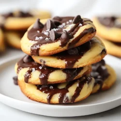 Für deine Schokoladenkekse mit Käsekuchen Geschmack brauchst du: - 1 Tasse Frischkäse, weich - 1/2 Tasse ungesalzene Butter, weich - 1 Tasse Zucker - 1/2 Tasse brauner Zucker, fest gepackt - 1 Teelöffel Vanilleextrakt - 1 Ei - 2 Tassen Weizenmehl - 1 Teelöffel Backnatron - 1/2 Teelöffel Salz - 1 Tasse Schokoladenstückchen - 1/2 Tasse Mini-Schokoladenstückchen Die Mengen sind wichtig. Achte darauf, keine Zutaten zu übersehen. Nutze eine Tasse für die Flüssigkeiten und trockenen Zutaten. Ein Teelöffel hilft dir bei Gewürzen und Backpulver. Wenn du die richtigen Maße hast, wird der Teig perfekt. Du kannst die Kekse noch besser machen! Füge Nüsse hinzu, um mehr Textur zu bekommen. Walnüsse oder Pekannüsse passen gut. Du kannst auch verschiedene Schokoladensorten verwenden, wie weiße oder dunkle Schokolade. Für einen fruchtigen Touch kannst du getrocknete Früchte wie Cranberries oder Kirschen hinzufügen. {{ingredient_image_2}} Heize deinen Ofen auf 175°C vor. Nimm ein Backblech und lege es mit Backpapier aus. Das Backpapier hilft, die Plätzchen nicht anzubrennen. So bleibt die Unterseite schön weich. In einer großen Schüssel vermische weichen Frischkäse und weiche Butter. Schlage sie mit einem Handrührgerät, bis die Mischung cremig ist. Füge dann Zucker, braunen Zucker und Vanilleextrakt hinzu. Rühre alles gut, bis es fluffig ist. Dann schlage das Ei hinein, bis es gut vermischt ist. In einer anderen Schüssel mische Weizenmehl, Backnatron und Salz. Gib die trockenen Zutaten langsam zu den nassen hinzu. Mische alles nur bis es gerade verbunden ist. Jetzt kommen die Schokoladenstückchen. Hebe sie vorsichtig unter den Teig. Das sorgt für den schokoladigen Geschmack in jedem Bissen. Nutze einen Esslöffel oder einen Ausstecher, um Teigkugeln auf das Backblech zu setzen. Lass dabei etwa 5 cm Abstand zwischen den Kugeln. Backe die Plätzchen für 10-12 Minuten. Sie sind fertig, wenn die Ränder goldbraun sind und die Mitte weich bleibt. Lass die Plätzchen 5 Minuten auf dem Blech abkühlen. Danach lege sie auf ein Kuchengitter, damit sie vollständig auskühlen können. So bleiben sie frisch und lecker. Um die besten Schokoladenkekse mit Käsekuchen Geschmack zu backen, beachte folgende Tipps: - Zutaten bei Raumtemperatur: Frischkäse und Butter sollten weich sein. - Zucker gut mischen: Schlage Zucker und Butter lange genug, bis die Mischung fluffig wird. - Mehl nicht übermischen: Mische das Mehl nur bis es eingearbeitet ist. - Gleichmäßige Teigportionen: Verwende einen Eisportionierer, um gleich große Kekse zu formen. - Ofen vorheizen: Stelle sicher, dass dein Ofen die richtige Temperatur hat, bevor du die Kekse backst. Hier sind einige Fehler, die du vermeiden solltest: - Zutaten nicht abgewogen: Verwende eine Küchenwaage für genaue Messungen. - Backzeit ignorieren: Überprüfe die Kekse regelmäßig. Sie sollten goldbraun, aber noch weich sein. - Zu viel Mehl: Zu viel Mehl macht die Kekse trocken. Achte auf die richtige Menge. - Kekse zu nah platzieren: Lass genug Platz zwischen den Teigkugeln, damit sie nicht zusammenbacken. Die Lagerung deiner Kekse ist wichtig, um ihre Frische zu bewahren: - Luftdicht aufbewahren: Bewahre die Kekse in einem luftdichten Behälter auf. - Kühl lagern: Halte sie an einem kühlen Ort, um die Frische zu erhalten. - Haltbarkeit: Die Kekse halten sich bis zu einer Woche, wenn sie richtig gelagert sind. - Einfrieren: Du kannst die Kekse auch einfrieren. So bleiben sie länger frisch. Pro Tipps Frischkäse Temperatur: Stellen Sie sicher, dass der Frischkäse und die Butter weich sind, um eine glatte und cremige Konsistenz zu erreichen. Mehl abmessen: Messen Sie das Mehl richtig, indem Sie es mit einem Löffel in die Tasse füllen und dann abstreichen, um eine Überfüllung zu vermeiden. Backzeit überwachen: Überwachen Sie die Plätzchen während des Backens, um sicherzustellen, dass sie nicht zu trocken werden; die Mitte sollte leicht weich bleiben. Schokoladendekoration: Für eine ansprechende Präsentation können Sie geschmolzene Schokolade über die Plätzchen träufeln und mit Meersalz bestreuen. {{image_4}} Um diese Plätzchen glutenfrei zu machen, ersetzen Sie das Weizenmehl durch glutenfreies Mehl. Es gibt viele Marken, die gut funktionieren. Achten Sie darauf, eine Mischung zu verwenden, die für Backwaren gedacht ist. Sie können auch Mandelmehl verwenden, um einen nussigen Geschmack hinzuzufügen. Die Textur kann etwas anders sein, aber sie werden trotzdem lecker. Für eine vegane Version ersetzen Sie den Frischkäse durch pflanzlichen Frischkäse. Verwenden Sie Kokosöl oder vegane Butter anstelle von ungesalzener Butter. Statt eines Eies nehmen Sie einen Esslöffel Leinsamenmehl mit drei Esslöffeln Wasser. Lassen Sie die Mischung einige Minuten stehen, bis sie dick wird. Dies gibt der Mischung die Bindung, die wir brauchen. Es gibt viele Wege, um den Geschmack dieser Kekse zu verändern. Fügen Sie Zimt oder Muskatnuss hinzu, um eine warme Note zu bekommen. Für mehr Textur können Sie Nüsse wie Walnüsse oder Pekannüsse einmischen. Auch getrocknete Früchte wie Cranberries oder Kirschen passen gut. Kreativität ist der Schlüssel, um neue Geschmäcker zu entdecken! Um die Frische deiner Schokoladenkekse mit Käsekuchen Geschmack zu bewahren, lagere sie an einem kühlen, trockenen Ort. Der ideale Temperaturbereich liegt zwischen 18 und 22 Grad Celsius. Vermeide direkte Sonneneinstrahlung, da dies die Kekse austrocknen kann. Halte sie in einem luftdichten Behälter, um die Feuchtigkeit zu schützen. So bleiben sie weich und lecker. Das Einfrieren ist eine gute Methode, um Plätzchen länger frisch zu halten. Lass die Kekse nach dem Backen vollständig abkühlen. Lege sie dann in einer einzelnen Schicht auf ein Backblech und friere sie für etwa zwei Stunden ein. Danach kannst du sie in einen luftdichten Behälter oder einen Gefrierbeutel umfüllen. So bleiben sie bis zu drei Monate haltbar. Zum Auftauen leg sie einfach für einige Stunden in den Kühlschrank. Der richtige Behälter ist wichtig. Verwende einen luftdichten Behälter aus Kunststoff oder Glas. Diese Materialien halten die Kekse frisch und verhindern, dass sie ihre Textur verlieren. Wenn du einen Papierteller oder eine Papiertüte verwendest, trocknen die Kekse schnell aus. Füge auch ein Stück Brot in den Behälter hinzu. Das hilft, die Feuchtigkeit zu halten. Um sicherzustellen, dass Ihre Cookies weich bleiben, backen Sie sie nicht zu lange. Die Ränder sollten goldbraun sein, aber die Mitte sollte noch weich ausschauen. Lassen Sie die Cookies nach dem Backen fünf Minuten auf dem Blech ruhen. So bleibt die Wärme im Cookie, und sie setzen ihre Feuchtigkeit frei. Lagern Sie sie in einem luftdichten Behälter. Das hält die Cookies frisch und weich. Ja, Sie können andere Schokoladensorten verwenden! Probieren Sie weiße Schokolade oder Zartbitterschokolade aus. Diese Varianten geben einen neuen Geschmack und eine andere Süße. Sie können auch Schokoladenstückchen mit verschiedenen Füllungen wählen. Das macht die Kekse noch interessanter und leckerer. Die Plätzchen können bis zu einer Woche in einem luftdichten Behälter aufbewahrt werden. Wenn Sie die Cookies einfrieren, halten sie bis zu drei Monate. Achten Sie darauf, sie gut zu verpacken, damit sie nicht austrocknen. Lassen Sie sie einfach bei Raumtemperatur auftauen, wenn Sie sie essen möchten. Um leckere Cookies zu backen, haben wir alle wichtigen Zutaten und Maße geklärt. Ich habe dir eine klare, Schritt-für-Schritt-Anleitung gegeben, die es leicht macht. Mit Tipps und Tricks gelingt dir das Backen noch besser. Variationen zeigen dir, wie du deine Cookies anpassen kannst. Zudem hast du gelernt, wie du sie richtig lagerst. Jetzt bist du bereit, leckere Cookies zu backen und zu genießen! Viel Spaß beim Ausprobieren!