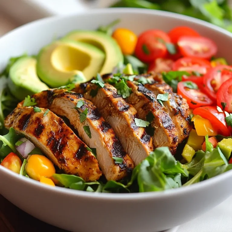 Für diesen köstlichen Salat brauchen Sie: - 2 Hähnchenbrustfilets, ohne Knochen und Haut - 4 Tassen gemischter Blattsalat (Rucola, Spinat und romana) - 1 rote Paprika, in Scheiben geschnitten - 1 Avocado, gewürfelt - 1 Tasse Kirschtomaten, halbiert - 1/2 rote Zwiebel, dünn geschnitten - 1/4 Tasse frischer Koriander, gehackt Diese Zutaten bringen Farbe und Geschmack auf den Teller. Das Hähnchen macht den Salat sättigender. Hier sind die Gewürze und Öle, die Sie benötigen: - 2 Esslöffel Jerk-Gewürzmischung - 1 Esslöffel Olivenöl - Saft von 1 Limette - Salz und Pfeffer nach Geschmack Die Jerk-Gewürzmischung sorgt für einen kräftigen Geschmack. Olivenöl und Limettensaft bringen Frische. Sie können den Salat mit diesen leckeren Ergänzungen aufpeppen: - Gegrillte Ananasstückchen - Schwarze Bohnen für mehr Protein - Feta-Käse für eine cremige Note Diese Beilagen fügen neue Texturen und Aromen hinzu. Experimentieren Sie, um Ihre perfekte Mischung zu finden! {{ingredient_image_2}} Zuerst nimmst du die Hähnchenbrustfilets. In einer Schüssel mischst du die Jerk-Gewürzmischung mit dem Olivenöl. Reibe die Hähnchenstücke gut ein. Das Öl hilft, die Aromen zu binden. Decke die Schüssel ab und stelle sie für mindestens 30 Minuten in den Kühlschrank. Für intensiveren Geschmack kannst du das Hähnchen bis zu 2 Stunden marinieren. Heize eine Grillpfanne oder einen Grill auf mittlere Hitze vor. Wenn der Grill heiß ist, lege die marinierten Hähnchenbrustfilets darauf. Grill sie etwa 6-7 Minuten pro Seite. Die Innentemperatur sollte 75 °C erreichen. Nach dem Grillen lasse das Hähnchen 5 Minuten ruhen. So bleibt es saftig. Schneide das Hähnchen dann in Streifen. Nimm eine große Schüssel. Vermenge die gemischten Blattsalate, die geschnittene rote Paprika, die gewürfelte Avocado, die halbierten Kirschtomaten und die dünn geschnittene rote Zwiebel. Diese Zutaten bringen frische Farben und Texturen in den Salat. Lege die geschnittenen Jerk-Hähnchenstreifen auf die Salatmischung. Träufle den Limettensaft über den Salat. Füge frischen Koriander, Salz und Pfeffer hinzu. Mische alles vorsichtig, damit die Zutaten gut verteilt sind. Teile den Salat auf Teller auf. Achte darauf, dass jede Portion genug Hähnchen und Gemüse hat. Um das Hähnchen perfekt zu marinieren, benutze die Jerk-Gewürzmischung. Reibe das Hähnchen gut mit den Gewürzen ein. Das Olivenöl hilft, die Aromen besser aufzunehmen. Lasse das Hähnchen mindestens 30 Minuten im Kühlschrank. Für mehr Geschmack, mariniere es bis zu zwei Stunden. Das gibt dem Hähnchen die volle Kraft der Gewürze. Grille das Hähnchen bei mittlerer Hitze. Das sorgt dafür, dass es gleichmäßig gart. Grill die Brustfilets etwa 6-7 Minuten pro Seite. Die Innentemperatur sollte 75 °C erreichen. Nutze ein Fleischthermometer, um sicher zu sein. Lass das Hähnchen nach dem Grillen fünf Minuten ruhen. So bleiben die Säfte im Fleisch. Serviere den Salat in großen, flachen Schalen. Das sieht schön aus und ist einladend. Garniere den Salat mit frischen Korianderblättern und Limettenstücken. Die Farben machen das Gericht lebendig. Achte darauf, dass jede Portion genug Hähnchen und Gemüse hat. Das gibt dem Salat eine ausgewogene Optik und macht ihn lecker. Pro Tipps Hähnchen marinieren: Für den besten Geschmack sollte das Hähnchen mindestens 2 Stunden im Kühlschrank mariniert werden, um die Aromen der Jerk-Gewürzmischung vollständig aufzunehmen. Grilltechnik: Stellen Sie sicher, dass der Grill oder die Grillpfanne gut vorgeheizt ist, bevor Sie das Hähnchen hinzufügen, um ein gleichmäßiges Grillen und eine schöne Grillmarkierung zu erzielen. Salatzutaten frisch halten: Wählen Sie frische, knackige Zutaten und fügen Sie die Avocado erst kurz vor dem Servieren hinzu, damit sie nicht braun wird. Präsentation: Servieren Sie den Salat auf großen Tellern und garnieren Sie ihn kreativ mit Koriander und Limetten, um eine ansprechende Optik zu erzielen. {{image_4}} Du kannst den Jerk-Hühnchen-Salat leicht vegetarisch machen. Ersetze das Hähnchen durch Tofu oder Tempeh. Marinier die pflanzlichen Alternativen mit der Jerk-Gewürzmischung und brate sie in der Pfanne. Das gibt den gleichen würzigen Geschmack. Du kannst auch schwarze Bohnen oder Kichererbsen hinzufügen. Diese bringen Protein und machen den Salat sättigender. Nutze frische Zutaten aus deiner Region. Statt Avocado kannst du zum Beispiel Gurken verwenden. Sie geben eine schöne Frische. Auch andere Paprika oder verschiedene Salatsorten sind möglich. Probiere lokale Kräuter wie Petersilie oder Schnittlauch. Diese bringen neue Geschmäcker und Farben in deinen Salat. Das Dressing ist wichtig für den Geschmack. Du kannst eine einfache Vinaigrette aus Limettensaft und Olivenöl machen. Wenn du mehr Geschmack willst, füge etwas Honig und Senf hinzu. Für einen cremigen Touch kannst du Joghurt oder Avocado-Dressing verwenden. Das passt gut zum Jerk-Geschmack und macht den Salat noch leckerer. Um den Salat frisch zu halten, stelle ihn in den Kühlschrank. Verwende einen luftdichten Behälter. So bleibt der Geschmack lange erhalten. Achte darauf, dass die Zutaten gut abgedeckt sind. Wenn du den Salat später essen möchtest, füge das Hähnchen erst kurz vor dem Servieren hinzu. Auf diese Weise bleibt der Salat knackig. Wenn du das Hähnchen aufwärmen möchtest, benutze eine Pfanne. Erhitze die Pfanne bei niedriger Temperatur. Lege die Hähnchenstücke hinein und decke die Pfanne ab. So bleibt das Hähnchen saftig. Du kannst auch etwas Wasser hinzufügen, um es nicht austrocknen zu lassen. Erwärme es nur kurz, etwa fünf bis sieben Minuten. Der Salat bleibt im Kühlschrank bis zu drei Tage frisch. Achte darauf, die Zutaten regelmäßig zu überprüfen. Wenn die Blätter welk aussehen oder der Koriander braun wird, solltest du sie entsorgen. Um die Frische zu maximieren, lagere die Avocado getrennt. Schneide sie erst kurz vor dem Servieren. So vermeidest du, dass sie braun wird. Um Jerk-Gewürz selbst zu machen, brauchen Sie einige einfache Zutaten. Mischen Sie: - 1 Esslöffel Piment - 1 Esslöffel Zimt - 1 Esslöffel Thymian - 1 Esslöffel Paprika - 1 Esslöffel Zucker - 1 Teelöffel schwarzer Pfeffer - 1 Teelöffel Salz - 1 Teelöffel Knoblauchpulver - 1 Teelöffel Zwiebelpulver - 1-2 frische Scotch Bonnet-Chilis (je nach Geschmack) Mahlen Sie die trockenen Gewürze zusammen. Fügen Sie die Chilis und etwas Öl hinzu. Mischen Sie alles gut. Das Jerk-Gewürz ist nun bereit für Ihr Hähnchen. Ja, Sie können das Hähnchen auch im Ofen zubereiten. Heizen Sie den Ofen auf 200 °C vor. Legen Sie die marinierten Hähnchenbrustfilets auf ein Backblech. Braten Sie das Hähnchen etwa 25-30 Minuten lang. Es sollte eine Innentemperatur von 75 °C erreichen. Lassen Sie das Hähnchen nach dem Backen fünf Minuten ruhen. Danach in Streifen schneiden und auf den Salat legen. Es gibt viele köstliche Variationen für den Salat. Hier sind einige Ideen: - Fügen Sie Mango oder Ananas für eine süße Note hinzu. - Verwenden Sie schwarze Bohnen für mehr Protein. - Probieren Sie Feta-Käse für einen salzigen Geschmack. - Ersetzen Sie die Avocado durch Nüsse, um einen Crunch zu bekommen. - Experimentieren Sie mit verschiedenen Blattgemüsen wie Grünkohl oder Feldsalat. So können Sie den Salat nach Ihrem Geschmack anpassen. In diesem Artikel haben wir die wichtigsten Zutaten für einen leckeren Salat besprochen. Wir haben die Schritte zum Marinieren und Grillen des Hähnchens sowie die Zubereitung des Salats erläutert. Tipps zur besten Präsentation und Variationen, inklusive vegetarischer Optionen, haben wir auch behandelt. Denke daran, wie du dein Hähnchen lagerst, um die Frische zu bewahren. Mit diesen Tipps kannst du einen tollen Salat zaubern. Sei kreativ und hab Spaß beim Kochen!