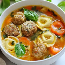 Für die Fleischbällchen benötigst du: - 450 g Rinderhackfleisch - 225 g Schweinehackfleisch - 125 g Semmelbrösel - 30 g frisch geriebener Parmesan - 1 großes Ei - 2 Knoblauchzehen, fein gehackt - 1 Teelöffel getrockneter Oregano - 1 Teelöffel getrocknetes Basilikum - Salz und Pfeffer nach Geschmack Diese Zutaten bilden die Basis für die herzhaften Fleischbällchen. Rinder- und Schweinehackfleisch sorgen für Geschmack und Saftigkeit. Die Semmelbrösel geben den Bällchen die richtige Konsistenz, während Parmesan und Gewürze für das Aroma sorgen. Das Ei bindet alles gut zusammen. Für die Suppe brauchst du: - 1 Esslöffel Olivenöl - 1 mittelgroße Zwiebel, gehackt - 2 Karotten, gewürfelt - 2 Stangen Sellerie, gewürfelt - 1 l Hühnerbrühe - 1 Dose (400 g) gewürfelte Tomaten Das Gemüse bringt Frische und Farbe in die Suppe. Zwiebeln, Karotten und Sellerie sind die klassischen Zutaten für eine gute Brühe. Die Hühnerbrühe sorgt für den herzhaften Geschmack, während die Tomaten eine fruchtige Note hinzufügen. Diese Mischung macht die Suppe reichhaltig und sättigend. Für den letzten Schliff benötigst du: - 120 g frischer Spinat - 1 Packung (250 g) Käsesemmel-Tortellini - Frische Basilikumblätter zum Garnieren Die Tortellini bringen eine tolle Textur und fügen Käsegeschmack hinzu. Der frische Spinat sorgt für eine gesunde Note und einen schönen Farbkontrast. Die frischen Basilikumblätter als Garnierung machen die Suppe nicht nur hübsch, sondern geben auch ein frisches Aroma. {{ingredient_image_2}} Um die Fleischbällchen zu machen, vermische ich zuerst Rinderhackfleisch und Schweinehackfleisch in einer großen Schüssel. Dazu kommen Semmelbrösel, frisch geriebener Parmesan und ein großes Ei. Ich füge auch zwei fein gehackte Knoblauchzehen, einen Teelöffel Oregano, einen Teelöffel Basilikum, Salz und Pfeffer hinzu. Dann knete ich alles gut durch, bis die Mischung gleichmäßig aussieht. Ich forme kleine Bällchen, etwa 2,5 cm groß, und lege sie beiseite. Ich erhitze einen Esslöffel Olivenöl in einem großen Topf bei mittlerer Hitze. Wenn das Öl heiß ist, gebe ich eine gehackte Zwiebel, gewürfelte Karotten und Sellerie hinein. Ich brate das Gemüse für etwa fünf Minuten an, bis es weich wird. Danach füge ich die vorbereiteten Fleischbällchen hinzu. Ich brate sie für fünf bis sieben Minuten an, bis sie goldbraun sind. Dabei wende ich sie hin und wieder. Jetzt wird es spannend! Ich gieße einen Liter Hühnerbrühe und eine Dose gewürfelte Tomaten in den Topf. Ich bringe die Mischung zum Köcheln. Dann rühre ich die Tortellini vorsichtig ein und lasse sie fünf bis sieben Minuten kochen, bis sie gar sind. Kurz bevor ich die Suppe serviere, gebe ich frischen Spinat dazu. Ich lasse ihn zwei bis drei Minuten kochen, bis er zusammenfällt. Zuletzt schmecke ich die Suppe mit Salz und Pfeffer ab. Um perfekte Fleischbällchen zu machen, mische frisches Rinder- und Schweinehackfleisch. Füge Semmelbrösel und geriebenen Parmesan hinzu. Das Ei bindet die Mischung gut. Verwende frischen Knoblauch für mehr Geschmack. Mische alles gut, aber überarbeite die Masse nicht. Forme gleich große Bällchen von etwa 2,5 cm. So garen sie gleichmäßig. Wenn du sie brätst, achte darauf, sie nicht zu überladen. So bekommen sie eine schöne Kruste. Die Garzeit der Tortellini ist wichtig. Käsesemmel-Tortellini braucht in der Regel 5 bis 7 Minuten. Achte darauf, sie erst hinzuzufügen, wenn die Brühe kocht. So bleiben sie al dente und matschen nicht. Rühre sanft um, damit sie nicht aneinander kleben. Probiere sie gegen Ende der Garzeit. So weißt du, ob sie perfekt sind. Um die Suppe noch besser zu machen, füge zusätzliche Gewürze hinzu. Rosmarin und Thymian passen gut zu den Fleischbällchen. Ein Schuss Zitronensaft bringt Frische. Für etwas Schärfe probiere rote Paprikaflocken. Auch frische Kräuter wie Petersilie oder Schnittlauch geben einen guten Geschmack. Experimentiere mit verschiedenen Zutaten, um deine eigene Note zu finden. Pro Tipps Fleischbällchen Kühlen: Lassen Sie die geformten Fleischbällchen vor dem Anbraten im Kühlschrank ruhen. Dies hilft, dass sie ihre Form behalten und beim Kochen nicht auseinanderfallen. Gemüse Vorbereiten: Schneiden Sie das Gemüse im Voraus und bewahren Sie es in einem luftdichten Behälter auf. So sparen Sie Zeit bei der Zubereitung und können die Suppe schneller kochen. Frische Kräuter Hinzufügen: Für ein intensiveres Aroma können Sie die frischen Basilikumblätter erst kurz vor dem Servieren hinzufügen, damit sie ihr frisches Aroma bewahren. Variationen Ausprobieren: Experimentieren Sie mit verschiedenen Gemüsesorten oder verwenden Sie andere Fleischsorten wie Hähnchen oder Pute für eine leichtere Variante der Suppe. {{image_4}} Wenn Sie eine fleischfreie Option möchten, probieren Sie vegetarische Fleischbällchen. Sie können Kichererbsen oder Linsen als Basis verwenden. Fügen Sie geriebenen Käse, Zwiebeln und Gewürze hinzu. Diese Mischung funktioniert gut in Ihrer Suppe. Sie erhalten einen nahrhaften und leckeren Geschmack ohne Fleisch. Die Brühe ist wichtig für den Geschmack. Neben Hühnerbrühe können Sie auch Gemüsebrühe verwenden. Diese Option ist leicht und frisch. Für mehr Tiefe können Sie Rinderbrühe ausprobieren. Experimentieren Sie mit selbstgemachten Brühen für den besten Geschmack. Tortellini gibt es in vielen Geschmacksrichtungen. Neben Käsesemmel-Tortellini können Sie Spinat- oder Pilztortellini nehmen. Diese Varianten bringen neue Aromen in die Suppe. Sie können auch frische Tortellini verwenden, um die Textur zu verbessern. Ihr Gericht wird so noch spannender und bunter. Bewahren Sie die Reste der Suppe in einem luftdichten Behälter auf. Lassen Sie die Suppe abkühlen, bevor Sie sie in den Kühlschrank stellen. So bleibt der Geschmack frisch. Idealerweise essen Sie die Reste innerhalb von drei bis vier Tagen. Erwärmen Sie die Suppe langsam auf dem Herd. Verwenden Sie eine mittlere Hitze, um ein Anbrennen zu vermeiden. Fügen Sie etwas Wasser oder Brühe hinzu, falls die Suppe zu dick ist. Rühren Sie gut um, damit alles gleichmäßig warm wird. Sie können die Suppe auch einfrieren. Füllen Sie die kalte Suppe in gefriergeeignete Behälter. Lassen Sie etwas Platz, damit sich die Suppe beim Einfrieren ausdehnen kann. Sie können die Suppe bis zu drei Monate lang einfrieren. Zum Auftauen stellen Sie die gefrorene Suppe einfach über Nacht in den Kühlschrank. Die Zubereitung dauert etwa 15 Minuten. Die Kochzeit beträgt insgesamt 35 Minuten. So sind Sie in weniger als einer Stunde fertig. Diese Suppe ist schnell und einfach zu machen. Ja, Sie können die Suppe im Voraus zubereiten. Kochen Sie die Suppe und lassen Sie sie abkühlen. Füllen Sie sie dann in einen Behälter. Sie kann im Kühlschrank bis zu drei Tage aufbewahrt werden. Wenn Sie die Suppe aufwärmen, fügen Sie etwas Wasser hinzu, um die Konsistenz zu verbessern. Zu dieser Suppe passen viele Beilagen. Hier sind einige Vorschläge: - Frisches Brot oder Baguette - Ein einfacher grüner Salat - Knoblauchbrot - Parmesan als Topping Diese Beilagen ergänzen die Aromen der Suppe perfekt. Probieren Sie sie aus! Diese italienische Fleischbällchen-Tortellini-Suppe ist einfach zuzubereiten und lecker. Wir haben die wichtigsten Zutaten, die Zubereitung und hilfreiche Tipps besprochen. Variationen und Lagerungseinweise bieten zusätzliche Optionen. Es ist wichtig, die Suppe gut aufzubewahren und den Geschmack anzupassen. Jetzt bist du bereit, diese köstliche Suppe zu machen und deiner Familie zu zeigen, wie viel Freude Kochen bringen kann! Nutze die Tipps, um deine eigene Version zu kreieren und zu genießen.