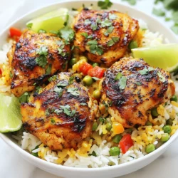 - 900 g Hühnchenkeulen, mit Knochen und Haut - 200 g Langkornreis - 475 ml Hühnerbrühe Die Hauptzutaten für Pollo Loco sind sehr wichtig. Die Hühnchenkeulen geben dem Gericht einen tollen Geschmack. Verwende frische oder tiefgekühlte Keulen, je nach Verfügbarkeit. Langkornreis sorgt für eine lockere Textur. Die Hühnerbrühe bringt noch mehr Aroma in das Gericht. - 1 mittelgroße Zwiebel, fein gehackt - 3 Knoblauchzehen, gehackt - 1 rote Paprika, gewürfelt - 150 g gefrorene Erbsen Gemüse und Gewürze machen dein Gericht bunt und lecker. Zwiebel und Knoblauch geben eine gute Basis. Die rote Paprika bringt Farbe und Süße. Die gefrorenen Erbsen sorgen für einen frischen Biss. Diese Zutaten sind einfach zu finden und bringen viel Geschmack. - 2 Esslöffel Olivenöl - Frischer Koriander zur Garnitur - Limettenspalten zum Servieren Olivenöl ist ideal zum Braten. Es gibt dem Gericht einen feinen Geschmack. Frischer Koriander macht die Speise frisch und aromatisch. Limettenspalten sorgen für einen spritzigen Kick. Diese Garnituren machen das Gericht besonders und einladend. {{ingredient_image_2}} - Zutaten für die Marinade: Olivenöl, Kreuzkümmel, geräuchertes Paprikapulver, Chilipulver, Salz und Pfeffer. - Marinierzeit und Tipps: Mische die Zutaten in einer Schüssel. Reibe die Marinade auf die Hühnchenkeulen. Lasse sie mindestens 30 Minuten marinieren. Im Kühlschrank kann die Marinade bis zu 4 Stunden wirken. - Hautseite braten: Erhitze Olivenöl in einer großen Pfanne. Lege die Hühnchenkeulen mit der Hautseite nach unten hinein. - Zubereitung in der Pfanne: Brate sie für 5-7 Minuten, bis die Haut goldbraun ist. Wende die Keulen und brate sie weitere 5 Minuten. Nimm das Hühnchen aus der Pfanne und lege es beiseite. - Zwiebel und Paprika dünsten: Füge die gehackte Zwiebel und die gewürfelte Paprika in die Pfanne. Dünste alles für 5 Minuten, bis das Gemüse weich ist. - Reis anrösten: Gib den Reis in die Pfanne. Rühre gut um und röste den Reis für 2 Minuten, bis er leicht goldbraun ist. - Kochen mit Deckel: Gieße die Hühnerbrühe in die Pfanne. Lege die angebratenen Hühnchenkeulen auf den Reis. - Garzeit überprüfen: Decke die Pfanne ab und reduziere die Hitze. Lasse das Gericht 25-30 Minuten köcheln, bis der Reis zart ist. - Dampfen der Erbsen: In den letzten 5 Minuten der Kochzeit streue gefrorene Erbsen obenauf. Decke die Pfanne wieder ab. - Ruhezeit für das Gericht: Nimm die Pfanne vom Herd. Lasse das Gericht 5 Minuten ruhen. Locke den Reis mit einer Gabel auf und vermische die Erbsen vorsichtig. Um das Hühnchen perfekt zu garen, achte auf die Innentemperatur. Die Keulen sollten 74°C erreichen. So bleibt das Fleisch saftig und zart. Eine gute Marinade macht das Hühnchen auch lecker. Du kannst die Marinade mit mehr Gewürzen oder anderen Ölen variieren. Füge zum Beispiel Limettensaft oder frische Kräuter hinzu. So bekommst du verschiedene Geschmäcker. Reis kann auch schön angerichtet werden. Nach dem Kochen kannst du ihn mit frischen Kräutern mischen. Das gibt Farbe und Geschmack. Wenn du Langkornreis nicht magst, probiere andere Sorten. Basmati oder Jasminreis sind tolle Alternativen. Diese Sorten bringen unterschiedliche Aromen in dein Gericht. Für die Präsentation kannst du das Gericht rustikal servieren. Stelle die Pfanne direkt auf den Tisch. Das macht es gemütlich und einladend. Alternativ kannst du das Hühnchen und den Reis auf Tellern anrichten. Füge frischen Koriander und Limettenspalten als Garnierung hinzu. Das sieht nicht nur schön aus, sondern schmeckt auch gut. Pro Tipps Marinierzeit verlängern: Je länger du das Hühnchen marinierst, desto intensiver wird der Geschmack. Lasse es über Nacht im Kühlschrank ruhen, wenn möglich. Reis richtig rösten: Das Anrösten des Reises vor dem Hinzufügen der Brühe sorgt für zusätzlichen Geschmack und eine leicht nussige Note. Variationen bei Gemüse: Du kannst auch anderes Gemüse wie Zucchini oder Mais hinzufügen, um mehr Farbe und Textur in das Gericht zu bringen. Serviertipps: Serviere das Gericht mit frischen Limettenspalten, damit jeder nach Belieben einen Spritzer Saft hinzufügen kann – das bringt Frische ins Gericht. {{image_4}} Für eine vegetarische Variante von Pollo Loco Hähnchen und Reis kann man Gemüsebrühe nutzen. Sie sorgt für einen tollen Geschmack und ist leicht zu finden. Anstelle von Hühnchenkeulen, können Sie auch Tofu oder Tempeh verwenden. Diese Proteinquellen nehmen die Aromen gut auf und bieten eine gute Textur. Um die Geschmackspalette zu erweitern, können Sie pikante Varianten ausprobieren. Fügen Sie frische Chilis oder eine scharfe Sauce hinzu. Sie können auch die Gewürze anpassen. Mehr Kreuzkümmel oder verschiedene Paprikas bringen neue Geschmäcker in Ihr Gericht. Experimentieren Sie mit frischen Kräutern wie Thymian oder Oregano für zusätzlichen Frischekick. Zu Pollo Loco passen viele Beilagen. Reis mit Zitrone oder frischem Gemüse ergänzt das Gericht gut. Auch eine einfache Guacamole oder ein frischer Salat machen sich sehr gut. Für Saucen können Sie eine scharfe Salsa oder eine Joghurt-Dip-Sauce zubereiten. Diese verleiht dem Gericht mehr Frische und einen tollen Biss. Um die Reste von Pollo Loco Hähnchen und Reis gut zu lagern, folge diesen Tipps: - Kühlschrankaufbewahrung: Lege die Reste in einen luftdichten Behälter. So bleibt das Gericht frisch. Du kannst es bis zu drei Tage im Kühlschrank aufbewahren. - Tiefkühloptionen: Für längere Lagerung friere die Reste ein. Verwende einen gefriergeeigneten Behälter oder Beutel. So bleibt das Gericht bis zu drei Monate haltbar. Es gibt verschiedene Methoden, um die Reste aufzuwärmen. - Mikrowellenmethode: Gib die Portion in einen mikrowellengeeigneten Behälter. Decke ihn ab, um das Austrocknen zu vermeiden. Erhitze das Gericht in 1-2 Minuten. Überprüfe, ob alles heiß ist. - Ofenmethode: Heize den Ofen auf 180°C vor. Lege das Gericht in eine Auflaufform und decke es mit Alufolie ab. Erwärme es für etwa 20-25 Minuten. So bleibt das Gericht saftig. Die Haltbarkeit ist wichtig, um sicher zu essen. - Abgelaufene Hinweise: Wenn das Gericht schlecht riecht oder seltsam aussieht, wirf es weg. Sicherheit geht vor. - Frische Tipps: Achte darauf, die Reste schnell zu lagern. Dies hilft, die Frische zu bewahren. Wenn du die Reste richtig aufbewahrst, kannst du die Aromen länger genießen. Du kannst Pollo Loco Hähnchen und Reis bis zu drei Tage im Kühlschrank aufbewahren. Stelle sicher, dass das Gericht in einem luftdichten Behälter gelagert wird. So bleibt es frisch und lecker. Wenn du länger aufbewahren möchtest, friere die Reste ein. Die gefrorenen Portionen halten bis zu drei Monate. Achte darauf, die Reste gut zu verpacken, damit sie nicht austrocknen. Ja, du kannst die Zutaten nach deinem Geschmack anpassen. Statt Hühnchenkeulen kannst du Hähnchenbrust oder sogar Tofu verwenden, um das Gericht vegetarisch zu gestalten. Probiere auch verschiedene Gemüse wie Zucchini oder Karotten. Wenn du es schärfer magst, füge mehr Chilipulver oder frische Chilis hinzu. Sei kreativ und passe das Rezept an deine Vorlieben an! Pollo Loco Hähnchen und Reis schmeckt toll mit vielen Beilagen. Du kannst frische Salate, wie einen einfachen grünen Salat, servieren. Guacamole und Tortilla-Chips sind auch eine gute Wahl. Wenn du etwas Warmes möchtest, kannst du gegrilltes Gemüse oder schwarze Bohnen als Beilage anbieten. Diese Optionen ergänzen das Gericht perfekt und bringen zusätzliche Aromen. Um den Reis fluffiger zu machen, spüle ihn vor dem Kochen gründlich ab. So entfernst du überschüssige Stärke. Achte darauf, das richtige Verhältnis von Wasser zu Reis zu verwenden. Für Langkornreis ist ein Verhältnis von 2:1 ideal. Lass den Reis nach dem Kochen einige Minuten ruhen, bevor du ihn auflockerst. Mit einer Gabel kannst du ihn dann auflockern und die perfekte Konsistenz erreichen. Dieser Artikel bietet einen klaren Leitfaden zur Zubereitung von Pollo Loco mit Reis. Wir haben die Zutaten, die Kochschritte und nützliche Tipps besprochen. Du hast gelernt, wie du das Hähnchen perfekt marinierst und die besten Techniken für den Reis anwendest. Denke daran, kreativ mit Variationen und Beilagen umzugehen. Reste halten sich gut, und mit den richtigen Hinweisen bleiben sie frisch. Nutze die Informationen, um ein köstliches Gericht zu kreieren, das jeder mag. Viel Spaß beim Kochen!