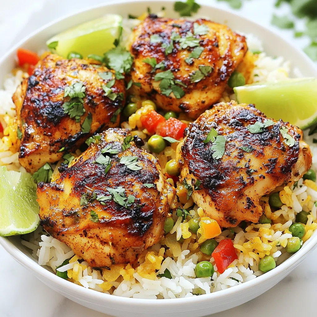 - 900 g Hühnchenkeulen, mit Knochen und Haut - 200 g Langkornreis - 475 ml Hühnerbrühe Die Hauptzutaten für Pollo Loco sind sehr wichtig. Die Hühnchenkeulen geben dem Gericht einen tollen Geschmack. Verwende frische oder tiefgekühlte Keulen, je nach Verfügbarkeit. Langkornreis sorgt für eine lockere Textur. Die Hühnerbrühe bringt noch mehr Aroma in das Gericht. - 1 mittelgroße Zwiebel, fein gehackt - 3 Knoblauchzehen, gehackt - 1 rote Paprika, gewürfelt - 150 g gefrorene Erbsen Gemüse und Gewürze machen dein Gericht bunt und lecker. Zwiebel und Knoblauch geben eine gute Basis. Die rote Paprika bringt Farbe und Süße. Die gefrorenen Erbsen sorgen für einen frischen Biss. Diese Zutaten sind einfach zu finden und bringen viel Geschmack. - 2 Esslöffel Olivenöl - Frischer Koriander zur Garnitur - Limettenspalten zum Servieren Olivenöl ist ideal zum Braten. Es gibt dem Gericht einen feinen Geschmack. Frischer Koriander macht die Speise frisch und aromatisch. Limettenspalten sorgen für einen spritzigen Kick. Diese Garnituren machen das Gericht besonders und einladend. {{ingredient_image_2}} - Zutaten für die Marinade: Olivenöl, Kreuzkümmel, geräuchertes Paprikapulver, Chilipulver, Salz und Pfeffer. - Marinierzeit und Tipps: Mische die Zutaten in einer Schüssel. Reibe die Marinade auf die Hühnchenkeulen. Lasse sie mindestens 30 Minuten marinieren. Im Kühlschrank kann die Marinade bis zu 4 Stunden wirken. - Hautseite braten: Erhitze Olivenöl in einer großen Pfanne. Lege die Hühnchenkeulen mit der Hautseite nach unten hinein. - Zubereitung in der Pfanne: Brate sie für 5-7 Minuten, bis die Haut goldbraun ist. Wende die Keulen und brate sie weitere 5 Minuten. Nimm das Hühnchen aus der Pfanne und lege es beiseite. - Zwiebel und Paprika dünsten: Füge die gehackte Zwiebel und die gewürfelte Paprika in die Pfanne. Dünste alles für 5 Minuten, bis das Gemüse weich ist. - Reis anrösten: Gib den Reis in die Pfanne. Rühre gut um und röste den Reis für 2 Minuten, bis er leicht goldbraun ist. - Kochen mit Deckel: Gieße die Hühnerbrühe in die Pfanne. Lege die angebratenen Hühnchenkeulen auf den Reis. - Garzeit überprüfen: Decke die Pfanne ab und reduziere die Hitze. Lasse das Gericht 25-30 Minuten köcheln, bis der Reis zart ist. - Dampfen der Erbsen: In den letzten 5 Minuten der Kochzeit streue gefrorene Erbsen obenauf. Decke die Pfanne wieder ab. - Ruhezeit für das Gericht: Nimm die Pfanne vom Herd. Lasse das Gericht 5 Minuten ruhen. Locke den Reis mit einer Gabel auf und vermische die Erbsen vorsichtig. Um das Hühnchen perfekt zu garen, achte auf die Innentemperatur. Die Keulen sollten 74°C erreichen. So bleibt das Fleisch saftig und zart. Eine gute Marinade macht das Hühnchen auch lecker. Du kannst die Marinade mit mehr Gewürzen oder anderen Ölen variieren. Füge zum Beispiel Limettensaft oder frische Kräuter hinzu. So bekommst du verschiedene Geschmäcker. Reis kann auch schön angerichtet werden. Nach dem Kochen kannst du ihn mit frischen Kräutern mischen. Das gibt Farbe und Geschmack. Wenn du Langkornreis nicht magst, probiere andere Sorten. Basmati oder Jasminreis sind tolle Alternativen. Diese Sorten bringen unterschiedliche Aromen in dein Gericht. Für die Präsentation kannst du das Gericht rustikal servieren. Stelle die Pfanne direkt auf den Tisch. Das macht es gemütlich und einladend. Alternativ kannst du das Hühnchen und den Reis auf Tellern anrichten. Füge frischen Koriander und Limettenspalten als Garnierung hinzu. Das sieht nicht nur schön aus, sondern schmeckt auch gut. Pro Tipps Marinierzeit verlängern: Je länger du das Hühnchen marinierst, desto intensiver wird der Geschmack. Lasse es über Nacht im Kühlschrank ruhen, wenn möglich. Reis richtig rösten: Das Anrösten des Reises vor dem Hinzufügen der Brühe sorgt für zusätzlichen Geschmack und eine leicht nussige Note. Variationen bei Gemüse: Du kannst auch anderes Gemüse wie Zucchini oder Mais hinzufügen, um mehr Farbe und Textur in das Gericht zu bringen. Serviertipps: Serviere das Gericht mit frischen Limettenspalten, damit jeder nach Belieben einen Spritzer Saft hinzufügen kann – das bringt Frische ins Gericht. {{image_4}} Für eine vegetarische Variante von Pollo Loco Hähnchen und Reis kann man Gemüsebrühe nutzen. Sie sorgt für einen tollen Geschmack und ist leicht zu finden. Anstelle von Hühnchenkeulen, können Sie auch Tofu oder Tempeh verwenden. Diese Proteinquellen nehmen die Aromen gut auf und bieten eine gute Textur. Um die Geschmackspalette zu erweitern, können Sie pikante Varianten ausprobieren. Fügen Sie frische Chilis oder eine scharfe Sauce hinzu. Sie können auch die Gewürze anpassen. Mehr Kreuzkümmel oder verschiedene Paprikas bringen neue Geschmäcker in Ihr Gericht. Experimentieren Sie mit frischen Kräutern wie Thymian oder Oregano für zusätzlichen Frischekick. Zu Pollo Loco passen viele Beilagen. Reis mit Zitrone oder frischem Gemüse ergänzt das Gericht gut. Auch eine einfache Guacamole oder ein frischer Salat machen sich sehr gut. Für Saucen können Sie eine scharfe Salsa oder eine Joghurt-Dip-Sauce zubereiten. Diese verleiht dem Gericht mehr Frische und einen tollen Biss. Um die Reste von Pollo Loco Hähnchen und Reis gut zu lagern, folge diesen Tipps: - Kühlschrankaufbewahrung: Lege die Reste in einen luftdichten Behälter. So bleibt das Gericht frisch. Du kannst es bis zu drei Tage im Kühlschrank aufbewahren. - Tiefkühloptionen: Für längere Lagerung friere die Reste ein. Verwende einen gefriergeeigneten Behälter oder Beutel. So bleibt das Gericht bis zu drei Monate haltbar. Es gibt verschiedene Methoden, um die Reste aufzuwärmen. - Mikrowellenmethode: Gib die Portion in einen mikrowellengeeigneten Behälter. Decke ihn ab, um das Austrocknen zu vermeiden. Erhitze das Gericht in 1-2 Minuten. Überprüfe, ob alles heiß ist. - Ofenmethode: Heize den Ofen auf 180°C vor. Lege das Gericht in eine Auflaufform und decke es mit Alufolie ab. Erwärme es für etwa 20-25 Minuten. So bleibt das Gericht saftig. Die Haltbarkeit ist wichtig, um sicher zu essen. - Abgelaufene Hinweise: Wenn das Gericht schlecht riecht oder seltsam aussieht, wirf es weg. Sicherheit geht vor. - Frische Tipps: Achte darauf, die Reste schnell zu lagern. Dies hilft, die Frische zu bewahren. Wenn du die Reste richtig aufbewahrst, kannst du die Aromen länger genießen. Du kannst Pollo Loco Hähnchen und Reis bis zu drei Tage im Kühlschrank aufbewahren. Stelle sicher, dass das Gericht in einem luftdichten Behälter gelagert wird. So bleibt es frisch und lecker. Wenn du länger aufbewahren möchtest, friere die Reste ein. Die gefrorenen Portionen halten bis zu drei Monate. Achte darauf, die Reste gut zu verpacken, damit sie nicht austrocknen. Ja, du kannst die Zutaten nach deinem Geschmack anpassen. Statt Hühnchenkeulen kannst du Hähnchenbrust oder sogar Tofu verwenden, um das Gericht vegetarisch zu gestalten. Probiere auch verschiedene Gemüse wie Zucchini oder Karotten. Wenn du es schärfer magst, füge mehr Chilipulver oder frische Chilis hinzu. Sei kreativ und passe das Rezept an deine Vorlieben an! Pollo Loco Hähnchen und Reis schmeckt toll mit vielen Beilagen. Du kannst frische Salate, wie einen einfachen grünen Salat, servieren. Guacamole und Tortilla-Chips sind auch eine gute Wahl. Wenn du etwas Warmes möchtest, kannst du gegrilltes Gemüse oder schwarze Bohnen als Beilage anbieten. Diese Optionen ergänzen das Gericht perfekt und bringen zusätzliche Aromen. Um den Reis fluffiger zu machen, spüle ihn vor dem Kochen gründlich ab. So entfernst du überschüssige Stärke. Achte darauf, das richtige Verhältnis von Wasser zu Reis zu verwenden. Für Langkornreis ist ein Verhältnis von 2:1 ideal. Lass den Reis nach dem Kochen einige Minuten ruhen, bevor du ihn auflockerst. Mit einer Gabel kannst du ihn dann auflockern und die perfekte Konsistenz erreichen. Dieser Artikel bietet einen klaren Leitfaden zur Zubereitung von Pollo Loco mit Reis. Wir haben die Zutaten, die Kochschritte und nützliche Tipps besprochen. Du hast gelernt, wie du das Hähnchen perfekt marinierst und die besten Techniken für den Reis anwendest. Denke daran, kreativ mit Variationen und Beilagen umzugehen. Reste halten sich gut, und mit den richtigen Hinweisen bleiben sie frisch. Nutze die Informationen, um ein köstliches Gericht zu kreieren, das jeder mag. Viel Spaß beim Kochen!