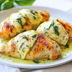 Für Mozzarella Chicken in Basil Cream benötigen Sie einige frische und schmackhafte Zutaten. Diese Zutaten bringen den Geschmack wirklich zur Geltung. Hier sind die Hauptzutaten: - Hähnchenbrustfilets - Frischer Mozzarella - Schlagsahne - Hühnerbrühe - Olivenöl - Knoblauch - Frische Basilikumblätter - Salz und Pfeffer - Italienische Gewürzmischung Für dieses Rezept verwenden Sie die folgenden Mengen: - 4 Hähnchenbrustfilets, ohne Haut und Knochen - 1 Tasse frischer Mozzarella, in Scheiben geschnitten - 1 Tasse Schlagsahne - 1/2 Tasse Hühnerbrühe - 2 Esslöffel Olivenöl - 1 Knoblauchzehe, fein gehackt - 1 Tasse frische Basilikumblätter, gehackt - Salz und Pfeffer nach Geschmack - 1 Teelöffel italienische Gewürzmischung - Frische Basilikumzweige zur Garnitur (optional) Wählen Sie frische und qualitativ hochwertige Zutaten aus. Achten Sie bei Hähnchen auf eine hellrosafarbene Farbe. Der Mozzarella sollte weich und feucht sein. Suchen Sie nach Sahne mit einem hohen Fettgehalt für die beste Textur. Frisches Basilikum bringt ein starkes Aroma, während der Knoblauch frisch gehackt werden sollte, um den besten Geschmack zu erzielen. Kaufen Sie die Hühnerbrühe in Bio-Qualität, um zusätzliche Aromen zu erhalten. {{ingredient_image_2}} Zuerst heizen Sie den Ofen auf 190°C (375°F) vor. Dieser Schritt ist wichtig. So gart das Hähnchen gleichmäßig. Während der Ofen aufheizt, bereiten Sie die Hähnchenbrustfilets vor. Würzen Sie sie beidseitig mit Salz, Pfeffer und italienischer Gewürzmischung. Das gibt dem Hähnchen mehr Geschmack. Erhitzen Sie in einer großen Pfanne zwei Esslöffel Olivenöl bei mittlerer Hitze. Fügen Sie eine fein gehackte Knoblauchzehe hinzu. Sautieren Sie den Knoblauch für etwa eine Minute. Achten Sie darauf, dass er nicht verbrennt, denn das kann bitter schmecken. Jetzt legen Sie die gewürzten Hähnchenbrustfilets in die Pfanne. Braten Sie sie 4-5 Minuten auf jeder Seite, bis sie goldbraun sind. Das Hähnchen muss nicht vollständig durchgegart sein, da es später im Ofen weiter gart. Nehmen Sie das Hähnchen aus der Pfanne und legen Sie es auf einen Teller. Jetzt geben Sie eine halbe Tasse Hühnerbrühe und eine Tasse Schlagsahne in die gleiche Pfanne. Rühren Sie gut um und lassen Sie die Mischung sanft köcheln. Kochen Sie die Sauce etwa 3-4 Minuten, bis sie leicht eingedickt ist. Fügen Sie dann eine Tasse gehackte Basilikumblätter hinzu und rühren Sie sie gut unter. Legen Sie die Hähnchenbrustfilets zurück in die Pfanne und betten Sie sie in die Sauce. Belegen Sie jedes Hähnchen mit einer Scheibe frischem Mozzarella. Stellen Sie die Pfanne in den vorgeheizten Ofen und backen Sie 20-25 Minuten lang. Das Hähnchen sollte eine innere Temperatur von 75°C (165°F) erreichen, und der Käse sollte schön geschmolzen und sprudelnd sein. Um Hähnchen perfekt zu garen, achte auf die Innentemperatur. Das Hähnchen sollte 75°C erreichen. Brate die Filets 4-5 Minuten pro Seite an, bis sie goldbraun sind. Danach backe die Pfanne 20-25 Minuten im Ofen. So bleibt das Hähnchen saftig und zart. Die Basilikumsauce ist der Star des Gerichts. Du kannst sie noch besser machen, indem du ein wenig Zitronensaft hinzufügst. Das bringt Frische. Für mehr Tiefe, gib einen Schuss Weißwein in die Sauce. Es intensiviert den Geschmack. Serviere die Mozzarella Chicken auf einem großen Teller. Das sieht toll aus! Garniere mit frischen Basilikumzweigen. Das macht das Gericht noch schöner. Du kannst dazu Pasta oder Reis reichen. So hast du eine komplette Mahlzeit auf dem Tisch. Pro Tipps Hähnchen marinieren: Marinieren Sie die Hähnchenbrustfilets mindestens 30 Minuten vor dem Kochen, um ihnen mehr Geschmack zu verleihen. Frische Kräuter verwenden: Verwenden Sie frischen Basilikum für das beste Aroma. Trockenkräuter können den Geschmack nicht ganz ersetzen. Cheddar hinzufügen: Für zusätzlichen Geschmack können Sie eine Mischung aus Mozzarella und Cheddar verwenden, um eine tiefere Käseschicht zu erhalten. Beilagenvariationen: Servieren Sie das Gericht mit einer Beilage aus Gemüse oder Pasta, um das Essen abzurunden und eine ausgewogene Mahlzeit zu gewährleisten. {{image_4}} Sie können dieses Gericht leicht anpassen. Fügen Sie Gemüse wie Spinat oder Zucchini hinzu. Einfach das Gemüse in die Pfanne geben, wenn Sie die Hühnerbrühe und die Sahne hinzufügen. Das Gemüse wird weich und bringt Farbe. Möchten Sie Nudeln? Kochen Sie sie separat und servieren Sie sie unter dem Hähnchen. Es passt perfekt zur cremigen Sauce. Wenn Sie auf Milchprodukte verzichten möchten, gibt es viele Optionen. Verwenden Sie Kokosmilch oder Mandelmilch statt Schlagsahne. Diese geben auch einen neuen Geschmack. Für den Käse können Sie veganen Käse verwenden. Er schmilzt gut und ist eine tolle Option. So bleibt das Gericht lecker und passt zu Ihrer Diät. Würzen Sie das Gericht nach Ihrem Geschmack. Fügen Sie Chili-Flocken für etwas Schärfe hinzu. Oder probieren Sie frische Kräuter wie Oregano oder Thymian. Diese Kräuter bringen frische Aromen. Sie können auch ein wenig Zitronensaft für eine frische Note verwenden. Experimentieren Sie, um Ihre perfekte Mischung zu finden. Um Reste von Mozzarella Chicken in Basil Cream zu lagern, lassen Sie das Gericht zuerst abkühlen. Füllen Sie es dann in einen luftdichten Behälter. Achten Sie darauf, dass der Behälter gut verschlossen ist. So bleibt das Gericht frisch und lecker. Zum Aufwärmen nehmen Sie die Reste aus dem Kühlschrank. Stellen Sie den Ofen auf 180°C ein. Legen Sie das Hähnchen in eine Auflaufform. Decken Sie es mit Alufolie ab, um das Austrocknen zu verhindern. Backen Sie es etwa 15-20 Minuten, bis es heiß ist. Alternativ können Sie die Reste in der Mikrowelle aufwärmen. Nutzen Sie eine mikrowellengeeignete Schüssel und erhitzen Sie das Hähnchen in 1-2 Minuten Intervallen. Im Kühlschrank hält sich das Gericht bis zu 3 Tage. Achten Sie darauf, dass es gut verpackt ist. Im Gefrierschrank beträgt die Haltbarkeit bis zu 3 Monate. Einmal aufgetaut, essen Sie es innerhalb von 24 Stunden. Vermeiden Sie das mehrfache Einfrieren und Auftauen, um die Qualität zu erhalten. Um das Hähnchen saftig zu machen, ist es wichtig, die richtige Temperatur zu nutzen. Braten Sie die Hähnchenbrustfilets zuerst bei mittlerer Hitze. Dies hilft, die Säfte einzuschließen. Lassen Sie das Hähnchen auch nicht zu lange in der Pfanne. Kochen Sie jede Seite nur 4-5 Minuten. Ein schnelles Anbraten sorgt für eine goldene Kruste und hält das Innere zart. Ja, frische Kräuter sind eine großartige Wahl! Sie bringen mehr Geschmack in Ihr Gericht. Frischer Basilikum ist perfekt für diese Sauce. Fügen Sie ihn am Ende der Kochzeit hinzu. So bleibt der frische Geschmack erhalten. Sie können auch andere Kräuter wie Thymian oder Oregano verwenden, je nach Ihrem Geschmack. Ja, dieses Rezept ist einfach skalierbar. Verdoppeln oder verdreifachen Sie die Zutaten, um mehr Portionen zu machen. Achten Sie darauf, dass Ihre Pfanne groß genug ist, um das Hähnchen gleichmäßig zu braten. Wenn Sie mehr Sauce benötigen, erhöhen Sie die Mengen für die Schlagsahne und Hühnerbrühe ebenfalls. So bleibt der Geschmack gleich gut. In diesem Artikel habe ich die wichtigsten Zutaten und deren Auswahl erklärt. Sie haben eine Schritt-für-Schritt-Anleitung zur Zubereitung des Hähnchens erhalten. Tipps zur perfekten Garzeit und zur Verfeinerung der Sauce helfen Ihnen weiter. Zudem gibt es verschiedene Variationen für Ihr Gericht und Aufbewahrungshinweise für Reste. Denken Sie daran, mit frischen Kräutern zu arbeiten und kreativ zu würzen. Diese Tipps machen Ihr Rezept noch besser. Jetzt sind Sie bereit, das Hähnchen zu kochen!