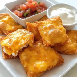 Für dieses leckere Rezept brauchst du einige Hauptzutaten. Hier sind sie: - 1 Tüte Nacho Cheese Doritos - 1 Tasse geriebener Cheddarkäse - 1/2 Tasse Frischkäse, weich Diese Zutaten sind wichtig, um den köstlichen Käsegeschmack zu erzielen. Die Doritos geben den Crunch, während der Cheddar und Frischkäse die Füllung bilden. Neben den Hauptzutaten gibt es auch einige tolle Extras für die Käsemischung: - 1/2 Teelöffel Knoblauchpulver - 1/2 Teelöffel Zwiebelpulver Diese Gewürze fügen Tiefe und Geschmack hinzu. Sie machen die Füllung noch würziger und leckerer. Für das Frittieren benötigst du ein paar weitere Dinge: - 1 Tasse Mehl - 2 große Eier, geschlagen - 1 Tasse Semmelbrösel (am besten gewürzt) - Öl zum Frittieren Das Mehl hilft, die Doritos zu panieren. Die Eier binden alles zusammen. Die Semmelbrösel sorgen für einen knusprigen Außenbereich. Und das Öl ist wichtig, damit alles schön frittiert wird. {{ingredient_image_2}} Zuerst musst du die Käsemischung machen. In einer Schüssel vermische den geriebenen Cheddarkäse, den Frischkäse, das Knoblauchpulver und das Zwiebelpulver. Rühre alles gut um, bis die Masse glatt ist. Diese Mischung wird die Füllung für deine Doritos. Nimm dir einen Nacho Cheese Dorito. Sei vorsichtig und forme mit einem kleinen Messer oder deinen Fingern eine kleine Tasche im Chip. Achte darauf, dass der Chip nicht bricht. Fülle etwa einen Teelöffel der Käsemischung in jede Tasche. Drücke den Dorito sanft zu, um die Füllung zu verschließen. Wiederhole das mit allen Chips. Stelle deine Panierstation auf. Nimm drei Schüsseln. Fülle die erste mit Mehl, die zweite mit geschlagenen Eiern und die dritte mit Semmelbröseln. Diese Schritte helfen dir, die Doritos gleichmäßig zu panieren. Erhitze jetzt das Öl in einer tiefen Pfanne bei mittelhoher Hitze. Die Temperatur sollte etwa 175 °C betragen. Wende jeden gefüllten Dorito zuerst im Mehl, dann in den Eiern und schließlich in den Semmelbröseln. Achte darauf, dass alle Seiten gut bedeckt sind. Lege die panierten Doritos vorsichtig in das heiße Öl. Frittiere sie in kleinen Portionen, damit sie nicht zusammenkleben. Lass sie 2-3 Minuten pro Seite braten, bis sie goldbraun sind. Nimm die frittierten Doritos mit einem Schöpflöffel heraus und lege sie auf Küchenpapier. So lässt du überschüssiges Öl abtropfen. Serviere die warmen Doritos mit Salsa und Sauerrahm zum Dippen. Um die Füllung für die frittierten Käsegefüllten Doritos perfekt zu machen, mische die Käsesorten gut. Nutze frischen Cheddar und weichen Frischkäse. Das gibt eine cremige Textur. Achte darauf, dass du Knoblauch- und Zwiebelpulver gleichmäßig hinzufügst. So schmeckt die Füllung intensiv. Wenn du die Doritos füllst, sei vorsichtig. Die Chips sind zerbrechlich. Schaffe eine kleine Tasche, ohne sie zu teilen. Das sorgt dafür, dass die Füllung nicht ausläuft. Für knusprige Doritos ist die Temperatur des Öls wichtig. Erhitze das Öl auf etwa 175 °C. Wenn das Öl zu kalt ist, werden die Doritos fettig. Ist das Öl zu heiß, brennen sie schnell. Frittiere die gefüllten Doritos in kleinen Portionen. So garen sie gleichmäßig. Wende die Doritos vorsichtig, um die Füllung nicht zu beschädigen. Lass sie nach dem Frittieren auf Küchenpapier abtropfen. Das hilft, überschüssiges Öl zu entfernen. Präsentiere die frittierten Doritos auf einer großen Platte. Das sieht appetitlich aus. Nutze kleine Schüsseln für Salsa und Sauerrahm. Das macht das Buffet einladend. Du kannst auch frische Kräuter als Garnitur verwenden. Das bringt Farbe auf den Tisch. Das Anrichten kommt nicht nur dem Aussehen zugute. Es lädt auch deine Gäste ein, das Essen zu probieren und zu genießen. Pro Tipps Die richtige Temperatur: Stelle sicher, dass das Öl die richtige Temperatur erreicht hat, bevor du die Doritos hinzufügst. Zu kaltes Öl lässt die Doritos fettig werden, während zu heißes Öl sie schnell verbrennen kann. Variationen der Füllung: Experimentiere mit verschiedenen Käsesorten oder füge gewürfeltes Gemüse, Jalapeños oder sogar Fleisch hinzu, um eine interessante Geschmacksvielfalt zu schaffen. Für extra Crunch: Du kannst die Semmelbrösel mit etwas Parmesan oder Gewürzen verfeinern, um den frittierten Doritos einen zusätzlichen Geschmack und Knusprigkeit zu verleihen. Vorsicht beim Frittieren: Frittieren in kleinen Portionen sorgt dafür, dass die Temperatur des Öls konstant bleibt und die Doritos gleichmäßig garen. {{image_4}} Du kannst verschiedene Käsesorten verwenden, um neue Aromen zu entdecken. Cheddar ist großartig, aber auch andere Käsesorten funktionieren gut. Probiere Mozzarella für mehr Stretch oder Feta für einen salzigen Kick. Gouda gibt einen süßen Geschmack, während Blauschimmelkäse einen kräftigen, würzigen Hauch hinzufügt. Experimentiere mit verschiedenen Käsesorten, um deinen Lieblingsgeschmack zu finden. Die Käsemischung wird noch besser mit Gewürzen und frischen Kräutern. Füge etwas Paprika oder Cayennepfeffer hinzu, um eine scharfe Note zu erhalten. Frische Kräuter wie Schnittlauch oder Petersilie bringen Frische und Farbe. Auch italienische Gewürzmischungen oder Taco-Gewürz können den Geschmack aufpeppen. Sei kreativ und finde deine perfekte Mischung. Dips sind wichtig für den Genuss von frittierten Doritos. Salsa ist ein Klassiker, aber du kannst auch Guacamole oder scharfe Sauce verwenden. Sauerrahm ist super für eine cremige Note. Für etwas mehr Frische probiere einen Joghurtdip mit Kräutern. Diese Beilagen ergänzen den Käse und die knusprigen Chips perfekt und machen dein Essen noch köstlicher. Wenn du nach dem Essen Reste hast, lege die frittierten Doritos in einen luftdichten Behälter. So bleiben sie frisch. Du kannst sie bis zu zwei Tage im Kühlschrank aufbewahren. Achte darauf, dass sie gut verschlossen sind, um Feuchtigkeit zu vermeiden. Um die Doritos wieder warm zu machen, nutze den Ofen. Heize den Ofen auf 180 °C vor. Lege die Doritos auf ein Backblech und backe sie für etwa 10 Minuten. So werden sie wieder knusprig und lecker. Vermeide die Mikrowelle, da sie die Chips weich macht. Um ein Schwitzen oder Weichwerden der Doritos zu vermeiden, lege sie nach dem Frittieren auf Küchenpapier. Das Papier saugt überschüssiges Öl auf. Du kannst auch einen Drahtrost verwenden. So zirkuliert die Luft und die Doritos bleiben knusprig. Stelle sie nicht in einen geschlossenen Behälter, solange sie noch warm sind. Ja, du kannst die Doritos im Ofen backen. Das gibt dir eine gesündere Option. Heize den Ofen auf 200 °C vor. Lege die gefüllten Doritos auf ein Backblech, das mit Backpapier ausgelegt ist. Sprühe sie leicht mit Öl ein, um die Knusprigkeit zu erhöhen. Backe sie für etwa 10-15 Minuten, bis sie goldbraun sind. Die Textur wird etwas anders sein, aber sie bleiben lecker. Zu gefüllten Doritos passen viele Dips. Salsa ist eine beliebte Wahl. Sie bringt etwas Frische und Würze. Sauerrahm macht die Doritos cremig. Guacamole ist auch großartig, da sie reichhaltig und geschmackvoll ist. Du kannst auch Käse-Dip oder scharfe Sauce probieren. Jeder Dip bringt eine neue Geschmacksebene. Frittierte Doritos sind am besten frisch. Sie schmecken heiß und knusprig. Wenn du Reste hast, bewahre sie in einem luftdichten Behälter auf. So bleiben sie für 2-3 Tage haltbar. Du kannst sie auch im Kühlschrank aufbewahren. Zum Aufwärmen lege sie kurz in den Ofen oder in die Pfanne. So werden sie wieder knusprig. Zusammenfassend haben wir die besten Zutaten und Schritte zum Frittieren von Käse-Doritos besprochen. Du weißt jetzt, wie du die perfekte Füllung machst und die Doritos knusprig frittierst. Nutze die Tipps, um deine Snacks zu verbessern und sie frisch zu halten. Mit unseren Variationen kannst du den Geschmack ganz nach deinem Wunsch anpassen. Fang an, diese leckeren Snacks zu testen!