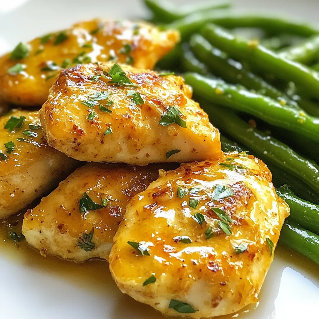 Für dieses leckere Gericht brauchst du: - 4 Hähnchenbrustfilets, ohne Haut und Knochen - 4 Esslöffel Butter, geteilt - 6 Knoblauchzehen, fein gehackt - 1 Teelöffel getrockener Thymian - 1 Teelöffel Paprika - Salz und Pfeffer nach Geschmack Diese Zutaten sorgen für den tollen Geschmack. Das Hähnchen wird zart und saftig. Die Mischung aus Knoblauch und Butter macht es besonders lecker. Du brauchst: - Eine große Pfanne - Ein Schneidebrett - Ein scharfes Messer Zusätzlich empfehle ich dir, frische Petersilie zum Garnieren zu verwenden. Sie gibt dem Gericht eine schöne Farbe und frischen Geschmack. Für die Beilage benötigst du: - 300g frische grüne Bohnen, geputzt - 1 Esslöffel Olivenöl - 1 Esslöffel Zitronensaft Frische grüne Bohnen sind knackig und gesund. Sie bringen Farbe auf den Teller. Achte darauf, die Bohnen vor dem Kochen gut zu reinigen. So schmecken sie am besten. {{ingredient_image_2}} Zuerst bereite das Hähnchen vor. Nimm die Hähnchenbrustfilets ohne Haut und Knochen. Würze sie gut. Verwende Salz, Pfeffer, getrockenen Thymian und Paprika. Achte darauf, dass die Gewürze gleichmäßig verteilt sind. Das gibt dem Hähnchen viel Geschmack. Jetzt kommt der spannende Teil: das Anbraten! Erhitze eine große Pfanne. Schmelze die Hälfte der Butter bei mittlerer bis hoher Hitze. Gib die gewürzten Hähnchenbrustfilets in die Pfanne. Brate sie 5 bis 7 Minuten pro Seite. Sie sollen goldbraun und durchgegart sein. Nimm das Hähnchen danach aus der Pfanne und lege es beiseite. Im nächsten Schritt machst du die Knoblauchbutter. Verwende das Bratfett aus der Pfanne. Füge die restliche Butter und den fein gehackten Knoblauch hinzu. Brate den Knoblauch 1 bis 2 Minuten an. Er sollte aromatisch riechen, aber nicht bräunen. Das macht die Butter besonders lecker. Um die grünen Bohnen perfekt zu garen, beginne ich mit der Knoblauchbutter. Ich gebe die gewaschenen Bohnen in die Pfanne mit der restlichen Knoblauchbutter. Diese Butter ist voll von Geschmack und wertvoll für die Bohnen. Damit die Bohnen leuchtend grün bleiben, schwenke ich sie für 3-4 Minuten. Die Bohnen sollten zart, aber knackig sein. Nach dem Garen füge ich etwas Olivenöl und Zitronensaft hinzu. Das bringt frische Aromen und einen tollen Kontrast. Dann schmecke ich die Bohnen mit Salz und Pfeffer ab. Es ist wichtig, dies jetzt zu tun, damit die Bohnen den vollen Geschmack aufnehmen. Ich probiere sie einfach, um den perfekten Geschmack zu finden. Jetzt ist der beste Teil! Ich nehme das Hähnchen aus der Seite und lege es in die Pfanne. Ich löffle etwas von der Knoblauchbutter über das Hähnchen und die Bohnen. So vermischen sich die Aromen gut. Ich erhitze alles zusammen für eine weitere Minute. Das sorgt dafür, dass alles warm und gut gewürzt ist. Pro Tipps Hähnchen marinieren: Lassen Sie die Hähnchenbrustfilets vor dem Kochen mindestens 30 Minuten marinieren, um die Aromen zu intensivieren und das Fleisch zarter zu machen. Knoblauch nicht überhitzen: Achten Sie darauf, den Knoblauch nur kurz anzubraten, um zu vermeiden, dass er bitter wird. Er sollte nur aromatisch sein. Bohnen blanchieren: Wenn Sie die grünen Bohnen vor dem Braten blanchieren, bleibt ihre leuchtende Farbe erhalten und sie werden gleichmäßiger gar. Zitronensaft frisch pressen: Verwenden Sie frischen Zitronensaft anstelle von Flaschenware, um den Geschmack zu verbessern und das Gericht aufzuhellen. {{image_4}} Um die perfekte Hähnchenbrust zuzubereiten, sollten Sie einige einfache Schritte beachten. Würzen Sie die Hähnchenbrustfilets gut mit Salz, Pfeffer, Thymian und Paprika. Diese Gewürze bringen den Geschmack zur Geltung. Erhitzen Sie die Pfanne auf mittlerer bis hoher Hitze, bevor Sie das Hähnchen hineinlegen. So erhalten Sie eine schöne goldbraune Kruste. Braten Sie die Filets nicht zu lange; 5-7 Minuten pro Seite reichen aus. Frische grüne Bohnen sind zart und knackig. Um sie perfekt zuzubereiten, garen Sie sie nur 3-4 Minuten in der Knoblauchbutter. Achten Sie darauf, dass die Bohnen immer leuchtend grün bleiben. Wenn Sie sie zu lange kochen, verlieren sie ihre Farbe und ihren Biss. Ein Spritzer Zitronensaft am Ende der Garzeit gibt den Bohnen einen frischen Geschmack. Die Präsentation macht einen großen Unterschied. Servieren Sie das Hähnchen und die grünen Bohnen auf einer großen Platte. Träufeln Sie die restliche Knoblauchbutter darüber. Das gibt dem Gericht Glanz und Geschmack. Garnieren Sie es mit frischer, gehackter Petersilie und Zitronenscheiben. Diese Farben machen das Gericht einladend und appetitlich. Ein schöner Teller erhöht das Esserlebnis! Du kannst das Gericht leicht anpassen, indem du andere Gemüsesorten hinzufügst. Zum Beispiel sind Karotten, Zucchini oder Brokkoli großartige Optionen. Diese Gemüsesorten bringen verschiedene Geschmäcker und Texturen ins Spiel. Schneide sie in kleine Stücke, damit sie gleichmäßig garen. Brate sie zusammen mit den grünen Bohnen an, um die Aromen zu verbinden. Wenn du auf deine Ernährung achtest, kannst du einige Anpassungen vornehmen. Verwende weniger Butter oder ersetze sie durch Olivenöl. Du kannst auch Hähnchenbrust durch Putenbrust ersetzen. Für eine Low-Carb-Option kannst du die grünen Bohnen durch Blumenkohl ersetzen. So bleibt das Gericht gesund und lecker. Für eine scharfe Note kannst du etwas Cayennepfeffer oder rote Paprika hinzufügen. Mische diese Gewürze in die Knoblauchbutter, bevor du die Bohnen hinzufügst. Du kannst auch frische Chili oder Jalapeños klein schneiden und mit dem Knoblauch anbraten. So erhältst du ein Gericht, das ordentlich Feuer hat! Knoblauchbutter-Hähnchen und grüne Bohnen sind im Kühlschrank etwa 3 bis 4 Tage haltbar. Achte darauf, das Gericht in einem luftdichten Behälter zu lagern. Bei richtiger Lagerung bleibt der Geschmack frisch. Du kannst die Reste auch einfrieren. So hält es bis zu 3 Monate. Ja, du kannst das Hähnchen im Voraus zubereiten. Koche es und lasse es abkühlen. Danach kannst du es im Kühlschrank aufbewahren. Wenn du bereit bist, es zu essen, erwärme es in der Pfanne. So bleibt es saftig und lecker. Das Gericht passt gut zu verschiedenen Beilagen. Hier sind einige Ideen: - Reis oder Quinoa für eine sättigende Option. - Kartoffelpüree für einen klassischen Geschmack. - Ein gemischter Salat für mehr Frische. - Geröstetes Gemüse für einen gesunden Akzent. Experimentiere mit deinen Lieblingsbeilagen! In diesem Artikel haben wir die besten Zutaten und Zubereitungsschritte für Knoblauchbutter-Hähnchen erkundet. Wir haben auch Tipps gegeben, um das Gemüse perfekt zuzubereiten und verschiedene Varianten des Gerichts bewertet. Ich hoffe, du fühlst dich jetzt bereit, dieses leckere Gericht selbst zu kochen. Mit den richtigen Zutaten und einfachen Schritten kannst du ein großartiges Essen zaubern. Viel Spaß beim Kochen!