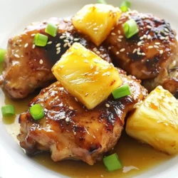 Für dieses köstliche Gericht benötigst du: - 4 Hähnchenbrustfilets, ohne Haut und Knochen - 1 Tasse frische Ananasstücke (oder aus der Dose, abgetropft) - 1/3 Tasse brauner Zucker - 1/4 Tasse Sojasauce - 2 Esslöffel Olivenöl - 2 Knoblauchzehen, fein gehackt - 1 Esslöffel frisch geriebener Ingwer - 1/2 Teelöffel schwarzer Pfeffer - 1/4 Teelöffel rote Pfefferflocken (optional) - Gehackte Frühlingszwiebeln, zur Garnierung - Sesamsamen, zur Garnierung Diese Zutaten machen dein Hühnchen süß und herzhaft. Brauner Zucker bringt eine tolle Karamellnote. Die Ananas fügt Frische und Süße hinzu. Zu braunem Zucker-Ananas-Hühnchen passen viele Beilagen gut: - Gedämpfter Reis - Quinoa - Gemüsepfanne - Frischer Salat Diese Beilagen ergänzen das Gericht perfekt und bieten eine ausgewogene Mahlzeit. Wenn du keine frische Ananas hast, kannst du Dosenananas verwenden. Achte darauf, dass sie gut abgetropft ist. Du kannst auch gefrorene Ananasstücke nutzen. Sie sind praktisch und schnell einsatzbereit. {{ingredient_image_2}} Um die Marinade zu machen, nimm eine mittelgroße Schüssel. Vermische dort: - 1/3 Tasse brauner Zucker - 1/4 Tasse Sojasauce - 2 Esslöffel Olivenöl - 2 Knoblauchzehen, fein gehackt - 1 Esslöffel frisch geriebener Ingwer - 1/2 Teelöffel schwarzer Pfeffer - 1/4 Teelöffel rote Pfefferflocken (optional) Mische alle Zutaten gut, bis sie gleichmäßig sind. Diese Marinade gibt dem Hühnchen einen tollen Geschmack. Lege die 4 Hähnchenbrustfilets in einen großen, wiederverschließbaren Beutel oder eine flache Schüssel. Gieße die Marinade über das Hähnchen. Achte darauf, dass jedes Stück gut bedeckt ist. Verschließe den Beutel oder decke die Schüssel ab. Lass das Hähnchen mindestens 30 Minuten im Kühlschrank marinieren. Für mehr Geschmack kann es auch bis zu 4 Stunden marinieren. Heize deinen Grill oder eine Pfanne bei mittlerer bis hoher Hitze vor. Öle die Grillroste leicht ein oder füge etwas Olivenöl zur Pfanne hinzu. Nimm das Hähnchen aus der Marinade und lasse die überschüssige Marinade abtropfen. Bewahre die restliche Marinade für die Sauce. Brate die Hähnchenfilets 6-7 Minuten auf jeder Seite, bis sie 75°C (165°F) erreichen. Während das Hähnchen kocht, erhitze die übrig gebliebene Marinade in einem kleinen Topf. Lass sie 3-5 Minuten köcheln, bis sie eindickt. In den letzten Minuten des Garens gib die Ananasstücke dazu. Brate sie 2-3 Minuten, bis sie karamelisiert sind. Nimm das Hähnchen und die Ananas vom Herd. Beträufle das Hähnchen mit der eingedickten Marinade und lege die Ananas darauf. Garniere das Gericht mit Frühlingszwiebeln und Sesamsamen. Die Marinierzeit spielt eine große Rolle. Ich empfehle mindestens 30 Minuten. So zieht die Marinade gut ein. Für mehr Geschmack lasse das Hähnchen bis zu 4 Stunden marinieren. So wird das Hühnchen sehr saftig und lecker. Lasse es jedoch nicht länger, da das Fleisch sonst zu weich wird. Beide Methoden haben ihren Reiz. Grillen gibt dem Hühnchen ein tolles Aroma. Der Grill sorgt für schöne Grillstreifen. In der Pfanne brät das Hähnchen gleichmäßig und bleibt saftig. Ich bevorzuge die Pfanne, wenn ich keine Zeit habe. Sie ist schnell und einfach. Wenn du grillst, öle die Roste leicht ein. So klebt das Hühnchen nicht fest. Die Präsentation macht viel aus. Serviere das Hähnchen auf einem schönen Teller. Lege die karamelisierte Ananas darauf. Garniere mit gehackten Frühlingszwiebeln und Sesamsamen. Diese Farben und Texturen machen das Gericht lebendig. Du kannst auch frische Kräuter verwenden. So wird das Essen noch einladender. Pro Tipps Marinade länger einziehen lassen: Wenn du die Zeit hast, lasse das Hähnchen bis zu 4 Stunden in der Marinade, um einen intensiveren Geschmack zu erzielen. Ananas frisch verwenden: Frische Ananas verleiht dem Gericht eine bessere Textur und zusätzlichen Geschmack im Vergleich zu Dosenananas. Temperatur prüfen: Stelle sicher, dass das Hähnchen eine Innentemperatur von 75°C (165°F) erreicht, um sicherzustellen, dass es durchgegart ist. Für mehr Schärfe: Füge zusätzliche rote Pfefferflocken oder frischen Chili hinzu, um dem Gericht eine scharfe Note zu verleihen. {{image_4}} Um das Gericht fruchtiger zu machen, füge andere tropische Früchte hinzu. Mango, Papaya und Kiwi passen gut. Diese Früchte bringen mehr Süße und einen frischen Geschmack. Du kannst die Früchte grillen oder einfach kurz anbraten. Das gibt dem Gericht eine neue Note und mehr Textur. Wenn du es schärfer magst, füge mehr Gewürze hinzu. Eine Prise Chili oder Cayennepfeffer gibt dem Gericht einen Kick. Du kannst auch etwas Kreuzkümmel oder Paprika verwenden. Diese Gewürze verleihen dem Hühnchen mehr Tiefe. Experimentiere mit den Mengen, um deinen perfekten Geschmack zu finden. Für eine vegetarische Option, ersetze das Hühnchen mit Tofu oder Gemüse. Tofu nimmt die Marinade gut auf und wird schön knusprig. Du kannst auch Gemüse wie Zucchini, Paprika oder Aubergine verwenden. Brate das Gemüse einfach bis es weich ist. Diese Variante bietet eine gesunde und schmackhafte Alternative. Bewahre Reste des braunen Zucker-Ananas-Hühnchens in einem luftdichten Behälter auf. Stelle sicher, dass die Reste abgekühlt sind, bevor du sie in den Kühlschrank stellst. So bleiben die Aromen frisch. Du kannst das Hühnchen bis zu drei Tage im Kühlschrank aufbewahren. Um die Reste aufzuwärmen, gibt es verschiedene Methoden. Du kannst das Hühnchen in der Mikrowelle aufwärmen. Lege es auf einen Teller und decke es mit einem feuchten Papiertuch ab. So bleibt es saftig. Alternativ kannst du das Hühnchen in einer Pfanne bei mittlerer Hitze erwärmen. Füge etwas Wasser oder Brühe hinzu, um es nicht auszutrocknen. Im Kühlschrank bleibt das braune Zucker-Ananas-Hühnchen bis zu drei Tage frisch. Wenn du es länger aufbewahren möchtest, friere es ein. Im Gefrierschrank hält es bis zu drei Monate. Stelle sicher, dass du es in einem geeigneten Behälter oder Beutel verpackst, um Gefrierbrand zu vermeiden. Wenn du das Hühnchen auftauen möchtest, lasse es über Nacht im Kühlschrank. Du solltest das Hähnchen mindestens 30 Minuten marinieren. So zieht der Geschmack gut ein. Für einen intensiveren Geschmack kannst du es bis zu 4 Stunden im Kühlschrank lassen. Länger ist auch möglich, aber übertreibe es nicht, sonst wird das Hähnchen zäh. Ja, du kannst das Rezept auch im Ofen machen. Heize den Ofen auf 200 Grad Celsius vor. Lege das marinierte Hähnchen auf ein Backblech und backe es 25 bis 30 Minuten. Stelle sicher, dass die Innentemperatur 75 Grad Celsius erreicht. Die Ananas kannst du in den letzten 5 Minuten hinzufügen, damit sie karamellisiert. Zu diesem Gericht passen viele Beilagen. Hier sind einige Vorschläge: - Reis oder Quinoa - Gedämpftes Gemüse wie Brokkoli oder Karotten - Ein frischer Salat mit leichtem Dressing - Süßkartoffelpüree Ja, du kannst das Gericht auch ohne Sojasauce zubereiten. Verwende stattdessen eine Mischung aus Gemüsebrühe und etwas Salz. Du kannst auch Tamari verwenden, wenn du glutenfrei bleiben möchtest. Falls du keinen braunen Zucker hast, kannst du weißen Zucker nehmen. Mische ihn mit etwas Melasse, um einen ähnlichen Geschmack zu erzielen. Alternativ kannst du Honig oder Ahornsirup verwenden, aber achte auf die Menge, da sie süßer sind. Braunes Zucker-Ananas-Hühnchen ist eine köstliche und vielseitige Mahlzeit. Wir haben die Zutaten, Zubereitung und Variationen behandelt. Diese einfachen Schritte machen das Kochen leicht und spaßig. Denke an die perfekten Beilagen und die besten Aufbewahrungsarten. Egal, ob du grillst oder brätst, der Geschmack bleibt großartig. Probiere verschiedene Variationen aus und lasse deiner Kreativität freien Lauf. Mit den Tipps zur Präsentation wird dein Gericht ein Hit. Genieße dein perfektes Ananas-Hühnchen!