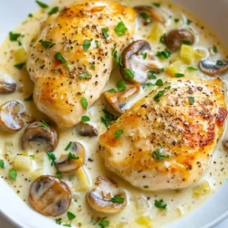 Für eine leckere cremige Pilz-Hähnchen-Pfanne brauchst du folgende Hauptzutaten: - 2 Hähnchenbrustfilets, ohne Knochen und Haut - 1 Tasse Champignons, in Scheiben geschnitten (Cremini oder weiße Champignons) - 1 kleine Zwiebel, fein gehackt - 3 Knoblauchzehen, gehackt - 1 Tasse Sahne - 1 Tasse Hühnerbrühe (mit reduziertem Natriumgehalt) Diese Zutaten bilden die Basis für unseren Geschmack. Das Hähnchen ist zart und die Pilze bringen eine schöne Textur. Die richtigen Gewürze sind wichtig. Sie bringen den Geschmack zur Geltung. Hier sind die Gewürze, die du brauchst: - 1 Teelöffel getrockneter Thymian - 1 Teelöffel Paprika - Salz und Pfeffer nach Geschmack - 2 Esslöffel Olivenöl Thymian gibt ein erdiges Aroma. Paprika fügt eine sanfte Schärfe hinzu. Salz und Pfeffer runden alles ab. Um dein Gericht noch schöner zu machen, kannst du einige Garnierungen hinzufügen: - Frische Petersilie, gehackt (zum Garnieren) Die Petersilie bringt Farbe und Frische. Sie macht das Gericht appetitlicher und gesünder. Experimentiere gerne mit anderen Kräutern, um deinen eigenen Stil zu finden. {{ingredient_image_2}} Zuerst bereiten Sie die Hähnchenbrustfilets vor. Würzen Sie sie gut. Nutzen Sie Salz, Pfeffer, Paprika und getrockneten Thymian. Diese Gewürze machen das Hähnchen lecker. Erhitzen Sie Olivenöl in einer großen Pfanne bei mittlerer bis hoher Hitze. Fügen Sie die Hähnchenbrustfilets hinzu. Braten Sie sie etwa 6-7 Minuten auf jeder Seite. Sie sollten goldbraun und durchgegart sein. Nehmen Sie das Hähnchen aus der Pfanne und legen Sie es beiseite. Geben Sie die gehackte Zwiebel in die gleiche Pfanne. Braten Sie sie 3-4 Minuten, bis sie durchsichtig ist. Dann fügen Sie den gehackten Knoblauch und die geschnittenen Champignons hinzu. Braten Sie alles für 5-6 Minuten, bis die Pilze weich sind und leicht gebräunt. Gießen Sie die Hühnerbrühe in die Pfanne. Rühren Sie gut um, um die Reste vom Boden zu lösen. Lassen Sie die Mischung aufkochen. Reduzieren Sie dann die Hitze und fügen Sie die Sahne hinzu. Rühren Sie alles gut um. Lassen Sie die Soße etwa 3-4 Minuten köcheln, bis sie leicht eindickt. Legen Sie die gekochten Hähnchenbrüste zurück in die Pfanne. Löffeln Sie die cremige Pilzsoße darüber. Lassen Sie das Gericht für 2-3 Minuten erhitzen. Passen Sie die Würze mit Salz und Pfeffer an. Nehmen Sie die Pfanne vom Herd. Bestreuen Sie das Gericht mit frischer, gehackter Petersilie. Servieren Sie das Hähnchen auf einem Teller und gießen Sie die Soße großzügig darüber. Garnieren Sie mit zusätzlichen Petersilienblättern für einen frischen Farbtupfer. Um das Hähnchen perfekt zuzubereiten, wähle frische Brustfilets. Würze sie großzügig mit Salz und Pfeffer, damit sie gut schmecken. Erhitze dein Olivenöl gut, bevor du das Hähnchen hineingibst. Dies sorgt für eine schöne goldene Farbe. Brate das Hähnchen nicht zu lange, damit es saftig bleibt. Überprüfe die Innentemperatur; sie sollte 75 Grad Celsius betragen. Die Soße ist der Schlüssel zu diesem Gericht. Nutze eine gute Hühnerbrühe für den besten Geschmack. Lass die Brühe aufkochen und rühre die Sahne gut ein. Das langsame Köcheln sorgt dafür, dass die Aromen sich verbinden. Wenn die Soße zu dick ist, füge etwas mehr Hühnerbrühe hinzu. Schmecke mit Salz und Pfeffer ab, um die Aromen zu intensivieren. Eine schöne Präsentation macht das Essen noch besser. Serviere das Hähnchen auf einem flachen Teller. Gieße die cremige Soße großzügig darüber. Verwende frische, gehackte Petersilie als Garnierung. Das gibt nicht nur Farbe, sondern auch Frische. Du kannst auch einige gebratene Champignons darauflegen, um das Gericht aufzuwerten. Pro Tipps Hähnchen marinieren: Lassen Sie die Hähnchenbrustfilets vor dem Braten mindestens 30 Minuten marinieren, um den Geschmack zu intensivieren. Pilze richtig anbraten: Stellen Sie sicher, dass die Pfanne heiß genug ist, bevor Sie die Pilze hinzufügen, damit sie schön bräunen und nicht dampfen. Soße anpassen: Experimentieren Sie mit verschiedenen Kräutern wie Rosmarin oder Oregano, um der Soße eine persönliche Note zu verleihen. Resteverwertung: Verwenden Sie die restliche Soße als Dip für frisches Brot oder als Basis für eine andere Pasta-Sauce. {{image_4}} Wenn Sie eine vegetarische Option suchen, probieren Sie Tofu statt Hähnchen. Tofu hat eine tolle Textur und nimmt die Aromen gut auf. Schneiden Sie den Tofu in Würfel und braten Sie ihn bis er goldbraun ist. Verwenden Sie die gleiche Soße aus Pilzen, Sahne und Gewürzen. Das macht das Gericht ebenso cremig und lecker. Pilze sind sehr vielseitig. Sie können verschiedene Sorten nutzen, um neue Geschmäcker zu entdecken. Zum Beispiel, Shiitake oder Portobello sind großartige Alternativen. Sie haben einen intensiven Geschmack und verleihen Ihrem Gericht mehr Tiefe. Mischen Sie verschiedene Pilze, um eine interessante Textur und Farbe zu erhalten. Sie können das Rezept leicht anpassen, um verschiedene Vorlieben zu erfüllen. Fügen Sie frisches Gemüse wie Spinat oder Brokkoli hinzu. Das erhöht den Nährwert und die Farben. Wenn Sie es schärfer mögen, geben Sie etwas Chili oder Cayennepfeffer hinzu. Experimentieren Sie mit verschiedenen Kräutern wie Basilikum oder Oregano für einen besonderen Twist. Um Reste der cremigen Pilz-Hähnchen-Pfanne richtig zu lagern, folge diesen Schritten: - Lass das Gericht zuerst auf Raumtemperatur abkühlen. - Lege die Reste in einen luftdichten Behälter. - Verwende am besten Glas- oder Plastikbehälter mit fest schließendem Deckel. Wenn du die Reste aufwärmst, achte darauf, die Konsistenz zu bewahren: - Erhitze die Pfanne bei mittlerer Hitze. - Füge einen Schuss Hühnerbrühe oder Sahne hinzu, um die Soße cremig zu halten. - Rühre oft um, damit nichts anbrennt. Die Haltbarkeit ist wichtig, um die Frische zu sichern: - Im Kühlschrank bleibt die Pilz-Hähnchen-Pfanne etwa 3 bis 4 Tage frisch. - Im Gefrierfach kannst du sie bis zu 2 Monate lagern. - Achte darauf, die Reste in portionierten Behältern einzufrieren. So kannst du sie besser verwenden. Die Zubereitung dauert insgesamt etwa 30 Minuten. In 10 Minuten bereiten Sie die Zutaten vor. Das Kochen selbst nimmt dann etwa 20 Minuten in Anspruch. So haben Sie in kurzer Zeit ein leckeres Gericht. Ja, Sie können die Sahne durch eine leichtere Alternative ersetzen. Sie könnten griechischen Joghurt oder eine Mischung aus Milch und Mehl verwenden. Dies macht die Soße weniger schwer, bleibt aber sehr cremig. Zu dieser cremigen Pilz-Hähnchen-Pfanne passen viele Beilagen. Hier sind einige Optionen: - Reis oder Quinoa - Pasta oder Nudeln - Gebratenes Gemüse - Ein frischer grüner Salat Ja, das Rezept ist glutenfrei. Die Zutaten enthalten kein Gluten. Achten Sie jedoch darauf, dass die Hühnerbrühe glutenfrei ist, wenn Sie eine kaufen. So können Sie das Gericht unbesorgt genießen. In diesem Blogbeitrag haben wir die Schritte für die cremige Pilz-Hähnchen-Pfanne durchgegangen. Wir haben die Hauptzutaten, Gewürze und die Zubereitung detailliert besprochen. Tipps und Variationen zeigen, wie vielseitig dieses Gericht sein kann. Denken Sie daran, auch Reste richtig zu lagern und aufzuwärmen. Ob für die Familie oder Gäste, dieses Rezept bietet immer Freude. Probieren Sie es aus und genießen Sie den Geschmack!