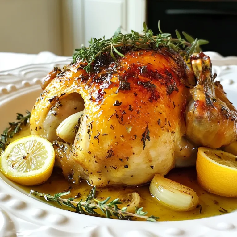 Für ein köstliches Zitronen-Kräuter-Rösthähnchen benötigen Sie folgende Hauptzutaten: - 1 ganzes Hähnchen (ca. 1,8-2,3 kg) - 1 Zitrone, geviertelt - 4 Knoblauchzehen, fein gehackt - 60 ml Olivenöl - 1 Zwiebel, geviertelt Diese Zutaten bilden die Basis für den vollen Geschmack des Hähnchens. Das Hähnchen sorgt für das zarte Fleisch, während Zitrone und Zwiebel dem Gericht Frische und Süße verleihen. Um den vollen Geschmack zu erreichen, verwenden wir: - 2 Esslöffel frischer Rosmarin, gehackt - 2 Esslöffel frischer Thymian, gehackt - 2 Esslöffel frische Petersilie, gehackt - Salz und Pfeffer nach Geschmack Diese Kräuter bringen das Hähnchen auf ein neues Niveau. Rosmarin verleiht eine erdige Note, während Thymian und Petersilie Frische hinzufügen. Salz und Pfeffer bringen alles zusammen und heben den Geschmack hervor. Für zusätzliche Saftigkeit und Aroma fügen Sie hinzu: - 240 ml Hühnerbrühe Die Hühnerbrühe sorgt dafür, dass das Hähnchen beim Braten saftig bleibt. Sie gibt dem Gericht auch einen reichen Geschmack, der das gesamte Aroma verstärkt. Das Hähnchen wird so zart und voller Geschmack. {{ingredient_image_2}} Heize deinen Ofen auf 220°C vor. Ein heißer Ofen sorgt für knusprige Haut. Nimm das Hähnchen aus der Verpackung und tupfe es mit Küchenpapier trocken. So bleibt es schön knusprig. Lege das Hähnchen in eine Röstpfanne. In einer kleinen Schüssel mische das Olivenöl, den gehackten Knoblauch, Rosmarin, Thymian, Petersilie, Salz und Pfeffer. Diese Mischung bringt viel Geschmack. Rühre alles gut um, bis es eine Paste ergibt. Reibe die Kräutermischung gleichmäßig auf das Hähnchen. Vergiss nicht, auch unter die Haut zu reiben. Das gibt dir mehr Geschmack. Fülle dann die Hohlräume des Hähnchens mit den geviertelten Zitronen und der Zwiebel. Das sorgt für ein tolles Aroma beim Braten. Gieße die Hühnerbrühe in die Röstpfanne. Sie hält das Hähnchen saftig. Röste das Hähnchen für etwa 1 Stunde und 15 Minuten. Die Innentemperatur sollte 75°C erreichen. Wenn du das Hähnchen anstichst, sollte der Saft klar sein. Beträufle das Hähnchen während des Garens einmal mit den Bratensäften für zusätzlichen Geschmack. Nach dem Braten lass das Hähnchen 10-15 Minuten ruhen, bevor du es aufschneidest. Um das Hähnchen saftig zu halten, gibt es einige einfache Tricks. Erstens, reibe die Kräutermischung gut unter die Haut. So kommt der Geschmack direkt an das Fleisch. Zweitens, fülle die Hohlräume mit Zitronen und Zwiebel. Diese geben Feuchtigkeit und Aroma ab. Drittens, gießen Sie Hühnerbrühe in die Röstpfanne. So bleibt das Hähnchen saftig beim Braten. Verwenden Sie auch einen Fleischthermometer. Das Hähnchen sollte innere 75°C erreichen. Viele machen beim Braten Fehler, die man leicht vermeiden kann. Ein häufiger Fehler ist, das Hähnchen nicht trocken zu tupfen. Feuchtigkeit macht die Haut nicht knusprig. Ein weiterer Fehler ist, die Temperatur zu hoch einzustellen. Bei 220°C wird das Hähnchen goldbraun, ohne auszutrocknen. Auch das Beträufeln mit Bratensaft ist wichtig. Das sorgt für mehr Geschmack. Lassen Sie das Hähnchen nach dem Braten ruhen. So verteilt sich der Saft im Fleisch. Für mehr Geschmack können Sie zusätzliche Kräuter verwenden. Basilikum oder Oregano passen gut zu diesem Gericht. Auch ein wenig Zitronenschale gibt frische Aromen. Wenn Sie es schärfer mögen, fügen Sie etwas Chili hinzu. Experimentieren Sie mit verschiedenen Kräutern, um Ihren eigenen Stil zu finden. Ein paar Oliven oder getrocknete Tomaten können auch tolle Aromen beisteuern. Lassen Sie Ihrer Kreativität freien Lauf. Pro Tipps Kräuter frisch verwenden: Verwenden Sie frische Kräuter für einen intensiveren Geschmack. Trockenkräuter können nicht die gleiche Aromatik bieten. Das Hähnchen einlegen: Lassen Sie das Hähnchen vor dem Braten mindestens 1 Stunde im Kühlschrank marinieren, um die Aromen besser einziehen zu lassen. Die Haut knusprig machen: Für eine knusprige Haut, stellen Sie sicher, dass das Hähnchen vor dem Reiben der Gewürze gut trocken ist. Bratensaft verwenden: Verwenden Sie die Bratensäfte nach dem Garen, um eine köstliche Soße zuzubereiten. Einfach in einen Topf geben und aufkochen. {{image_4}} Wenn Sie kein Hähnchen mögen, probieren Sie Pute oder Wachtel. Diese Vögel haben einen ähnlichen Geschmack. Sie können die gleichen Kräuter und Gewürze verwenden. Achten Sie darauf, die Garzeit anzupassen. Pute braucht länger, Wachtel kürzer. Beide Varianten sind lecker und festlich. Zu Ihrem Zitronen-Kräuter-Rösthähnchen passen viele Beilagen. Denken Sie an geröstete Karotten und Kartoffeln. Das Gemüse nimmt die Aromen aus dem Hähnchen auf. Frischer grüner Salat ist auch eine gute Wahl. Sie können auch eine Quinoa-Beilage zubereiten. Das bringt einen nussigen Geschmack und ist gesund. Grillen bringt einen rauchigen Geschmack. Legen Sie das Hähnchen auf den Grill und verwenden Sie die gleiche Marinade. Ein Slow Cooker ist eine einfache Methode. Sie geben das Hähnchen mit der Marinade hinein und lassen es langsam garen. So bleibt es sehr saftig. Jede Methode hat ihren eigenen Charme und Geschmack. Nach dem Essen bleibt oft Hühnchen übrig. Um die Frische zu bewahren, lege das Hähnchen in einen luftdichten Behälter. So bleibt es feucht und lecker. Du kannst das Hähnchen auch in Frischhaltefolie einwickeln. Stelle sicher, dass die Reste innerhalb von zwei Stunden nach dem Kochen gekühlt werden. In der Kühlung bleibt das Hähnchen etwa drei bis vier Tage frisch. Wenn du bereit bist, die Reste zu genießen, gibt es einfache Wege, das Hähnchen wieder heiß zu machen. Du kannst den Ofen auf 180°C vorheizen. Lege das Hähnchen in eine Auflaufform und bedecke es mit Alufolie. So trocknet es nicht aus. Erhitze es für etwa 20 Minuten oder bis es ganz heiß ist. Alternativ kannst du die Mikrowelle nutzen. Setze die Leistung auf mittel und erwärme es in kurzen Abständen. Überprüfe regelmäßig, damit es nicht zu heiß wird. Wenn du das Hähnchen länger aufbewahren möchtest, kannst du es einfrieren. Verpacke die Reste in einem gefrierfesten Behälter oder in Gefrierbeuteln. Achte darauf, so viel Luft wie möglich zu entfernen. So bleibt das Hähnchen bis zu sechs Monate frisch. Zum Auftauen lege das gefrorene Hähnchen über Nacht in den Kühlschrank. Es ist wichtig, das Hähnchen nicht bei Raumtemperatur zu tauen, um das Wachstum von Bakterien zu vermeiden. Das Hähnchen braucht etwa 1 Stunde und 15 Minuten im Ofen. Achte darauf, die Innentemperatur mit einem Thermometer zu prüfen. Sie sollte 75°C erreichen. Wenn der Saft klar ist, ist das Hähnchen fertig. Wenn du ein größeres Hähnchen hast, kann es etwas länger dauern. Ein gutes Zeichen ist, wenn die Haut goldbraun und knusprig ist. Die ideale Temperatur zum Braten eines Hähnchens ist 220°C. Diese Temperatur sorgt für eine schöne, knusprige Haut. Zudem bleibt das Fleisch saftig und zart. Es ist wichtig, den Ofen vorzuheizen, bevor du das Hähnchen hineinlegst. So wird es gleichmäßig gegart. Es ist besser, frisches Hähnchen zu verwenden. Gefrorenes Hähnchen muss zuerst vollständig auftauen. Dies kann mehrere Stunden oder sogar über Nacht dauern. Wenn du gefrorenes Hähnchen verwendest, verlängert sich die Garzeit. Achte darauf, die Innentemperatur zu überprüfen, um sicherzustellen, dass es gut durchgegart ist. Zusammenfassend haben wir über die Zutaten für Ihr Zitronen-Kräuter-Rösthähnchen gesprochen. Wir haben die Hauptzutaten, Gewürze und verschiedene Zubereitungsmethoden besprochen. Denken Sie daran, dass frische Kräuter und gute Gewürze den Geschmack verbessern. Halten Sie das Hähnchen saftig, indem Sie die richtigen Techniken anwenden. Variieren Sie mit Gemüse oder anderen Fleischsorten, um neue Geschmäcker zu entdecken. Lagern Sie Ihr Rösthähnchen richtig für spätere Mahlzeiten. Experimentieren Sie und genießen Sie Ihre leckeren Gerichte in der Küche!