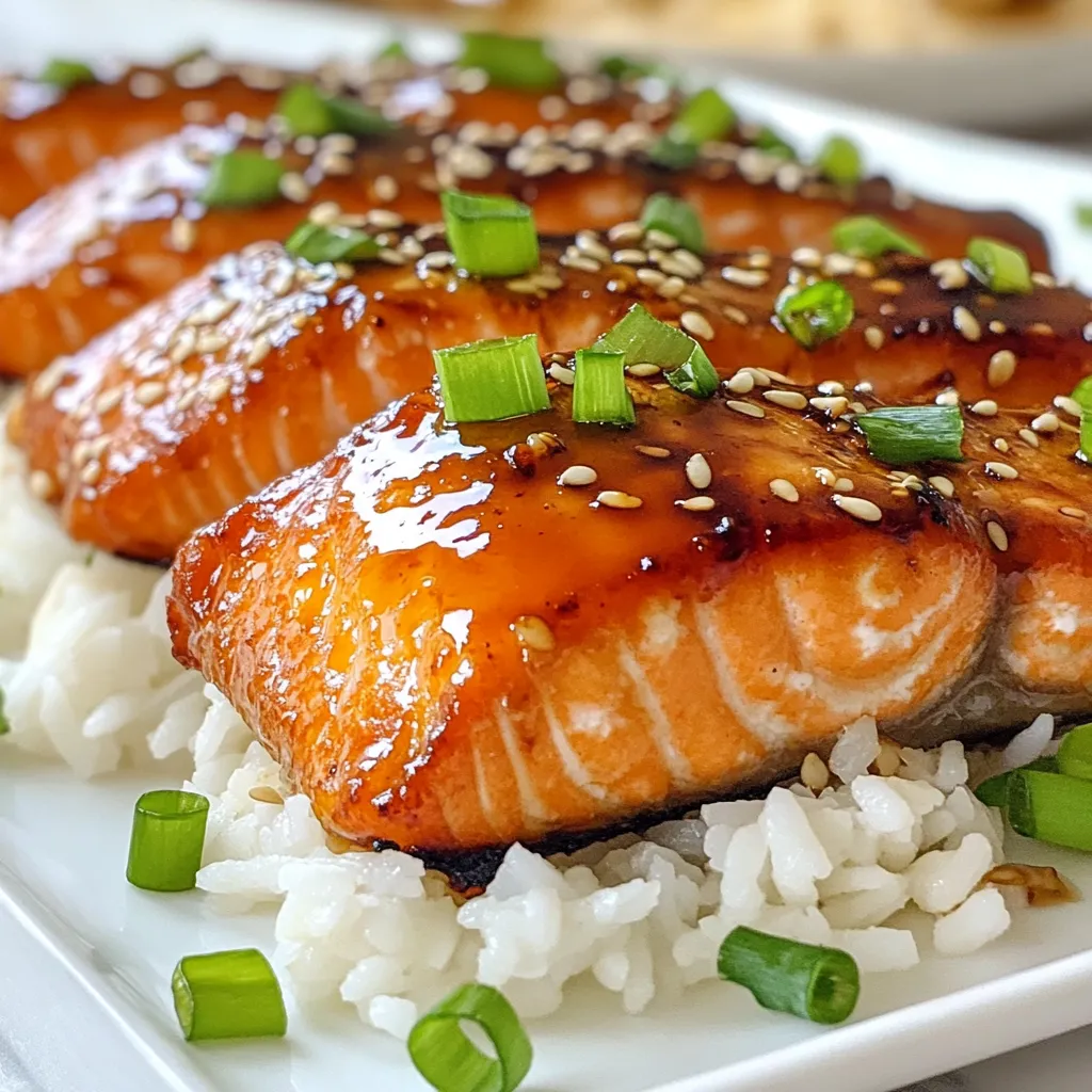 - 4 Lachsfilets (je 170 g) - 60 ml Sojasauce - 60 ml reiner Ahornsirup - 30 ml Reisessig - 1 Esslöffel frischer Ingwer, gerieben - 2 Knoblauchzehen, fein gehackt - 1 Esslöffel Sesamöl - 1 Teelöffel rote Pfefferflocken - 2 Frühlingszwiebeln, gehackt (zur Garnierung) - Sesamkörner (zur Garnierung) Um das beste Geschmackserlebnis zu erzielen, ist die Qualität der Zutaten wichtig. Ich empfehle, frischen Lachs zu wählen, da er zart und saftig ist. Der Ahornsirup bringt eine natürliche Süße, die perfekt mit der salzigen Sojasauce harmoniert. Reisessig fügt eine mild-säuerliche Note hinzu, die das Gericht ausbalanciert. Frischer Ingwer und Knoblauch geben dem Lachs eine aromatische Tiefe. Sesamöl sorgt für einen nussigen Geschmack, während rote Pfefferflocken dem Gericht eine angenehme Schärfe verleihen können. Die Frühlingszwiebeln und Sesamkörner sind nicht nur hübsch, sie bieten auch Frische und Textur. Diese Zutaten machen das Ahorn-Soja-glasiertes Lachsfilet zu einem echten Genuss. {{ingredient_image_2}} Um die Marinade zuzubereiten, mische ich Sojasauce, Ahornsirup, Reisessig, geriebenen Ingwer, gehackten Knoblauch, Sesamöl und rote Pfefferflocken in einer Schüssel. Ich rühre gut um, bis alles gut vermischt ist. Danach lege ich die Lachsfilets in eine flache Schüssel oder einen Plastikbeutel. Ich gieße die Marinade über den Lachs, sodass jede Seite gut bedeckt ist. Es ist wichtig, den Lachs für mindestens 30 Minuten zu marinieren. Ich empfehle, ihn bis zu 2 Stunden im Kühlschrank zu lassen. So wird der Geschmack intensiver. Ich heize meinen Grill oder eine Pfanne auf mittelhohe Hitze vor. Wenn ich grille, öle ich die Grillroste leicht, damit der Lachs nicht kleben bleibt. Nun nehme ich den Lachs aus der Marinade und lasse die überschüssige Marinade abtropfen. Ich bewahre die Marinade zum Bepinseln auf. Ich lege die Lachsfilets mit der Hautseite nach unten auf den Grill oder in die Pfanne. Ich gare sie für etwa 4-5 Minuten. Dann wende ich den Lachs vorsichtig und koche die andere Seite für weitere 3-4 Minuten. Währenddessen bepinsle ich den Lachs mit der restlichen Marinade. Der Lachs ist fertig, wenn er eine Innentemperatur von 63°C erreicht hat. Ich lasse den Lachs einige Minuten ruhen, bevor ich ihn serviere. Dann richte ich ihn auf einem Teller an. Ich serviere ihn oft auf einem Bett aus gedämpftem Jasminreis oder mit sautiertem Gemüse. Für die Garnierung streue ich gehackte Frühlingszwiebeln und Sesamkörner darüber. Das gibt dem Gericht ein lebendiges Aussehen. Um einen zusätzlichen Glanz zu erzielen, träufle ich etwas Marinade über den Lachs. Die Marinierzeit ist sehr wichtig. Sie hilft, den Lachs wirklich gut zu durchdringen. Ich empfehle, den Lachs mindestens 30 Minuten zu marinieren. Das gibt der Marinade Zeit, ihre Aromen zu entfalten. Wenn du mehr Geschmack möchtest, lasse den Lachs bis zu 2 Stunden marinieren. Achte darauf, dass der Lachs gleichmäßig in der Marinade schwimmt. So wird jedes Stück lecker. Um die Aromen zu intensivieren, nutze frische Zutaten. Frischer Ingwer und Knoblauch machen viel aus. Sie geben dem Gericht eine tolle Tiefe. Auch die Kombination von Sojasauce und Ahornsirup sorgt für einen süßen und salzigen Geschmack. Rote Pfefferflocken bringen eine schöne Schärfe. Du kannst die Menge anpassen, je nach deinem Geschmack. Um die Garstufe zu überprüfen, benutze ein Fleischthermometer. Der Lachs sollte innen 63°C erreichen. Er wird dann zart und saftig. Wenn du ihn weniger durchgegart magst, ziehe ihn ein wenig früher vom Grill oder aus der Pfanne. Viele Menschen mögen Lachs medium, das bleibt schön rosa. Wenn du deinen Lachs gut durchgegart magst, lasse ihn einfach länger auf dem Grill. Achte darauf, dass er nicht trocken wird. Das passiert schnell, wenn er zu lange gart. Für die Schärfe kannst du die rote Pfefferflocken ganz nach deinem Wunsch anpassen. Wenn du es milder magst, lass sie einfach weg. Du kannst auch etwas Honig hinzufügen, um die Süße zu steigern. Das macht den Lachs noch köstlicher. Wenn du weitere Gewürze ausprobieren möchtest, denke an Limetten- oder Zitronensaft. Auch ein wenig Sesam kann dem Gericht einen tollen Geschmack geben. Kräuter wie Koriander oder Petersilie sind ebenfalls eine gute Idee. Sie bringen Frische in das Gericht. Pro Tipps Frische Zutaten verwenden: Achten Sie darauf, frischen Lachs und frische Kräuter zu verwenden, um den besten Geschmack zu erzielen. Marinierzeit einhalten: Lassen Sie den Lachs mindestens 30 Minuten marinieren, um die Aromen besser aufzunehmen. Hitzeregulierung: Grillen oder braten Sie den Lachs bei mittelhoher Hitze, um ein gleichmäßiges Garen zu gewährleisten und ein Ankleben zu vermeiden. Restmarinade nutzen: Verwenden Sie die zurückbehaltene Marinade zum Bepinseln während des Garens, um den Geschmack zu intensivieren. {{image_4}} Wenn Lachs nicht dein Favorit ist, probiere andere Fischsorten. Du kannst Forelle oder Heilbutt verwenden. Beide Fische haben einen milden Geschmack und nehmen die Marinade gut auf. Für vegane oder vegetarische Alternativen sind Tofustücke oder Tempeh ideal. Marinieren sie genau wie den Lachs. Brate sie dann in der Pfanne oder grille sie. Diese Optionen sind proteinreich und schmackhaft. Du kannst die Marinade anpassen, um neue Geschmäcker zu erleben. Versuche, Orangensaft oder Limettensaft hinzuzufügen. Diese Zitrusfrüchte bringen Frische. Auch Honig kann eine süße Note hinzufügen. Wenn du Beilagen auswählst, denke an gedämpftes Gemüse oder Reis. Sautiertes Gemüse wie Brokkoli oder Paprika passt gut. Auch ein einfacher Salat bringt Farbe und Knusprigkeit. Saisonale Zutaten sind eine tolle Idee. Im Sommer kannst du frische Kräuter wie Basilikum oder Koriander verwenden. Im Winter sind Wurzelgemüse wie Karotten oder Rüben nahrhaft und lecker. Wenn du günstigere Zutaten benötigst, ersetze den Ahornsirup durch Honig oder Agavendicksaft. Diese bieten auch eine süße Note. Sojasauce kann mit Tamari ersetzt werden, wenn du Gluten vermeiden möchtest. Um Reste von Ahorn-Soja-glasiertem Lachs richtig zu lagern, lege den Lachs in einen luftdichten Behälter. Du kannst auch Frischhaltefolie verwenden. So bleibt der Lachs frisch und lecker. Im Kühlschrank hält er sich bis zu drei Tage. Wenn du ihn länger aufbewahren möchtest, friere ihn ein. Im Gefrierschrank bleibt er bis zu drei Monate gut. Um Lachs sicher aufzuwärmen, verwende eine niedrige Temperatur. Der Ofen ist eine gute Wahl. Stelle ihn auf 150 Grad Celsius ein. Lege den Lachs in eine Auflaufform und decke ihn mit Alufolie ab. So bleibt der Lachs saftig. Du kannst auch eine Pfanne nutzen. Erhitze sie auf mittlerer Hitze und lege den Lachs hinein. Wende ihn vorsichtig, damit er nicht zerfällt. Um Austrocknung beim Aufwärmen zu vermeiden, füge etwas Flüssigkeit hinzu. Brühe oder die Marinade sind perfekt dafür. Gieße ein wenig über den Lachs, bevor du ihn erhitzt. So bleibt er saftig und voller Geschmack. Ein weiteres gutes Mittel ist das Abdecken beim Aufwärmen. So bleibt die Feuchtigkeit im Lachs und du erhältst ein köstliches Gericht. Ich empfehle, den Lachs mindestens 30 Minuten zu marinieren. Für mehr Geschmack kannst du bis zu 2 Stunden marinieren. Achte darauf, den Lachs nicht länger als 2 Stunden zu lassen, da er sonst zu salzig werden kann. Die Marinade zieht gut in den Fisch ein und macht ihn zart und aromatisch. Du kannst die Marinade nicht sicher wiederverwenden. Sie enthält rohen Fischsaft, der Bakterien enthält. Wenn du die Marinade für einen zusätzlichen Geschmack verwenden möchtest, koche sie zuerst. Durch das Kochen werden alle Bakterien abgetötet. So kannst du die Marinade sicher genießen. Zu diesem Lachs passen viele Beilagen. Gedämpfter Jasminreis ist eine tolle Wahl. Du kannst auch sautiertes Gemüse oder einen frischen Salat servieren. Für Getränke sind ein leichter Weißwein oder ein spritziger Tee ideal. Diese Kombinationen ergänzen den süßen und salzigen Geschmack des Lachses. Ja, Lachs ist sehr gesund. Er ist reich an Omega-3-Fettsäuren, die gut für das Herz sind. Zudem enthält er viele Vitamine und Mineralstoffe. Diese Nährstoffe fördern eine gute Gesundheit und stärken das Immunsystem. Wenn du auf eine gesunde Ernährung achtest, ist dieser Lachs eine ausgezeichnete Wahl. Ja, du kannst den Lachs auch im Ofen zubereiten. Heize den Ofen auf 200 Grad Celsius vor. Lege die marinierten Lachsfilets auf ein Backblech. Backe sie für etwa 12 bis 15 Minuten. Achte darauf, dass die Innentemperatur 63 Grad Celsius erreicht. So bleibt der Lachs saftig und zart. Zusammenfassend haben wir die besten Zutaten, Mariniermethoden und Zubereitungstipps für Lachs behandelt. Von der perfekten Marinade bis zu schnellen Serviervorschlägen ist alles dabei. Du kannst mit verschiedenen Aromen und Beilagen spielen und den Lachs ganz nach deinem Geschmack anpassen. Vergiss nicht, die Reste gut zu lagern und sanft aufzuwärmen. Probier diese Rezeptideen aus und genieße leckeren, saftigen Lachs immer wieder aufs Neue!