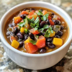 Für die köstliche Spicy Black Bean Soup brauchst du: - 1 Esslöffel Olivenöl - 1 mittlere Zwiebel, gewürfelt - 3 Knoblauchzehen, fein gehackt - 1 Paprika (rot oder gelb), gewürfelt - 2 Karotten, gewürfelt - 1 Dose (425 g) schwarze Bohnen, abgetropft und abgespült - 4 Tassen Gemüsebrühe - 1 Dose (400 g) gewürfelte Tomaten, mit Saft Diese Zutaten bilden die Basis. Sie sorgen für einen vollen Geschmack und eine tolle Textur. Die Gewürze machen die Suppe lebendig. Du benötigst: - 1 Teelöffel gemahlener Kreuzkümmel - 1 Teelöffel geräucherte Paprika - 1/2 Teelöffel Cayennepfeffer (nach Geschmack anpassen) - 1 Esslöffel Limettensaft - Frischer Koriander zur Garnierung Der Kreuzkümmel gibt eine warme Note. Die geräucherte Paprika bringt Tiefe. Cayennepfeffer gibt den richtigen Kick. Limettensaft fügt Frische hinzu. Dieses Rezept ergibt etwa 4 Portionen. Jede Portion hat viele Nährstoffe und ist sättigend. - Kalorien: etwa 220 pro Portion - Eiweiß: 12 g - Fett: 4 g - Kohlenhydrate: 36 g - Ballaststoffe: 10 g Diese Suppe ist nicht nur lecker, sondern auch gesund. Sie ist perfekt für ein schnelles Mittagessen oder ein leichtes Abendessen. {{ingredient_image_2}} Zuerst bereite ich die Zwiebel, den Knoblauch und das Gemüse vor. Ich schneide die Zwiebel in kleine Würfel. Dann hacke ich die Knoblauchzehen fein. Als Nächstes würfele ich eine Paprika und zwei Karotten. Diese Zutaten sorgen für viel Geschmack. Ich nehme dann die Dose schwarze Bohnen, spüle sie gut ab und lasse sie abtropfen. So befreie ich sie von überschüssigem Natrium. In einem großen Topf erhitze ich einen Esslöffel Olivenöl bei mittlerer Hitze. Ich gebe die gewürfelte Zwiebel dazu und brate sie an, bis sie glasig ist. Das dauert etwa fünf Minuten. Danach füge ich den gehackten Knoblauch, die Paprika und die Karotten hinzu. Ich brate diese Mischung für weitere fünf bis sieben Minuten, bis das Gemüse weich ist. Nun rühre ich einen Teelöffel gemahlenen Kreuzkümmel, einen Teelöffel geräucherte Paprika und einen halben Teelöffel Cayennepfeffer ein. Ich lasse die Gewürze für etwa eine Minute anrösten. Dadurch entfalten sie ihr volles Aroma. Jetzt gebe ich die abgetropften schwarzen Bohnen, vier Tassen Gemüsebrühe und eine Dose gewürfelte Tomaten in den Topf. Ich rühre alles gut um. Ich bringe die Mischung zum Kochen und reduziere dann die Hitze. Die Suppe lasse ich 25 bis 30 Minuten köcheln. So verbinden sich die Aromen perfekt. Falls ich eine cremigere Konsistenz möchte, benutze ich einen Stabmixer. Ich püriere die Suppe nach Belieben. Wenn ich keinen Stabmixer habe, kann ich Teile der Suppe vorsichtig in einen Standmixer füllen. Ich schmecke die Suppe mit Salz, schwarzem Pfeffer und einem Esslöffel Limettensaft ab. So wird sie besonders frisch. Wenn ich es schärfer mag, passe ich den Cayennepfeffer an. Jetzt ist die Suppe bereit zum Servieren. Ich garniere sie mit frischem Koriander. Um die gewünschte Cremigkeit zu erreichen, pürieren Sie die Suppe gut. Verwenden Sie einen Stabmixer direkt im Topf. So bleiben Sie flexibel, wie cremig oder stückig die Suppe werden soll. Wenn Sie keinen Stabmixer haben, gießen Sie einen Teil der Suppe in einen Standmixer. Pürieren Sie es und geben Sie es zurück in den Topf. So können Sie die Konsistenz gut kontrollieren. Der Schärfegrad ist ganz nach Ihrem Geschmack. Starten Sie mit einem halben Teelöffel Cayennepfeffer. Rühren Sie gut um und probieren Sie die Suppe. Wenn Sie mehr Schärfe möchten, fügen Sie einfach mehr hinzu. Denken Sie auch an andere Gewürze wie Chili-Pulver oder frische Jalapeños für einen anderen Kick. Diese bringen frische Aromen und eine neue Dimension in die Suppe. Bereiten Sie die Zutaten im Voraus vor, um Zeit zu sparen. Schneiden Sie das Gemüse am Abend vorher. Lagern Sie es in einem luftdichten Behälter im Kühlschrank. Sie können die Suppe auch im Voraus kochen. Erhitzen Sie sie dann in der Mikrowelle oder auf dem Herd. Wenn Sie die Mikrowelle nutzen, decken Sie die Suppe ab, um Spritzer zu vermeiden. Auf dem Herd können Sie die Suppe einfach in einem kleinen Topf erhitzen und gelegentlich umrühren. Pro Tipps Frische Zutaten verwenden: Frische Gemüse und Kräuter sorgen für einen intensiveren Geschmack in der Suppe. Schärfe anpassen: Probieren Sie die Suppe während des Kochens und passen Sie die Menge an Cayennepfeffer nach Ihrem Geschmack an. Die Konsistenz variieren: Pürieren Sie die Suppe nach Belieben – für eine cremige Textur oder lassen Sie sie stückig für mehr Biss. Garnierung nicht vergessen: Frischer Koriander oder Limettenscheiben als Garnitur verleihen der Suppe das gewisse Etwas. {{image_4}} Für eine vegetarische oder vegane Suppe kann die Brühe leicht angepasst werden. Verwenden Sie Gemüsebrühe anstelle von Hühnerbrühe. Das macht die Suppe für alle geeignet. Sie können auch mehr Gemüse hinzufügen. Zucchini, Spinat oder Süßkartoffeln passen gut. Diese Optionen bringen neue Aromen und Nährstoffe. Sie können die Suppe noch nahrhafter machen, indem Sie Quinoa oder Reis hinzufügen. Diese Zutaten machen die Suppe sättigender. Sie können auch Käse oder Sauerrahm als Topping verwenden. Das gibt einen cremigen Geschmack. Frisch geriebener Käse schmilzt gut und hat einen tollen Geschmack. Experimentieren Sie mit süßen und herzhaften Kombinationen. Fügen Sie zum Beispiel etwas Mais oder Paprika hinzu. Diese Zutaten bringen eine süße Note. Sie können auch andere Bohnenarten verwenden. Kidneybohnen oder Pinto-Bohnen sind tolle Alternativen. Sie ändern die Textur und den Geschmack der Suppe. Um die Suppe frisch zu halten, benutze einen luftdichten Behälter. Glas oder BPA-freie Kunststoffbehälter sind ideal. So bleibt der Geschmack länger erhalten. Die Suppe hält sich im Kühlschrank etwa 3 bis 5 Tage. Stelle sicher, dass sie gut abgekühlt ist, bevor du sie in den Kühlschrank stellst. Um die Suppe sicher einzufrieren, fülle sie in Portionen in Gefrierbeutel. Lasse etwas Platz, damit sich die Suppe beim Gefrieren ausdehnen kann. Du kannst die Suppe bis zu 3 Monate einfrieren. Zum Auftauen lege die Beutel über Nacht in den Kühlschrank. Um die Suppe wieder aufzuwärmen, kannst du sie in einem Topf bei mittlerer Hitze erhitzen. Rühre regelmäßig um, damit sie gleichmäßig warm wird. Achte auf Veränderungen in der Farbe oder dem Geruch der Suppe. Wenn sie einen seltsamen Geruch hat oder die Farbe sich verändert, ist sie nicht mehr gut. Um Lebensmittelverschwendung zu vermeiden, lagere die Suppe immer in einem klaren Behälter. Das hilft dir, den Inhalt besser zu überprüfen. Sie können die Suppe im Kühlschrank bis zu fünf Tage aufbewahren. Lagern Sie sie in einem luftdichten Behälter. Wenn Sie die Suppe länger aufbewahren möchten, frieren Sie sie ein. Im Gefrierfach hält sie bis zu drei Monate. Achten Sie darauf, die Suppe in Portionen zu teilen. So können Sie nur das auftauen, was Sie brauchen. Ja, die Suppe ist einfach vegan zu machen. Verwenden Sie pflanzliche Brühe statt Gemüsebrühe. Achten Sie darauf, dass keine tierischen Produkte in Ihren Zutaten sind. Alle anderen Zutaten sind bereits vegan. Diese Anpassungen machen die Suppe für alle geeignet. Um die Schärfe zu reduzieren, verwenden Sie weniger Cayennepfeffer. Sie können auch die Menge der Gewürze insgesamt verringern. Eine weitere Option ist, einen Löffel Zucker hinzuzufügen. Das mildert die Schärfe. Alternativ können Sie Paprika oder geräucherte Paprika verwenden. Diese geben Geschmack ohne die Schärfe. Zusammenfassend können Sie eine schmackhafte und nahrhafte Suppe zubereiten. Die Hauptzutaten wie Olivenöl, Gemüse und Gewürze sorgen für tollen Geschmack. Wichtige Tipps helfen Ihnen, die richtige Konsistenz und den Schärfegrad zu treffen. Variationen und Anpassungen machen Ihr Rezept vielseitig. Denken Sie daran, die Suppe kühl zu lagern und richtig einzufrieren. Experimentieren Sie mit den Zutaten, um Ihre perfekte Version zu finden. Viel Spaß beim Kochen!