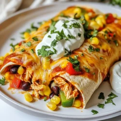 - 2 Tassen gekochtes Hähnchen, zerrupft - 1 Tasse schwarze Bohnen, abgetropft und abgespült - 1 Tasse grüne Paprika, gewürfelt - 1 Tasse Maiskörner (frisch oder gefroren) - 1 Tasse fettarmer Hüttenkäse - 1 Tasse geriebener fettarmer Käse (wie Monterey Jack oder Cheddar) - 1/2 Tasse griechischer Joghurt (zum Garnieren) - 1 Tasse Enchiladasoße (fertig gekauft oder selbstgemacht) - 8 Vollkorn-Tortillas - 2 Teelöffel Kreuzkümmel - 1 Teelöffel Chili-Pulver - Salz und Pfeffer nach Geschmack - Frischer Koriander, gehackt (zum Garnieren) Die Zutaten in diesen Hähnchen-Enchiladas haben viele gesundheitliche Vorteile. Hähnchen liefert viel Protein, das deinen Muskeln hilft. Schwarze Bohnen sind reich an Ballaststoffen, die gut für die Verdauung sind. Grüne Paprika bringen viele Vitamine, wie Vitamin C. Mais liefert schnell Energie und ist lecker. Hüttenkäse ist fettarm und enthält viel Calcium, wichtig für starke Knochen. Der griechische Joghurt ist eine gute Quelle für Probiotika, die deine Darmflora unterstützen. Das Hähnchen und der Hüttenkäse sind die Hauptquellen für Protein. Hähnchen hat etwa 30 Gramm Protein pro 100 Gramm. Hüttenkäse enthält bis zu 11 Gramm Protein pro 100 Gramm. Zusammen geben sie dir eine starke Basis für diese Enchiladas. Wenn du mehr Protein möchtest, kannst du noch mehr Hähnchen oder einen proteinreicheren Käse verwenden. So werden deine Enchiladas sättigender und noch besser für deine Ernährung. {{ingredient_image_2}} Um die Füllung für die Enchiladas zuzubereiten, nimm eine große Schüssel. Gib das zerrupfte Hähnchen, die schwarzen Bohnen, die gewürfelten Paprika und den Mais hinein. Füge den fettarmen Hüttenkäse, Kreuzkümmel, Chili-Pulver, Salz und Pfeffer hinzu. Mische alles gut. Du möchtest, dass jeder Bissen voller Geschmack ist. Diese Füllung ist reich an Protein und sehr sättigend. Nehme eine Vollkorn-Tortilla und lege sie vor dich. Platziere eine großzügige Portion der Hähnchenfüllung in die Mitte. Rolle die Tortilla fest auf, damit die Füllung nicht herausfällt. Lege die eingerollte Tortilla mit der Nahtseite nach unten in eine gefettete Auflaufform. Wiederhole diesen Schritt mit den restlichen Tortillas und der Füllung. Das sorgt für eine schöne Präsentation, wenn du die Enchiladas servierst. Gieße die Enchiladasoße gleichmäßig über die Tortillas. Achte darauf, dass jede Tortilla gut bedeckt ist. Bestreue sie großzügig mit dem geriebenen fettarmen Käse. Decke die Auflaufform mit Aluminiumfolie ab. Das hilft, ein Ankleben zu vermeiden. Backe die Enchiladas 20 Minuten lang bei 190°C. Danach entferne die Folie und backe sie für weitere 10 bis 15 Minuten. Der Käse sollte schön geschmolzen und leicht sprudelnd sein. Lass die Enchiladas nach dem Backen für ein paar Minuten ruhen, bevor du sie servierst. Du kannst die Hähnchenfüllung nach deinem Geschmack anpassen. Füge zum Beispiel etwas Avocado oder Spinat hinzu. Diese Zutaten bringen frische Aromen und zusätzliche Nährstoffe. Auch gekochte Quinoa oder brauner Reis machen die Füllung noch nahrhafter. Experimentiere mit verschiedenen Gemüsesorten, um neue Geschmäcker zu entdecken. Um die Enchiladas noch proteinreicher zu machen, verwende mehr Hüttenkäse oder griechischen Joghurt. Du kannst auch Linsen oder Kichererbsen in die Füllung geben. Diese Hülsenfrüchte sind reich an Eiweiß und sorgen für eine gute Sättigung. Eine weitere Option ist die Verwendung von Pute anstelle von Hähnchen. Pute hat einen hohen Proteingehalt und einen milden Geschmack. Achte darauf, die Tortillas vor dem Füllen leicht zu erwärmen. So lassen sie sich besser rollen und brechen nicht. Die Enchiladasoße solltest du gleichmäßig verteilen, damit jede Biss einen tollen Geschmack hat. Garniere die fertigen Enchiladas mit frischem Koriander und einem Klecks griechischem Joghurt. Das gibt nicht nur Farbe, sondern auch einen frischen Geschmack. Pro Tipps Verwende frisches Hähnchen: Frisch gekochtes Hähnchen sorgt für den besten Geschmack und eine zarte Textur. Du kannst auch übrig gebliebenes Hähnchen verwenden, um Zeit zu sparen. Variiere die Gemüse: Füge zusätzliches Gemüse wie Zucchini, Spinat oder Pilze hinzu, um die Nährstoffe zu erhöhen und den Geschmack zu variieren. Soße anpassen: Wenn du es schärfer magst, kannst du etwas scharfe Soße oder Jalapeños in die Füllung geben, um mehr Würze hinzuzufügen. Vorbereiten und Aufbewahren: Du kannst die Enchiladas im Voraus zubereiten und vor dem Backen im Kühlschrank aufbewahren. Einfach vor dem Servieren die Backzeit anpassen. {{image_4}} Du kannst diese Hähnchen-Enchiladas leicht in eine vegetarische Variante verwandeln. Ersetze einfach das Hähnchen durch eine Mischung aus Tofu und schwarzen Bohnen. Tofu bietet eine tolle Proteinquelle. Du kannst auch mehr Gemüse wie Zucchini oder Spinat hinzufügen. Diese Zutaten sorgen für mehr Geschmack und Nährstoffe. Die Gewürze machen den Unterschied. Probiere verschiedene Kombinationen aus. Füge zum Beispiel Paprika oder Knoblauchpulver hinzu, um mehr Tiefe zu erreichen. Für einen scharfen Kick kannst du Jalapeños oder scharfe Sauce verwenden. Experimentiere mit Zimt für eine interessante Note. Zu den Enchiladas passen verschiedene Beilagen gut. Ein frischer Salat mit Limettensaft und Koriander bringt Frische. Guacamole ist eine cremige und leckere Ergänzung. Du kannst auch Reis oder Quinoa servieren, um die Mahlzeit zu vervollständigen. Probiere auch eine leichte Salsa für zusätzlichen Geschmack. Du kannst die Enchiladas bis zu drei Tage im Kühlschrank aufbewahren. Lass sie zuerst abkühlen. Lege die Enchiladas in einen luftdichten Behälter. So bleiben sie frisch und lecker. Wenn du sie länger aufbewahren möchtest, schau dir das Einfrieren an. Um die Enchiladas einzufrieren, lasse sie ganz abkühlen. Wickel jede Enchilada in Frischhaltefolie. Lege sie dann in einen Gefrierbeutel. Du kannst sie bis zu drei Monate aufbewahren. Wenn du bereit bist, sie zu essen, taue sie im Kühlschrank auf. Um die Enchiladas aufzuwärmen, benutze den Ofen. Heize den Ofen auf 180 °C vor. Lege die Enchiladas in eine Auflaufform. Decke sie mit Aluminiumfolie ab, damit sie nicht austrocknen. Backe sie für 20 Minuten. Du kannst auch die Mikrowelle verwenden, aber der Ofen macht sie knuspriger. Diese Hähnchen-Enchiladas sind sehr proteinreich. Jede Portion enthält etwa 30 Gramm Protein. Das kommt von dem Hähnchen, den Bohnen und dem Hüttenkäse. Diese Zutaten geben dir die Energie, die du brauchst. Sie helfen dir auch, satt zu bleiben. Protein ist wichtig für Muskeln und für die allgemeine Gesundheit. Ja, du kannst die Tortillas ersetzen. Wenn du glutenfrei bist, nimm einfach glutenfreie Tortillas. Du kannst auch Salatblätter verwenden, um eine Low-Carb-Option zu machen. Sie sind leicht und frisch. Für eine andere Textur kannst du auch Wraps aus Vollkorn oder Mais probieren. Zu diesen Enchiladas passen viele Beilagen gut. Du kannst einen frischen Salat machen. Auch Guacamole oder Salsa sind lecker dazu. Wenn du etwas Warmes willst, probiere gebratene Zucchini oder Paprika. Diese Beilagen ergänzen die Aromen der Enchiladas perfekt. Die Enchiladas sind einfach zuzubereiten und sehr lecker. Sie enthalten gesunde Zutaten, die das Gericht aufwerten. Hochwertiges Protein sorgt für Energie und Sättigung. Variationen machen das Rezept flexibel und spannend. Beachte die Tipps, um den besten Geschmack zu erzielen. Lagere die Enchiladas richtig, um ihre Frische zu bewahren. So hast du immer eine köstliche Mahlzeit griffbereit. Probiere die verschiedenen Varianten aus und genieße das Beste aus der mexikanischen Küche. Es lohnt sich!