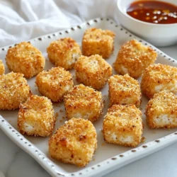Die Hauptzutaten für die Tofu-Nuggets sind einfach und leicht zu finden. Du brauchst: - 400 g fester Tofu, gut abgetropft und gepresst - 120 g Maisstärke - 120 g Pankobrösel für extra Knusprigkeit - 2 Esslöffel Nährhefe - 1 Teelöffel Knoblauchpulver - 1 Teelöffel Zwiebelpulver - 1 Teelöffel geräuchertes Paprikapulver - 1/2 Teelöffel Salz - 1/4 Teelöffel schwarzer Pfeffer - 2 Esslöffel Sojasauce - 1 Esslöffel Ahornsirup - Kochspray Mit diesen Zutaten kannst du die perfekte Basis für deine Nuggets schaffen. Die Gewürze machen deine Nuggets besonders lecker. Ich benutze Nährhefe für einen herzhaften Geschmack. Auch Knoblauch- und Zwiebelpulver geben einen tollen Kick. Geräuchertes Paprikapulver sorgt für eine rauchige Note. Die Mischung aus Pankobröseln und Maisstärke gibt den Nuggets die gewünschte Knusprigkeit. Es gibt viele Möglichkeiten, die Zutaten zu variieren. Du kannst Tofu durch Seitan ersetzen, wenn du eine andere Textur möchtest. Für eine glutenfreie Option nutze glutenfreie Pankobrösel. Auch andere Gewürze wie Curry oder italienische Kräuter können Spaß machen. Experimentiere mit verschiedenen Dips, um neue Geschmäcker zu entdecken. {{ingredient_image_2}} Zuerst musst du den Tofu gut abtropfen und pressen. Das entfernt überschüssige Flüssigkeit. Schneide dann den Tofu in Würfel. Die Stücke sollten etwa 2,5 cm groß sein. So werden sie gleichmäßig gar. Jetzt kommt der spannende Teil: die Marinade. In einer Schüssel mische Sojasauce und Ahornsirup. Diese Mischung gibt dem Tofu einen tollen Geschmack. Lege die Tofuwürfel vorsichtig in die Marinade. Lass sie 10 bis 15 Minuten ziehen. Dadurch saugen sie die Aromen auf. Richte deine Panierstation ein. Nimm einen Teller mit Maisstärke. Auf einem anderen Teller mische Pankobrösel, Nährhefe, Knoblauchpulver, Zwiebelpulver, Paprikapulver, Salz und Pfeffer. Wälze jeden marinierten Tofu-Würfel zuerst in der Maisstärke. Tauche dann kurz in die Marinade zurück. Schließlich wälze die Stücke in der Bröselmischung. Drücke leicht, damit die Panade gut haftet. Heize deinen Luftfrittierer auf 200°C vor. Lege die Nuggets in einer Schicht in den Frittierer. Du kannst in mehreren Durchgängen arbeiten, wenn nötig. Besprühe die Nuggets leicht mit Kochspray. Das hilft, sie knusprig zu machen. Gare die Nuggets 12 bis 15 Minuten. Wende sie nach der Hälfte der Zeit vorsichtig. Sie sind fertig, wenn sie goldbraun und knusprig sind. Um die perfekte Knusprigkeit zu erreichen, ist die richtige Panade entscheidend. Hier sind einige Tipps: - Trockener Tofu: Stellen Sie sicher, dass Ihr Tofu gut abgetropft und gepresst ist. Feuchtigkeit macht ihn weich. - Maisstärke: Wälzen Sie den Tofu zuerst in Maisstärke. Das hilft, eine knusprige Schicht zu bilden. - Pankobrösel: Verwenden Sie Pankobrösel für eine extra knusprige Textur. Diese sind gröber als normale Brösel. - Kochspray: Besprühen Sie die Nuggets leicht mit Kochspray. Dies fördert die Goldbraunheit beim Luftfrittieren. Es gibt einige häufige Fehler, die die Knusprigkeit beeinträchtigen können: - Zu viele Nuggets auf einmal: Wenn Sie zu viele Nuggets auf einmal in den Luftfritter geben, können sie dampfen und nicht knusprig werden. Arbeiten Sie in kleinen Chargen. - Nicht genug Marinierzeit: Lassen Sie den Tofu mindestens 10-15 Minuten in der Marinade. So nehmen die Stücke den Geschmack besser auf. - Zu niedrige Temperatur: Stellen Sie sicher, dass der Luftfritter auf 200°C vorheizt. Eine zu niedrige Temperatur kann die Nuggets weich machen. Einige Geräte und Zubehörteile machen das Kochen leichter: - Luftfritteuse: Dies ist das wichtigste Gerät für knusprige Nuggets. - Küchenwaage: Eine Waage hilft Ihnen, die Zutaten genau zu messen. - Patisserie-Pinsel: Ein Pinsel eignet sich gut, um das Kochspray gleichmäßig aufzutragen. - Schalen: Verwenden Sie verschiedene Schalen für die Marinade und die Panade. So bleibt alles ordentlich. Pro Tips Tofu richtig pressen: Um überschüssige Flüssigkeit aus dem Tofu zu entfernen, verwenden Sie einen Tofu-Presser oder wickeln Sie den Tofu in ein sauberes Küchentuch und legen Sie ein schweres Objekt darauf. Dies verbessert die Textur und lässt die Marinade besser einziehen. Variationen der Panade: Experimentieren Sie mit verschiedenen Gewürzen und Kräutern in der Paniermischung, um den Geschmack anzupassen. Zum Beispiel können Sie italienische Gewürze oder sogar scharfen Paprika hinzufügen, um eine besondere Note zu erzielen. Für extra Knusprigkeit: Stellen Sie sicher, dass der Luftfritter gut vorgeheizt ist, bevor Sie die Nuggets hineingeben. Dies hilft, eine schöne goldene und knusprige Oberfläche zu erreichen. Ideal zum Vorbereiten: Diese Tofu-Nuggets lassen sich hervorragend im Voraus zubereiten. Bereiten Sie sie vor und frieren Sie sie ein, um sie später einfach im Luftfritter aufzuwärmen, wenn Sie einen schnellen Snack wünschen. {{image_4}} Um die Tofu-Nuggets spannend zu halten, können Sie mit den Gewürzen spielen. Hier sind einige Ideen: - Asiatische Note: Fügen Sie Sesamöl und Ingwerpulver hinzu. - Italienischer Flair: Verwenden Sie getrocknete Kräuter wie Oregano und Basilikum. - Scharfe Variante: Geben Sie etwas Cayennepfeffer oder Chilipulver in die Panade. - Kräuterig: Mischen Sie frische Petersilie oder Koriander in die Brösel. Jede dieser Variationen gibt den Nuggets einen neuen und aufregenden Geschmack. Experimentieren Sie, um Ihre Lieblingskombination zu finden! Die Tofu-Nuggets passen gut zu vielen vegetarischen Beilagen. Hier sind einige Ideen: - Gemüsesticks: Karotten, Sellerie und Paprika sind frisch und knackig. - Salate: Ein einfacher grüner Salat oder ein Nudelsalat ergänzen die Nuggets gut. - Reisgerichte: Servieren Sie sie mit gebratenem Reis oder Quinoa. - Kartoffeln: Süßkartoffelpüree oder Ofenkartoffeln sind tolle Beilagen. Diese Beilagen machen das Gericht bunt und nahrhaft. Sie bringen auch zusätzliche Texturen und Aromen auf den Teller. Dips sind der Schlüssel zu einem großartigen Snack. Hier sind meine Lieblingsdips für die Nuggets: - Süß-Chili-Sauce: Süß und leicht scharf, perfekt für Tofu. - Knoblauchsoße: Eine cremige Soße mit Joghurt und frischem Knoblauch. - Erdnusssoße: Reichhaltig und nussig, ideal für einen asiatischen Touch. - Ranch-Dressing: Cremig und herb, passt gut zu den knusprigen Nuggets. Jeder Dip bringt einen neuen Geschmack und macht das Essen aufregend. Lassen Sie Ihrer Kreativität freien Lauf und probieren Sie verschiedene Kombinationen! Lagere die Nugget-Reste in einem luftdichten Behälter. Lass die Nuggets auf Raumtemperatur abkühlen, bevor du sie verpackst. So bleibt die Knusprigkeit länger erhalten. Lege ein Papiertuch in den Behälter, um Feuchtigkeit zu absorbieren. Das hilft, die Nuggets knusprig zu halten. Um die Nuggets wieder aufzuwärmen, benutze den Luftfritter oder den Ofen. Heize den Luftfritter auf 180°C vor. Lege die Nuggets in einer einzigen Schicht hinein. So werden sie wieder knusprig. Du kannst auch etwas Kochspray verwenden, um die Knusprigkeit zu fördern. Im Kühlschrank halten sich die Nuggets etwa drei bis vier Tage. Im Gefrierfach kannst du sie bis zu drei Monate lagern. Achte darauf, die Nuggets gut einzupacken. Dadurch bleibt die Qualität erhalten. Vor dem Essen auftauen und dann wie oben beschrieben aufwärmen. Die Zubereitung der Nuggets dauert etwa 30 Minuten. Du benötigst 15 Minuten für die Vorbereitung und 12-15 Minuten zum Kochen. Das ist schnell! Du kannst sie einfach in der Luftfritteuse garen, während du die Beilagen vorbereitest. Ja, du kannst auch andere Proteinquellen ausprobieren. Verwende Seitan oder Tempeh für eine ähnliche Textur. Auch Blumenkohl oder Zucchini sind gute Alternativen. Diese Optionen bringen verschiedene Geschmäcker und Texturen in dein Gericht. Luftfrittierte Tofu-Nuggets sind viel gesünder als frittierte. Sie enthalten weniger Fett und Kalorien. Durch die Luftfritteuse sparst du Öl. Das macht sie leicht und knusprig. Außerdem bleiben die Nährstoffe des Tofus besser erhalten. Ja, die Nuggets sind vegan! Du verwendest nur pflanzliche Zutaten. Tofu, Sojasauce und die Gewürze sind alle pflanzlich. Das macht sie perfekt für vegane und vegetarische Ernährung. Genieße sie ohne Bedenken! In diesem Artikel haben Sie gelernt, wie man köstliche Tofu-Nuggets zubereitet. Wir haben die Hauptzutaten, die Schritt-für-Schritt-Anleitung und nützliche Tipps behandelt. Außerdem haben wir Variationen und Aufbewahrungsinformationen entdeckt. Mit diesen Informationen können Sie perfekt knusprige Nuggets zubereiten. Seien Sie kreativ mit den Gewürzen und Dips. So wird jeder Biss zum Genuss! Probieren Sie es aus und überzeugen Sie sich selbst von dieser einfachen, aber leckeren Idee.