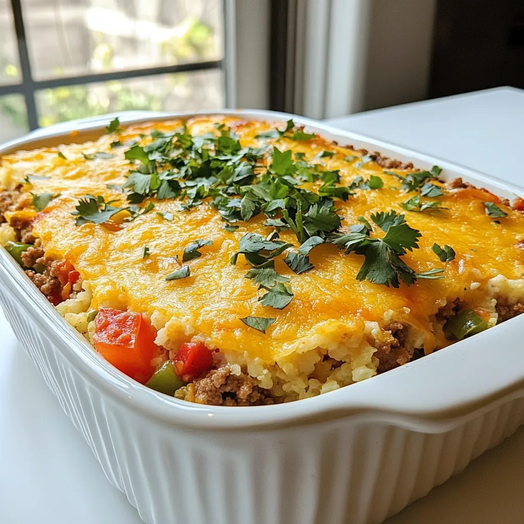 Für den Keto Mexikanischen Rindfleisch Blumenkohl Auflauf brauchst du: - 450 g Rinderhackfleisch - 1 mittelgroßen Blumenkohl, gerieben - 240 ml gewürfelte Tomaten (aus der Dose oder frisch) - 1 kleine Zwiebel, gewürfelt - 2 Knoblauchzehen, gehackt - 100 g geriebener Käse (Cheddar oder mexikanische Mischung) - 1 Esslöffel Olivenöl - 120 g gehackte Paprika (jede Farbe) Diese Zutaten bringen Farbe und Geschmack in dein Gericht. Der Blumenkohl ersetzt die Kohlenhydrate, die du in einem normalen Auflauf finden würdest. So bleibt das Gericht keto-freundlich. Die richtigen Gewürze sind wichtig für den Geschmack. Du benötigst: - 1 Esslöffel Taco-Gewürz (selbstgemacht oder gekauft) - 1/2 Teelöffel Kreuzkümmel - 1/4 Teelöffel Paprika - Salz und Pfeffer nach Geschmack Taco-Gewürz gibt dem Gericht seinen mexikanischen Flair. Kreuzkümmel und Paprika sorgen für Tiefe und Wärme. Diese Gewürze machen den Auflauf lebendig und herzhaft. Für eine schöne Garnitur empfehle ich frischen Koriander. Er bringt noch mehr Frische und Farbe. Du kannst auch ein wenig extra Käse oben drauf geben, wenn du möchtest. Diese kleinen Extras machen den Auflauf noch einladender. {{ingredient_image_2}} Für diesen Auflauf brauchen wir frische und einfache Zutaten. Die Vorbereitung ist schnell und leicht. Zuerst reiben Sie den Blumenkohl. Er sollte wie Reis aussehen. Schneiden Sie die Zwiebel und den Knoblauch klein. Diese geben viel Geschmack. Würfeln Sie die Paprika in kleine Stücke. So wird der Auflauf bunt und lecker. Erhitzen Sie das Olivenöl in einer großen Pfanne. Fügen Sie die Zwiebel hinzu und dünsten Sie sie, bis sie weich ist. Das dauert etwa 3-4 Minuten. Jetzt kommt der Knoblauch dazu. Dünsten Sie ihn für eine Minute. Dann erhöhen Sie die Hitze und geben das Rinderhackfleisch dazu. Zerkleinern Sie es gut mit einem Spatel. Braten Sie das Fleisch, bis es braun ist, etwa 5-7 Minuten. Lassen Sie überschüssiges Fett abtropfen. Mischen Sie das Taco-Gewürz, Kreuzkümmel und Paprika in die Pfanne. Jetzt sind die Gewürze richtig verteilt. Geben Sie die gewürfelten Tomaten und Paprika hinzu. Lassen Sie alles für 5 Minuten köcheln. Schmecken Sie mit Salz und Pfeffer ab. Nehmen Sie eine große Schüssel und mischen Sie den geriebenen Blumenkohl mit der Hälfte des Käses. Fetten Sie eine Auflaufform ein und legen Sie die Blumenkohl-Mischung gleichmäßig auf den Boden. Gießen Sie die Rinderhackfleischmischung darüber. Verteilen Sie sie gut. Jetzt kommt der restliche Käse oben drauf. Backen Sie den Auflauf bei 190°C für 25-30 Minuten. Der Käse sollte sprudelnd und goldbraun sein. Lassen Sie den Auflauf 5 Minuten ruhen, bevor Sie ihn servieren. Garnieren Sie ihn nach Wunsch mit frischem Koriander. Um die perfekte Konsistenz zu erreichen, reibe den Blumenkohl gut. Ich empfehle, ihn nicht zu grob zu reiben. So wird der Auflauf gleichmäßiger. Achte darauf, den Blumenkohl nicht zu lange zu kochen. Ein kurzes Blanchieren reicht. Dies bewahrt den Geschmack und die Textur. Du kannst verschiedene Käsesorten verwenden, um den Geschmack zu verändern. Cheddar gibt einen kräftigen Geschmack. Mozzarella sorgt für eine schöne, zähe Konsistenz. Eine mexikanische Mischung bringt den Tex-Mex-Flair. Experimentiere mit deinen Lieblingskäsesorten. Ein häufiger Fehler ist, die Mischung zu trocken zu machen. Stelle sicher, dass genug Flüssigkeit vorhanden ist. Wenn du die Mischung zu lange kochst, wird sie matschig. Vermeide auch zu viel Käse oben, da er sonst verbrennen kann. Halte dich an die Zeitangaben im Rezept, um die besten Ergebnisse zu erzielen. Pro Tipps Frischer Blumenkohl: Verwenden Sie frischen Blumenkohl für den besten Geschmack und die beste Textur. Achten Sie darauf, ihn gut zu reiben, um die richtige Konsistenz zu erreichen. Variation der Käsesorten: Experimentieren Sie mit verschiedenen Käsesorten, wie Gouda oder Monterey Jack, um dem Auflauf eine besondere Note zu verleihen. Würzige Note hinzufügen: Für einen zusätzlichen Kick können Sie einige Jalapeños oder Chilis zur Rinderhackfleischmischung hinzufügen. Vorbereitung im Voraus: Bereiten Sie den Auflauf im Voraus zu und stellen Sie ihn im Kühlschrank kalt. Sie können ihn später einfach im Ofen aufwärmen. {{image_4}} Für eine vegetarische Variante tauschen Sie das Rinderhackfleisch gegen schwarze Bohnen oder Linsen. Diese Bohnen sind reich an Protein und Ballaststoffen. Sie fügen auch eine schöne Textur hinzu. Mischen Sie die Bohnen mit den Gewürzen und den anderen Zutaten. Diese Option ist lecker und passt gut in eine ausgewogene Ernährung. Um den Geschmack zu intensivieren, können Sie verschiedene Gewürze verwenden. Fügen Sie zum Beispiel Chili-Pulver für mehr Hitze hinzu. Oder probieren Sie geräucherten Paprika, um einen rauchigen Geschmack zu erzielen. Auch frische Kräuter wie Oregano oder Thymian machen viel aus. Passen Sie die Gewürze nach Ihrem Geschmack an. Für eine glutenfreie Option stellen Sie sicher, dass Ihr Taco-Gewürz glutenfrei ist. Für Paleo-Fans können Sie das Olivenöl mit Kokosöl ersetzen. Wer auf Milchprodukte verzichtet, kann den Käse weglassen oder durch Nusskäse ersetzen. Diese Anpassungen helfen, das Gericht für verschiedene Diäten geeignet zu machen. Um die Reste Ihres Keto Mexikanischen Rindfleisch Blumenkohl Auflaufs frisch zu halten, lassen Sie ihn zuerst abkühlen. Füllen Sie dann den Auflauf in einen luftdichten Behälter. Stellen Sie sicher, dass er gut verschlossen ist. So bleibt der Auflauf bis zu drei Tage im Kühlschrank haltbar. Wenn Sie den Auflauf länger aufbewahren möchten, können Sie ihn einfrieren. Teilen Sie den Auflauf in Portionen auf und verpacken Sie diese in gefriergeeignete Behälter. Vergessen Sie nicht, das Datum auf den Behältern zu notieren. Im Gefrierschrank bleibt der Auflauf bis zu drei Monate gut. Um die Reste aufzuwärmen, heizen Sie Ihren Ofen auf 180°C (350°F) vor. Nehmen Sie den Auflauf aus dem Kühlschrank oder Gefrierschrank und decken Sie ihn mit Alufolie ab. Backen Sie ihn für etwa 20 bis 25 Minuten, bis er durchgehend heiß ist. Wenn Sie den Auflauf aus dem Gefrierschrank nehmen, kann es etwas länger dauern, bis er warm ist. Ja, dieser Auflauf ist keto-freundlich. Er enthält Blumenkohl anstelle von Reis oder Nudeln. Rinderhackfleisch liefert gesunde Fette und Proteine. Die Gewürze und Käse machen das Gericht schmackhaft. Es hat wenig Kohlenhydrate und viel Geschmack. Ja, frische Zutaten sind eine tolle Wahl. Sie können frische Tomaten verwenden, wenn Sie möchten. Dies gibt dem Gericht einen frischeren Geschmack. Auch frische Paprika sind eine gute Option. Verwenden Sie die gleiche Menge wie in der Rezeptur angegeben. Eine Portion hat etwa 8-10 Gramm Kohlenhydrate. Dies hängt von den genauen Zutaten ab. Blumenkohl hat wenige Kohlenhydrate. Die Tomaten und Paprika fügen nur wenig hinzu. Achten Sie darauf, die Portionen zu messen. So bleiben Sie in Ihrem Kohlenhydrat-Ziel. Dieser Auflauf vereint gesunde Zutaten wie Rinderhack und Blumenkohl. Wir haben die Zubereitung einfach erklärt, von der Vorbereitung bis zum Backen. Mit Tipps für die perfekte Konsistenz und Käsevariationen wird er garantiert lecker. Anpassungen für Vegetarier oder spezielle Diäten machen ihn vielseitig. Schließlich wissen Sie jetzt, wie Sie Reste richtig lagern und aufwärmen. Kochen kann Spaß machen und gesund sein! Experimentieren Sie und finden Sie Ihre perfekte Version.