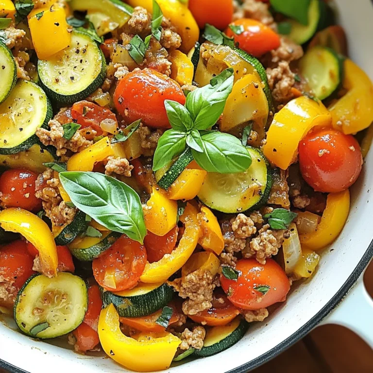 - 450 g gemahlenes Putenfleisch - 2 mittelgroße Zucchini - 1 kleine Zwiebel - 2 Knoblauchzehen - 1 rote Paprika - 200 g Kirschtomaten Die Hauptzutaten sind einfach zu finden. Das gemahlene Putenfleisch gibt dem Gericht viel Geschmack. Zucchini sorgt für eine gute Textur und Nährstoffe. Die Zwiebel und der Knoblauch bringen eine schöne Basis für den Geschmack. Die rote Paprika fügt Süße hinzu. Kirschtomaten bringen Frische und Saftigkeit. - 1 Teelöffel italienische Gewürzmischung - ½ Teelöffel Paprika - Salz und Pfeffer - 2 Esslöffel Olivenöl Die Gewürze machen das Gericht besonders. Die italienische Mischung bringt viele Aromen. Paprika fügt eine milde Schärfe hinzu. Salz und Pfeffer sind wichtig für den Geschmack. Olivenöl dient zum Braten und verleiht einen feinen Geschmack. - Frisches Basilikum oder Petersilie Frische Kräuter sind das i-Tüpfelchen. Sie geben Farbe und Aroma. Basilikum hat einen schönen, süßen Geschmack. Petersilie ist frisch und leicht bitter. Beide Kräuter machen das Gericht noch besser. {{ingredient_image_2}} Zuerst schneide die Zucchini in Halbmonde. Achte darauf, sie gleichmäßig zu schneiden, damit sie gleichmäßig garen. Nimm eine kleine Zwiebel und würfle sie. Die Zwiebel gibt viel Geschmack. Jetzt würfle auch die rote Paprika. Diese sorgt für Farbe und Süße. Hacke zwei Knoblauchzehen fein. Der frische Knoblauch bringt einen tollen Duft ins Gericht. Erhitze zwei Esslöffel Olivenöl in einer großen Pfanne bei mittlerer Hitze. Gib die gewürfelte Zwiebel hinein und brate sie für etwa drei bis vier Minuten. Sie sollte leicht durchscheinend werden. Nun füge das gemahlene Putenfleisch hinzu. Rühre alles gut um und koche es für sechs bis acht Minuten, bis das Fleisch schön gebräunt ist. Wenn das Fleisch gar ist, gib die gewürfelte Paprika und die Zucchini in die Pfanne. Rühre gut um und koche alles für weitere fünf Minuten, bis die Zucchini weich wird. Jetzt ist es Zeit für die Gewürze. Füge die halbierten Kirschtomaten, einen Teelöffel italienische Gewürzmischung, einen halben Teelöffel Paprika, Salz und Pfeffer hinzu. Mische alles gut. Lass die Mischung drei bis vier Minuten köcheln, damit die Aromen sich verbinden. Probier das Gericht und passe die Gewürze nach deinem Geschmack an. Zum Schluss nimm die Pfanne vom Herd. Garniere das Gericht mit frischem Basilikum oder Petersilie, bevor du es servierst. Um die Zucchini perfekt zu garen, achte darauf, sie nicht zu lange zu kochen. Zucchini braucht nur etwa fünf Minuten in der Pfanne. So bleibt sie knackig und frisch. Für das Putenfleisch ist es wichtig, es gleichmäßig anzubraten. Braune Stellen bringen mehr Geschmack. Wenn du das Fleisch in kleine Stücke zerbrichst, brät es gleichmäßiger. Du kannst Zeit sparen, wenn du die Zutaten im Voraus vorbereitest. Schneide die Zucchini, würfle die Zwiebel und hacke den Knoblauch vor dem Kochen. So geht alles schneller. Multitasking beim Kochen hilft ebenfalls. Während die Zwiebel brät, kannst du das Putenfleisch vorbereiten. So nutzt du die Zeit besser. Um Reste richtig zu lagern, lass das Gericht zuerst abkühlen. Dann füllst du es in einen luftdichten Behälter. Im Kühlschrank hält es sich drei bis vier Tage. Du kannst Reste auch in anderen Gerichten verwenden. Mische sie in eine Suppe oder mache einen Auflauf. So genießt du das Gericht auf neue Weise. Pro Tipps Fleischwahl: Verwenden Sie mageres Putenfleisch für eine gesunde Variante oder ersetzen Sie es durch Hühner- oder Rinderhack, je nach Vorliebe. Gemüsevariationen: Experimentieren Sie mit anderen Gemüsesorten wie Auberginen oder Karotten für zusätzlichen Geschmack und Textur. Würzverstärkung: Fügen Sie einen Spritzer Zitronensaft oder etwas Balsamico-Essig hinzu, um die Aromen aufzuhellen und zu intensivieren. Vorratslager: Dieses Gericht eignet sich hervorragend für Meal Prep; es lässt sich gut im Kühlschrank aufbewahren und kann leicht aufgewärmt werden. {{image_4}} Wenn du eine vegetarische Option suchst, kannst du Tofu oder Seitan verwenden. Tofu hat eine tolle Textur und nimmt gut Aromen auf. Seitan hat einen fleischigen Biss und ist ebenfalls eine gute Wahl. Schneide den Tofu in Würfel oder zerkleinere den Seitan. Brate sie genau wie das Putenfleisch an. Das gibt dir ein ähnliches Geschmackserlebnis ohne Fleisch. Für eine würzige Variante kannst du Chili hinzufügen. Das gibt deinem Gericht einen schönen Kick. Füge einfach frische oder getrocknete Chilis nach Geschmack hinzu. Alternativ kannst du mediterrane Kräuter anstelle der italienischen Mischung verwenden. Thymian, Oregano oder Rosmarin geben deinem Gericht eine frische Note. Experimentiere mit den Gewürzen, um die perfekte Mischung für deinen Gaumen zu finden. Das Gericht passt super zu Reis oder Pasta. Beides gibt dir eine sättigende Basis. Du kannst auch einen frischen Salat als Beilage servieren. Ein einfacher grüner Salat mit einem leichten Dressing ergänzt die Aromen der Puten-Zucchini-Pfanne perfekt. Probiere verschiedene Beilagen, um das Gericht noch spannender zu machen! Wie lange ist das Gericht haltbar? Die Puten-Zucchini-Pfanne bleibt im Kühlschrank etwa 3 bis 4 Tage frisch. Achten Sie darauf, sie in einem luftdichten Behälter aufzubewahren. So bleibt der Geschmack erhalten und das Essen bleibt sicher. Tipps zur Lagerung in Behältern: - Verwenden Sie Glas- oder Kunststoffbehälter mit Deckel. - Lassen Sie das Gericht zuerst auf Raumtemperatur abkühlen. - Beschriften Sie die Behälter mit Datum. Anleitungen zum Einfrieren von Resten: Um die Puten-Zucchini-Pfanne einzufrieren, geben Sie die abgekühlte Mischung in einen gefrierfesten Behälter. Füllen Sie den Behälter nicht ganz voll, da sich die Mischung beim Einfrieren ausdehnt. Schließen Sie den Deckel gut. Tipps zum Auftauen und Erwärmen: - Auftauen im Kühlschrank über Nacht ist am besten. - Erwärmen Sie die Mischung in einer Pfanne oder in der Mikrowelle. - Fügen Sie etwas Wasser oder Brühe hinzu, wenn das Gericht zu trocken ist. Gerichte mit übriggebliebenem Puten-Zucchini Mix: Sie können die Reste leicht in neuen Gerichten verwenden. Hier sind einige Ideen: - Fügen Sie die Mischung zu Omeletts hinzu. - Verwenden Sie sie als Füllung für Tacos oder Wraps. - Mischen Sie sie in einen Salat für extra Protein. Mit diesen Tipps bleibt Ihre Puten-Zucchini-Pfanne immer lecker und frisch! Die Zubereitungszeit für eine Puten-Zucchini-Pfanne beträgt insgesamt 30 Minuten. Davon sind 10 Minuten für die Vorbereitung nötig. Während dieser Zeit schneiden Sie das Gemüse und würfeln die Zwiebel. Das Kochen selbst dauert etwa 20 Minuten. Es ist eine schnelle und einfache Mahlzeit. Ja, Sie können verschiedene Gemüse hinzufügen. Hier sind einige Vorschläge: - Karotten, in kleine Stücke geschnitten - Brokkoli, in Röschen geteilt - Spinat, grob gehackt - Aubergine, gewürfelt Diese Optionen fügen Farbe und Nährstoffe hinzu. Experimentieren Sie mit dem Gemüse, das Sie mögen. Ja, die Puten-Zucchini-Pfanne ist gesund. Hier sind einige Vorteile: - Putenfleisch ist eine magerere Proteinquelle. - Zucchini ist kalorienarm und reich an Ballaststoffen. - Kirschtomaten enthalten Antioxidantien und Vitamine. Diese Zutaten bieten viele Nährstoffe, die gut für den Körper sind. In diesem Artikel haben wir eine leckere Puten-Zucchini-Pfanne behandelt. Wir haben die Zutaten, die Zubereitung und wichtige Tipps besprochen. Das Gericht ist einfach und gesund. Du kannst es mit verschiedenen Gemüse oder Gewürzen variieren. Reste lassen sich gut aufbewahren oder neu verwenden. Mit diesen Informationen bist du gut gerüstet, um dein eigenes Gericht zu kochen. Probiere es aus und genieße die Vielfalt!