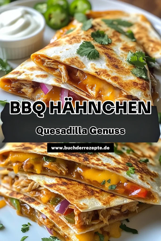 Entdecke unser einfaches BBQ Quesadilla Rezept mit zartem Hähnchen und köstlicher BBQ-Sauce! Diese Tex-Mex Fingerfood ist perfekt für Partys oder einen schnellen Snack. Die Zubereitung ist blitzschnell und liefert dir leckere BBQ Hühnchen Tortillas, die jeder lieben wird. Probiere diese schnelle Quesadilla Zubereitung aus und überrasche deine Familie! Speichere das Rezept und genieße! #BBQQuesadilla #HähnchenQuesadilla #TexMexFingerfood #schnelleRezepte