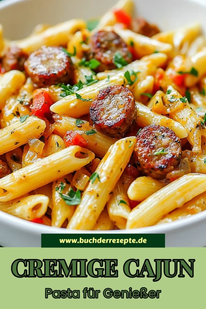 Entdecken Sie das perfekte Rezept für cremige Cajun Wurst-Pasta! Dieses schnelle Pasta Gericht kombiniert würzige Penne Nudeln mit Wurst, aromatischen Gemüse und einer köstlichen cremigen Sauce. Ideal für stressige Abende oder als Familienessen. Erleben Sie die Aromen eines Cajun Gewürz Rezepts, das garantiert begeistert. Probieren Sie es aus und speichern Sie es für spätere Lese! #CajunWurstPasta #cremigePastaRezepte #schnellePastaGerichte #PenneNudelnMitWurst