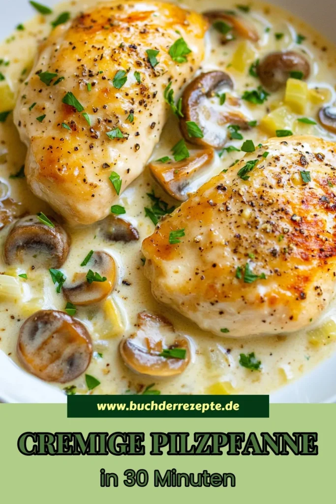 Entdecken Sie dieses köstliche Rezept für eine Cremige Pilz-Hähnchen-Pfanne, das einfach zuzubereiten ist und perfekt für schnelle Abendessen Ideen. Mit Hähnchenbrust mit Pilzen und einer verführerischen Pilzsoße wird dieses einfache Hähnchenrezept zu Ihrem neuen Favoriten. Ideal für ein schnelles unter der Woche Gericht! Probieren Sie es jetzt aus und speichern Sie es für Ihre nächste Kochsession! #CremigePilzHähnchenPfanne #EinfachesHähnchenrezept #PilzsoßeRezept #SchnelleAbendessenIdeen