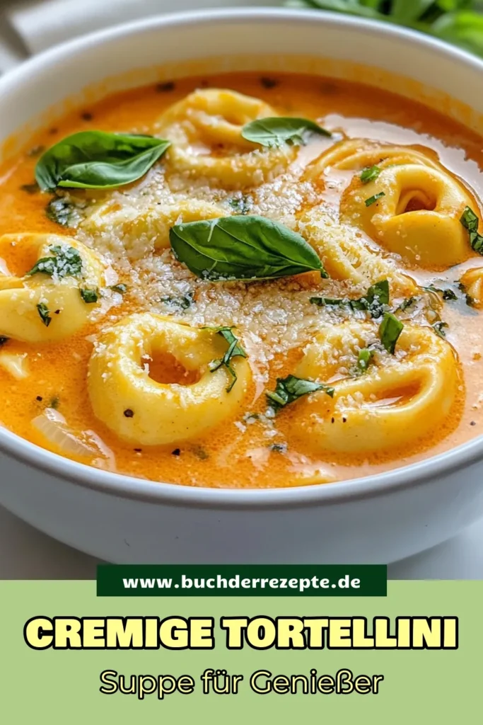 Entdecke die perfekte cremige Tortellini-Suppe mit Tomaten-Basilikum, die schnell zubereitet ist! Dieses italienische Suppenrezept vereint frische Zutaten und köstlichen Geschmack, ideal für einen schnellen, herzhaften Abendessen. Auch als vegane Tortellini-Suppe einfach zuzubereiten! Probiere es aus und genieße eine warme, wohltuende Mahlzeit. Speichere dieses Rezept für deine nächste Kochsession! #CremigeTortelliniSuppe #ItalienischeKüche #SchnellePastagerichte #VeganeSuppe